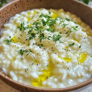 - 1 cup Arborio rice - 4 cups vegetable broth - 1 small onion, finely chopped - 3 cloves garlic, minced - 1 cup grated Parmesan cheese - 2 tablespoons unsalted butter - 2 tablespoons olive oil - 1 teaspoon fresh thyme leaves (or ½ teaspoon dried thyme) - Salt and freshly ground black pepper to taste - Fresh parsley, chopped (for garnish) The core of this dish is Arborio rice. This rice is starchy, which helps create the creamy texture we love in risotto. Next, we need vegetable broth. It adds rich flavor. You can also use homemade broth for a fresher taste. Onion and garlic bring warmth and depth to the dish. The Parmesan cheese provides a salty, nutty flavor that blends well. Unsalted butter and olive oil help sauté the onions and garlic. We also add thyme for a hint of earthiness. Finally, salt, pepper, and parsley finish the dish nicely. You can swap Parmesan cheese for Pecorino Romano. This cheese is saltier and has a sharper taste. If you prefer, chicken broth works too. It will add a different flavor profile. Choosing the right rice is key. Arborio is best for risotto, but you can use Carnaroli or Vialone Nano as alternatives. They have similar starch content and will result in a creamy risotto. To start, you need to warm the broth. Pour the vegetable broth into a medium saucepan. Heat it over low flame. Keep it warm, but do not let it boil. A warm broth helps the rice cook evenly. If the broth is cold, it slows down the cooking process. Next, grab a large skillet or a heavy-bottomed pot. Add olive oil and unsalted butter. Heat them over medium heat until they shimmer. Then, add the finely chopped onion. Sauté it for about 3 to 4 minutes. Stir often until it becomes soft and clear. This step adds flavor. After that, add the minced garlic. Cook for one more minute. Stir continuously to keep the garlic from browning. If garlic burns, it will taste bitter. Now, it’s time for the star of the show: Arborio rice. Add the rice to the skillet. Stir it well to coat each grain with oil and butter. Sauté the rice for 2 to 3 minutes until it looks a bit clear around the edges. This step helps toast the rice. Now, begin adding the warm vegetable broth. Use a ladle and pour in one ladleful at a time. Stir the rice as you add the broth. Let the rice absorb the broth before adding more. This process takes about 20 to 25 minutes. Keep the heat low for a gentle simmer. Taste the rice after about 20 minutes. It should be soft but have a little bite. If it’s not ready, keep adding broth until it is. For the full recipe, please refer to the earlier section. To make your risotto creamy, stir it often. Stirring helps release the rice's starch. This starch gives risotto its signature creaminess. When you add broth, do it slowly. This way, the rice absorbs the liquid better. You can adjust the broth amount based on how creamy you want it. If it's too thick, add more broth. If it's too runny, cook it a bit longer. To elevate the flavor, consider adding fresh herbs. Thyme works great, but you can also try basil or rosemary. A pinch of nutmeg can add warmth too. If you want more texture, add sautéed mushrooms or peas. For a twist, try sun-dried tomatoes or spinach. Each ingredient can change the dish's taste in a fun way. Use a heavy-bottomed pot for even cooking. This type of pot helps prevent sticking and burning. A wooden spoon is the best tool for stirring. It won’t scratch your pot and gives you better control. Plus, it helps mix the risotto well without damaging the rice. Always choose your tools wisely for the best results. For the full recipe, check out the details above! {{image_4}} You can make a great vegetable risotto by adding seasonal veggies. Think of peas, asparagus, or mushrooms. Chopping them into small pieces helps them cook faster. You should add them at different times. For example, add softer veggies like peas near the end. Add firmer ones like carrots earlier to ensure they soften properly. This makes your risotto colorful and healthy. Adding protein takes your risotto to the next level. You can mix in cooked chicken or shrimp for a hearty meal. If you prefer something plant-based, consider adding chickpeas or lentils. These options will boost the protein and keep your dish filling. Just remember to cook your protein separately and fold it in at the end for the best flavor. Experimenting with different cheeses can change the taste of your risotto. While Parmesan is a classic choice, try Pecorino Romano for a sharper flavor. You can also mix in fresh herbs like basil or parsley for a fresh twist. A pinch of nutmeg or red pepper flakes can add warmth. Play around to find your favorite flavor combination. For the full recipe, check out the complete guide! To store creamy garlic Parmesan risotto, let it cool first. Transfer the risotto to an airtight container. This helps keep moisture in. It lasts in the fridge for about three to five days. Make sure to label the container with the date. You can freeze risotto if you want to save some for later. Portion it into freezer-safe bags or containers. Make sure to remove as much air as possible. This helps prevent freezer burn. When you reheat frozen risotto, expect it to lose some creaminess. Add a splash of broth or water when heating to help restore that smooth texture. Leftover risotto is a great base for many dishes. You can shape it into balls and fry them for risotto cakes. You can also mix it with eggs and bake it into a savory frittata. Another option is to stir it into soups for added thickness. Try using it in stuffed peppers or as a filling in crepes. You can reduce stirring by using a slow cooker. This allows the rice to cook evenly. You can also try adding more broth at once. Just ensure it stays warm. Arborio rice has a higher starch content. This helps give risotto its creamy texture. Regular rice can be used but may not yield the same results. You could use Carnaroli or Vialone Nano for better outcomes. This risotto pairs well with grilled chicken or roasted vegetables. A fresh salad or sautéed greens also make excellent sides. Try serving it with garlic bread for a hearty meal. Yes, risotto is naturally gluten-free. Arborio rice does not contain gluten. Always check broth labels to avoid any hidden gluten sources. To fix overcooked risotto, add a splash of broth. Stir gently to loosen the rice. You can also add a bit of cream to enhance the texture. If all else fails, transform it into arancini or a risotto cake. For the full recipe, check out the [Full Recipe]. In this blog post, we covered everything you need for perfect risotto. You learned about the essential ingredients, including Arborio rice and Parmesan cheese. I also shared key cooking techniques and helpful tips to achieve that creamy texture. Don't forget to explore variations and storage options, and feel free to use leftovers creatively. Enjoy making delicious risotto at home. You now have the tools to impress with your cooking!