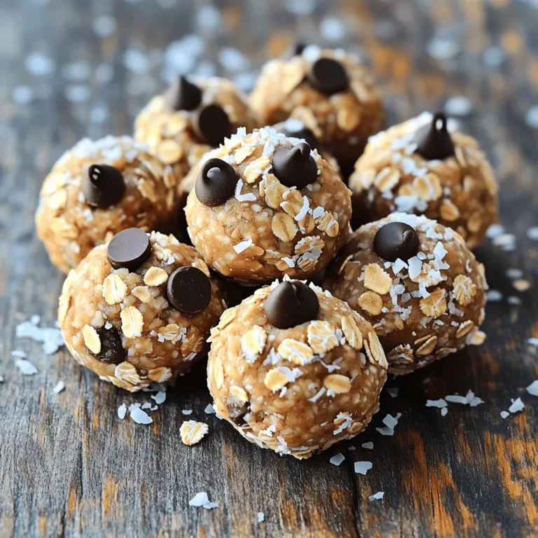 Peanut Butter Oatmeal Energy Balls need simple, wholesome ingredients. Here’s what you need: - 1 cup rolled oats - 1/2 cup peanut butter (smooth or chunky) - 1/3 cup honey or maple syrup - 1/4 cup chocolate chips (dark or semi-sweet) - 1/4 cup ground flaxseed (optional) - 1/2 teaspoon vanilla extract - A pinch of sea salt - 1/3 cup shredded coconut (optional) These ingredients work together to make a tasty snack. Each ingredient brings unique benefits: - Rolled oats: These provide fiber, which helps keep you full. - Peanut butter: This is rich in protein and healthy fats. It fuels your body. - Honey or maple syrup: Both sweeteners offer quick energy. They add natural sweetness. - Chocolate chips: These give a touch of sweetness and can lift your mood. - Ground flaxseed: This adds omega-3 fatty acids, good for heart health. - Vanilla extract: This enhances flavor and aroma, making it more enjoyable. - Sea salt: Just a pinch balances flavors and can boost hydration. - Shredded coconut: This adds a tropical flair and healthy fats. Together, these ingredients create a balanced snack. You can adapt this recipe based on your taste or needs. Here are some ideas: - Nut butter: Swap peanut butter for almond, cashew, or sunflower seed butter. - Sweeteners: Use agave syrup or brown rice syrup instead of honey. - Chocolate chips: Try dried fruit, like raisins or cranberries, for a fruity twist. - Flaxseed: Chia seeds work well as an alternative for added nutrition. - Coconut: Omit shredded coconut if you prefer a different texture or taste. These substitutions keep the energy balls delicious while fitting your diet. For the full recipe, check out the Peanut Butter Oatmeal Energy Balls 🥜 section. To start, gather your ingredients. You will need rolled oats, peanut butter, honey, and more. In a large bowl, combine 1 cup rolled oats, 1/4 cup ground flaxseed (if you choose), and a pinch of sea salt. Mix these dry items well. This step sets a strong base for flavor and texture. Next, melt the peanut butter and honey together. Put 1/2 cup peanut butter and 1/3 cup honey in a microwave-safe bowl. Heat for 20-30 seconds. After melting, pour it into the dry mix. Add 1/2 teaspoon vanilla extract and 1/4 cup chocolate chips. If you want, you can add 1/3 cup shredded coconut too. Use your hands or a spatula to mix everything. The mix should feel sticky but blend well together. Now, take small amounts of the mix and roll them into balls. Aim for about a tablespoon in size. Put each ball on a lined baking sheet, leaving space between them. This helps them not stick together. Finally, place the baking sheet in the fridge. Let the energy balls chill for at least 30 minutes. This will help them firm up nicely. Once they are set, store them in an airtight container or a ziplock bag. Enjoy as you need! For more details, check the Full Recipe. To achieve the best texture, mix your dry and wet ingredients well. Each energy ball should feel sticky but not too wet. If the mix is too dry, add a splash of water or more honey. If it's too wet, add a bit more oats. This balance ensures they hold together well. Store your energy balls in an airtight container. They will stay fresh in the fridge for about one week. For longer storage, freeze them in a ziplock bag. This way, you can grab a quick snack anytime. Just let them thaw for a few minutes before eating. Make your energy balls look great! Drizzle melted chocolate over the tops for a sweet touch. You can also roll them in shredded coconut for added flair. Serve them on a pretty plate to impress friends or family. These simple ideas make your snack both tasty and fun! For the complete recipe, check out the full recipe. {{image_4}} You can change the flavor of your energy balls easily. Try adding cinnamon for warmth. You can use almond butter instead of peanut butter for a nutty twist. How about a touch of cocoa powder? It adds rich chocolate flavor. You could also mix in dried fruits like cranberries or apricots for sweetness and chewiness. Each change gives a new taste to your snack! If you follow a vegan diet, swap honey for maple syrup. This keeps it plant-based and delicious. For a gluten-free version, ensure your oats are certified gluten-free. This way, everyone can enjoy these energy balls! You can also make them nut-free by using sunflower seed butter instead. This way, kids at school can enjoy them too! You can boost the nutrition of your energy balls with some easy add-ins. Consider mixing in chia seeds or hemp seeds for extra fiber and protein. You can also add protein powder for a post-workout snack. Ground flaxseed is a great addition too; it’s already in the recipe. It gives healthy fats and helps keep you full. These small changes can make a big difference in nutrition! For the full recipe, check out the details above. To keep your Peanut Butter Oatmeal Energy Balls fresh, store them in an airtight container. You can use a glass jar or a ziplock bag. Make sure to separate layers with parchment paper to avoid sticking. Keeping them cool helps maintain taste and texture. If you want to enjoy these energy balls later, freezing is a great option. Simply place the energy balls in a single layer on a baking sheet. Freeze them for about an hour until solid. Then transfer them to a ziplock bag. Remove as much air as possible to prevent freezer burn. In the fridge, these energy balls stay fresh for up to one week. If you freeze them, they can last up to three months. Always label your containers with the date. This way, you will know when you made them and use them at their best. Enjoy these snacks anytime! For the full recipe, check the [Full Recipe]. Peanut Butter Oatmeal Energy Balls stay fresh for about one week in the fridge. Store them in an airtight container. For longer storage, you can freeze them. They can last for up to three months in the freezer. Just thaw before eating! Yes, you can make these energy balls vegan. Use maple syrup instead of honey. Choose natural peanut butter that contains only peanuts. This way, your energy balls will be fully plant-based and just as tasty! If you need a substitute for peanut butter, try almond butter or sunflower seed butter. These options work well and add different flavors. They also provide similar nutrition, keeping your energy balls healthy. I recommend enjoying two to three energy balls as a snack. They are filling, thanks to the oats and nut butter. Listen to your body and adjust based on your hunger! You can definitely customize the ingredients! Add nuts, seeds, or dried fruit for extra flavor and nutrition. You can also change the sweetener to fit your taste. Get creative and make these energy balls your own! For the full recipe, check out the details above. In this article, I covered the key parts of making Peanut Butter Oatmeal Energy Balls. We looked at the important ingredients and their benefits. I shared step-by-step instructions for perfecting your mix. Tips helped you with storage and presentation. I also offered great variations and answers to common questions. Now, you have the tools to make tasty snacks at home. Enjoy making and sharing your energy balls!