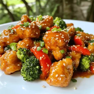 - Chicken breast: 500g, cut into bite-sized pieces - Sweet chili sauce: 1/4 cup - Soy sauce: 2 tablespoons - Fresh ginger: 1 tablespoon, minced - Garlic: 2 cloves, minced - Cornstarch: 1 tablespoon - Red bell pepper: 1, chopped into bite-sized pieces - Broccoli florets: 1 cup - Green onions: 1/4 cup, finely chopped - Sesame seeds: for garnish - Salt and pepper: to taste When you gather these ingredients, make sure they are fresh. Fresh chicken breast makes a big difference in taste. Sweet chili sauce adds a nice blend of sweet and spicy. Soy sauce gives it that umami kick. The minced ginger and garlic bring warmth and depth to your dish. Cornstarch helps the chicken get crispy while cooking. For veggies, the red bell pepper adds color and crunch. Broccoli florets give you a nice pop of green. Green onions add a mild onion flavor and a fresh look. Don’t forget the sesame seeds; they add a lovely crunch when you garnish your dish. If you want to learn how to put these together, check out the Full Recipe. To start, grab a mixing bowl. In this bowl, whisk together the sweet chili sauce, soy sauce, minced ginger, minced garlic, and a pinch of salt and pepper. This blend will be your tasty marinade. The sweet chili sauce adds a nice, sweet kick, while soy sauce brings in saltiness. The ginger and garlic give it a fresh, flavorful punch. Next, take your chicken pieces and place them in the marinade. Make sure each piece is coated well. This helps the chicken soak up all the yummy flavors. Cover the bowl and put it in the fridge for at least 30 minutes. This step is key! It allows the chicken to absorb the marinade, making it more delicious. Now it’s time to cook! Heat vegetable oil in a large skillet over medium-high heat. Once the oil is hot, add the marinated chicken pieces. Spread them out in a single layer. Cook for about 5-7 minutes until the chicken turns golden brown and reaches 75°C (165°F). This ensures it's safe to eat. Then, toss in your chopped red bell pepper and broccoli florets. Stir-fry everything together for another 3-5 minutes. You want the veggies to be bright and tender-crisp. Finally, drizzle a bit more sweet chili sauce over the chicken and veggies. Stir for another minute to mix the flavors, and your meal is ready to enjoy! For the complete recipe details, check out the Full Recipe. To get the best flavor, let the chicken marinate. I suggest marinating for at least 30 minutes. If you have more time, marinate for 1-2 hours. The longer it sits, the more the flavors soak in. This step makes the chicken taste amazing! When cooking, use medium-high heat. This helps the chicken get crispy on the outside. Make sure your skillet is hot before adding the chicken. This way, it sears nicely and locks in the juices. Cook the chicken for about 5-7 minutes until it turns golden brown. Presentation is key to a great meal. Serve the chicken on a white platter for a nice look. Arrange the chicken and veggies in a fun way. Add a sprinkle of fresh herbs or lime wedges on top for color. It makes the dish pop and looks so inviting! For the full recipe, check out the Sweet Chili Chicken Delight. {{image_4}} You can switch chicken for other proteins. Shrimp works well with sweet chili sauce. Tofu is a great choice for a veggie option. Beef adds a hearty twist. These proteins cook quickly and soak up flavor nicely. Adding veggies boosts taste and texture. Snap peas give a nice crunch. Carrots add sweetness and color. Mushrooms bring a rich flavor and meaty bite. Mix and match to find your favorite combo. You can change the sauce to match your taste. If you want more sweetness, add extra chili sauce. For a spicy kick, try adding sriracha. This lets you customize the dish to your liking. Experiment with different sauces for fun! For the full recipe, check out Sweet Chili Chicken Delight. Store leftovers in an airtight container for up to 3 days. This helps keep the chicken fresh. Always let the dish cool to room temperature before sealing. This prevents moisture build-up, which can make the chicken soggy. Freeze portions in airtight bags for up to 2 months. Make sure to remove as much air as possible before sealing. Label each bag with the date and contents. This way, you can enjoy Sweet Chili Chicken on a busy day. Reheat in the microwave or stovetop on low heat to maintain texture. If using a microwave, cover the dish to keep moisture in. If using the stovetop, add a splash of water to help steam the chicken. This ensures your meal tastes just as good as when you first made it. You can serve Sweet Chili Chicken with many tasty sides. Here are some ideas: - Steamed white rice: It soaks up the sauce well. - Fried rice: Adds flavor and texture to your meal. - Noodles: Try rice noodles or egg noodles for a fun twist. - Fresh salad: A crisp salad balances the dish’s sweetness. These sides can make your meal more filling and fun! Yes, you can prepare Sweet Chili Chicken in advance. Here are some tips: - Marinate the chicken the night before. This makes the flavor even better. - Cook the chicken and veggies, then let them cool. - Store them in an airtight container in the fridge. Enjoy them within three days. For longer storage, freeze the cooked chicken. It lasts up to two months. Just thaw it in the fridge before reheating! Sweet Chili Chicken has a mild heat. The sweet chili sauce gives it a gentle kick. If you want more spice, try these: - Add red pepper flakes for extra heat. - Use a spicier sweet chili sauce. - Serve with chili oil on the side. By adjusting these ingredients, you can control how spicy your dish becomes. Enjoy the flavor! In this blog post, we explored how to make Sweet Chili Chicken. We covered the main ingredients, the marinating process, and cooking tips. You learned how to add vegetables for texture and flavor. I shared ideas for variations, like using different proteins or sauces. Finally, we discussed storage methods to keep your leftovers fresh. Enjoy experimenting with this dish and personalize it to your taste! Sweet Chili Chicken is easy, fun, and delicious.