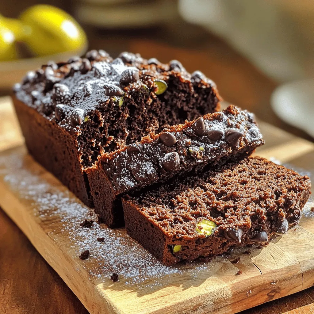 - 1 cup finely grated zucchini - 1 cup all-purpose flour - 1/2 cup unsweetened cocoa powder - 1 teaspoon baking soda - 1/2 teaspoon baking powder - 1/4 teaspoon salt - 1/2 cup granulated sugar - 1/2 cup firmly packed brown sugar - 1/2 cup vegetable oil or melted coconut oil - 2 large eggs - 1 teaspoon pure vanilla extract - 1 cup semi-sweet chocolate chips - 1/2 cup chopped walnuts (optional) - Powdered sugar for dusting - Whipped cream or vanilla ice cream When you make double chocolate zucchini bread, you'll use simple but key ingredients. The star of this recipe is finely grated zucchini. It adds moisture and a hidden veggie boost. You’ll also need flour and cocoa powder. These give the bread its structure and rich chocolate flavor. Don't forget the leavening agents: baking soda and baking powder. They help the bread rise. A touch of salt balances the sweetness. Speaking of sweetness, you’ll use granulated sugar and brown sugar. They add depth and moisture. Next, you'll need oil. Vegetable oil works well, but melted coconut oil adds a nice flavor. Two large eggs bind everything together and create a tender crumb. Pure vanilla extract enhances the overall taste. Finally, semi-sweet chocolate chips bring extra richness. If you want a crunch, add chopped walnuts. They are optional but highly recommended. For serving, powdered sugar is a delightful finish. Whipped cream or vanilla ice cream makes it even more special. You can find the full recipe linked above to guide you through the steps. - Preheat at 350°F (175°C) - Grease or line the loaf pan Start by setting your oven to 350°F (175°C). This step is key for a good bake. While the oven heats up, prepare your loaf pan. You can grease it with butter or oil. If you prefer easy removal, line it with parchment paper. - Mix flour, cocoa powder, baking soda, baking powder, and salt In a medium bowl, mix the dry ingredients. Combine the all-purpose flour, unsweetened cocoa powder, baking soda, baking powder, and salt. This helps to blend everything evenly and removes lumps. Set this mixture aside as you move to the next step. - Combine sugars and oil - Whisk in eggs and vanilla In a large bowl, combine the granulated sugar and brown sugar with vegetable oil. Use a whisk to mix until smooth. Next, add the eggs and pure vanilla extract. Whisk again until creamy. This mixture is the heart of your bread. - Fold in grated zucchini - Gradually mix dry and wet ingredients Now it’s time for the star ingredient: zucchini! Gently fold in the finely grated zucchini to your wet mixture. After that, add the dry ingredients gradually. Use a spatula to mix until just combined. Be careful not to overmix, as that can lead to a tough bread. - Fold in chocolate chips and walnuts Next, fold in the semi-sweet chocolate chips. If you want extra texture, add chopped walnuts too. These ingredients bring rich flavor and crunch to your bread. Make sure they are evenly distributed throughout the batter. - Pour batter into loaf pan - Bake for 50-60 minutes Finally, pour your luscious batter into the prepared loaf pan. Smooth the top with a spatula. Place the pan in your preheated oven and bake for 50 to 60 minutes. To check for doneness, insert a toothpick into the center. It should come out clean or with a few moist crumbs. To get the right texture, avoid overmixing the batter. Mix until just combined; this keeps the bread light and moist. After baking, let the bread cool before slicing. Cutting it too soon can make it fall apart. For a richer taste, substitute coconut oil for the vegetable oil. It adds a lovely depth of flavor. You can also experiment with different nuts. Try pecans or hazelnuts for a unique twist. Always check doneness with a toothpick. Insert it into the center; it should come out clean or with a few moist crumbs. Use room temperature ingredients for better mixing. This helps create a smooth batter for your double chocolate zucchini bread. {{image_4}} You can make this bread healthier with a few simple swaps. - Use whole wheat flour instead of all-purpose flour. This adds fiber and nutrients. - Replace sugars with maple syrup or honey. These natural sweeteners add flavor and moisture. Adding spices and fruits can elevate your bread. - Consider adding spices like cinnamon or nutmeg. They bring warmth and depth to the flavor. - You might also try incorporating dried fruits like raisins or cranberries. They add a nice chewiness and sweetness. If you love chocolate, there are fun ways to enhance it. - Use milk chocolate or dark chocolate chips for a different taste. Each type brings its unique sweetness. - For an extra treat, drizzle melted chocolate on top after baking. This makes your bread look fancy and taste divine. For the full recipe, check out the details above. Enjoy experimenting with these variations! Store your double chocolate zucchini bread in an airtight container at room temperature. This keeps it moist and fresh. It will stay tasty for up to a week. You can freeze the bread for up to 3 months. Wrap it tightly in plastic wrap. Then, place it in a freezer bag. To thaw, take it out and leave it at room temperature for a few hours. You can also warm slices in the microwave for a few seconds before serving. Always check for mold or off-smells. If the bread looks or smells strange, it is best to toss it. For the best taste, eat it within a week of baking. Check with a toothpick; it should come out clean or with moist crumbs. This test works well because it shows how baked the center is. If the toothpick is wet, bake a bit longer. Yes, just make sure to drain excess moisture before using. Frozen zucchini works great, but too much water can make the bread soggy. Thaw it, then squeeze out the water in a clean cloth. It can be healthier by using whole grains and reducing sugars. Whole wheat flour adds fiber and nutrients. Using less sugar or natural sweeteners makes it better for you. Up to 5 days at room temperature or 3 months in the freezer. Store it in an airtight container to keep it fresh. Wrap it well for freezing to avoid freezer burn. Yes, substitute with a gluten-free flour blend. There are many blends available that work well. Just make sure to check the ingredients for extra flavor. Use flax eggs or applesauce as an egg replacement. For one egg, mix one tablespoon of ground flaxseed with two and a half tablespoons of water. Let it sit for a few minutes to thicken. This double chocolate zucchini bread recipe is a delightful treat. You need simple ingredients like zucchini, cocoa powder, and chocolate chips. Following the steps carefully will help you create a moist and tasty loaf. Remember not to overmix the batter for the best texture. You can also try fun variations like adding spices or using whole wheat flour. Store any leftovers properly, and enjoy this sweet treat for days! Baking can be fun, and this recipe makes it easy. Happy baking!