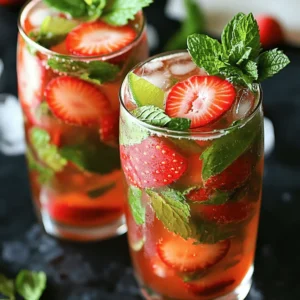 To make a delightful Strawberry Mojito Mocktail, gather these main ingredients: - 1 cup fresh strawberries, hulled and sliced - 10-12 fresh mint leaves, plus extra for garnish - 2 tablespoons freshly squeezed lime juice - 2 tablespoons honey or agave syrup - 2 cups soda water or sparkling water - Ice cubes These ingredients blend to create a fresh and vibrant drink. The strawberries give a sweet burst, while the mint adds a refreshing touch. Garnishes make your mocktail look special. Consider using: - Extra mint leaves - Additional sliced strawberries These not only enhance the look of your drink but also add fresh flavors. You can choose your sweetener based on your taste: - Honey adds a floral note. - Agave syrup is a gentle sweetener. Adjust the amount to fit your sweetness level. If you prefer less sweetness, use less honey or agave syrup. This flexibility lets you customize your drink just the way you like it. For the full recipe, check out the details above. First, grab your fresh strawberries. You will need one cup of them, hulled and sliced. Place the strawberries in a mixing bowl. Next, add about 10 to 12 fresh mint leaves. This is where the fun begins! Use the back of a spoon or a muddler. Gently press down on the strawberries and mint. You want to release the juice from the strawberries and the oils from the mint. This step is key for great flavor! Once you muddle the strawberries and mint, it’s time to add more flavor. Pour in 2 tablespoons of freshly squeezed lime juice. Then, add 2 tablespoons of honey or agave syrup. The choice is yours! Mix the ingredients well. Use a spoon to stir until the honey or syrup fully dissolves. This will help blend the flavors nicely. Now that your mixture is ready, let’s build the mocktail. Take two glasses and fill each halfway with ice cubes. This keeps your drink cool and refreshing. Carefully strain the strawberry-mint mixture into each glass. Make sure to leave some space at the top for soda water. Now, pour in 2 cups of soda water or sparkling water. Fill the glasses to your desired level. Give it a gentle stir to mix, but don’t overdo it! Finally, for a lovely touch, garnish with extra mint and sliced strawberries. Enjoy this vibrant drink! For the full recipe, check out the complete details. Muddling is key to making a great Strawberry Mojito Mocktail. Start with fresh strawberries and mint. Place them in a bowl or glass. Use a muddler or the back of a spoon. Press gently to release flavors. Do not mash too hard; you want juice, not mush. Muddling should take about 10-15 seconds. This process brings out the sweet and minty notes. You can change the flavors by adding different fruits. Try ripe peaches, juicy watermelon, or tangy blueberries. Each fruit gives a new twist to your drink. You can also mix herbs. Use basil for a sweet and savory flavor. Lemon balm is another great option if you want something fresh and bright. Experimenting makes the drink fun and unique. Serve your mocktail in chilled glasses. This keeps your drink cool and refreshing. For a fun touch, run a lime wedge along the glass rim. Dip it in sugar for a sweet look. Add extra mint and strawberry slices on top for color. You can also serve with a straw for easy sipping. This drink pairs well with light snacks, making it perfect for parties. {{image_4}} You can make your Strawberry Mojito Mocktail even better by adding other fruits. Pineapple adds a sweet and tropical taste. Just chop up some pineapple and muddle it with the strawberries and mint. Lime is another great option. It gives a zesty kick. Squeeze fresh lime juice into the mix for a bright flavor. These fruity enhancements make your drink more exciting and colorful. Want to spice things up? Try adding jalapeño or ginger. For jalapeño, slice a few pieces and muddle them with strawberries and mint. This will add a nice heat. If you prefer ginger, grate a small piece and mix it in. It adds warmth and a unique taste. This spicy twist makes your mocktail stand out and brings a fun surprise. You can also play with herbs to change the flavor. Instead of mint, try using basil or rosemary. Basil gives a sweet and fresh taste. Simply muddle fresh basil leaves like you do with mint. Rosemary adds a stronger flavor. Use just a little because it's quite bold. Each herb brings its own charm to the drink, making it special and fresh. For the complete recipe, check out the Full Recipe section. If you have leftover strawberry mojito mocktail, store it in the fridge. Use an airtight container. This keeps the flavors fresh and vibrant. Drink it within 24 hours for the best taste. To ensure freshness, avoid mixing in soda water until serving. The bubbles make it fizzy and fun. If you mix it early, the drink goes flat. Keep the fresh mint leaves in water. This helps them stay green and lively. You can freeze the strawberry-mint mixture for later use. Pour it into ice cube trays and freeze. Once frozen, pop the cubes into a bag. When you want a refreshing drink, blend a few cubes with soda water. This gives you a quick and tasty mocktail. For the full recipe, check out the instructions above and enjoy your drink! Yes, you can easily make a larger batch. Just multiply the ingredients by the number of servings you need. For example, if you want to serve four people, double the recipe. Use two cups of strawberries, 20-24 mint leaves, and so on. Mix it all in a large pitcher. This makes it easy to serve at parties or gatherings. If you want a different sweetener, try agave syrup or maple syrup. Both work well and add a unique flavor. You can also use simple syrup made from sugar and water. If you prefer no added sugar, try using mashed ripe bananas or pureed dates for natural sweetness. To cut the sweetness, reduce the honey or sweetener you use. Start with just one tablespoon and adjust to taste. You can also add more lime juice or soda water. This balances the flavors and gives a fresh taste. More mint leaves can also help brighten the drink without adding sweetness. You’ve learned how to make a refreshing Strawberry Mojito Mocktail. We covered the key ingredients, preparation steps, and helpful tips. You can add unique flavors or mix different fruits for variety. Remember to store any leftovers properly to keep them fresh. Mocktails can be fun and easy to make in larger batches. Enjoy experimenting with the sweeteners and garnishes. Now, grab your ingredients and create a delightful drink!