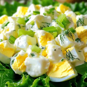 - 6 large eggs - 1/4 cup creamy mayonnaise - 1 tablespoon Dijon mustard - 1 tablespoon freshly squeezed lemon juice - 1/4 cup finely diced celery - 1/4 cup finely sliced green onions - 2 tablespoons finely chopped fresh dill - 1 tablespoon finely chopped fresh parsley - Salt and freshly cracked pepper to taste - Optional: 2 teaspoons rinsed and coarsely chopped capers - Serving suggestion: Crisp lettuce leaves I love using fresh ingredients for my egg salad. The creamy mayonnaise adds smoothness, while Dijon mustard gives a nice zing. Fresh lemon juice brings brightness to the dish. The diced celery and sliced green onions add crunch and flavor. Dill and parsley give it a fresh herb taste. For an extra twist, capers add a briny touch. You can skip the capers if you prefer a milder flavor. This simple list of ingredients makes the egg salad easy to prepare. You can find everything at your local grocery store. Once you gather these items, you're ready to create a classic dish that everyone will enjoy! If you're curious about the full recipe, check it out! To make perfect hard-boiled eggs, start with fresh eggs. Place them in a medium saucepan. Cover the eggs with water, ensuring it's about an inch above them. Heat the pan on medium-high until the water boils. Once boiling, cover the pot and remove it from heat. Let the eggs sit in the hot water for 12 minutes. This method cooks them just right. After 12 minutes, prepare an ice bath. Fill a large bowl with cold water and ice. Carefully move the eggs from the hot water to the ice bath. Let them cool for about 5 minutes. This cooling stops the cooking and makes peeling much easier. Once the eggs are cool, gently tap each egg against a hard surface. Crack the shell and peel it off. Peeling under running water helps remove any stubborn bits. Next, chop the peeled eggs into bite-sized pieces. You want a chunky texture for your egg salad. In a mixing bowl, combine the chopped eggs with creamy mayonnaise, Dijon mustard, lemon juice, diced celery, sliced green onions, fresh dill, parsley, and capers if you choose to add them. Now, mix the salad. Use a spatula or spoon to fold the ingredients together gently. Avoid overmixing, as you want to keep some texture. To bring out the flavors, season with salt and freshly cracked pepper. Taste the mixture and adjust the seasoning if needed. For serving, scoop the egg salad onto crisp lettuce leaves for a fresh touch. You can also spread it on your favorite bread for a tasty sandwich. I love serving it in vibrant colors, garnishing with herbs for an inviting look. Enjoy your delicious creation! For the full recipe, check out the details above. To get the best texture, chop your eggs into bite-sized pieces. Aim for a chunky look. This method keeps the salad from feeling mushy. When mixing, don't overdo it. Gently fold the ingredients together. This keeps the egg bits intact and gives a nice mouthfeel. You want to enjoy each bite, not just a creamy spread. Adding spices can really boost your egg salad. I love using fresh dill and parsley. They add a bright taste that makes the dish pop. You can also try a pinch of paprika for a little kick. Always use fresh ingredients. Fresh eggs and herbs make a huge difference in flavor. They bring the dish alive and give it that homemade touch. Serving matters just as much as taste. For a fun twist, use crisp lettuce leaves as cups. Scoop in the salad and enjoy a fresh bite. You can also plate the salad on a colorful dish. Garnish with extra herbs or even some cherry tomatoes. This makes your dish look inviting. Want something different? Try serving it on toasted bread for a tasty sandwich. For the full recipe, check out the Full Recipe section. {{image_4}} You can easily change the classic egg salad to fit your taste. Adding spices like paprika or curry powder can give a nice kick. You can also try a little garlic powder for a deeper flavor. If you want something fresh, adding diced pickles or relish can brighten the dish. You can switch out the mayonnaise for Greek yogurt. This makes it lighter and healthier. If you're vegan, try using mashed avocado instead of eggs. It gives a creamy texture and a unique taste. Egg salad is great as a sandwich, but you can also get creative. Use lettuce leaves instead of bread for a low-carb option. This keeps it fresh and crunchy. You can also top baked potatoes or mix it into pasta for a delicious twist. Another fun idea is to use egg salad as a filling for savory pastries. Stuff it into puff pastry for a tasty treat. You can even create a dip by mixing it with sour cream and serving it with chips or veggies. The variations are endless. Enjoy experimenting with your egg salad! To keep your egg salad fresh, store it in an airtight container. This helps prevent air from spoiling the flavor. Glass or plastic containers with tight lids work well. If you use a bowl, cover it tightly with plastic wrap. Always label the container with the date. This way, you will know when you made it. Classic egg salad lasts about three to five days in the fridge. Always check for signs of spoilage. If you see any changes in color or smell, it’s best to throw it out. Look for separation or an off odor. These signs mean it’s no longer safe to eat. Enjoy your egg salad while it's fresh for the best taste! How long does it take to make classic egg salad? It only takes about 30 minutes to make classic egg salad. You need 15 minutes to prep and 15 minutes to cook and mix the ingredients. This quick dish is perfect for a busy day. Can I use other types of mustard or mayonnaise? Yes, you can use any mustard or mayonnaise you like. Yellow mustard gives a milder taste, while spicy mustard adds a nice zing. For mayonnaise, try Greek yogurt for a lighter option. What can I add for a spicy kick? You can add hot sauce or cayenne pepper for heat. Chopped jalapeños or red pepper flakes also work well. Just be sure to start with a small amount and taste. Can classic egg salad be frozen? I do not recommend freezing egg salad. The texture of the eggs and mayonnaise can change. It’s best to enjoy it fresh for the best taste and quality. What are some good side dishes to serve with egg salad? Egg salad pairs well with fresh veggies, chips, or a light soup. You can also serve it with a simple green salad or crusty bread for a delightful meal. For more details on making this delightful dish, check out the Full Recipe. Egg salad is simple and tasty. You start with eggs and add great ingredients. Chopping and mixing well gives it the best texture. Always use fresh ingredients for maximum flavor. You can change up tastes with spices or different veggies. Egg salad can be eaten on bread or lettuce. Remember to store it right to keep it fresh. Enjoy experimenting with your egg salad to find your favorite way!