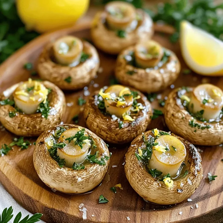 - 1 lb (450g) small cremini or button mushrooms - 4 tablespoons extra virgin olive oil - 4 cloves garlic, finely minced - 1 teaspoon fresh thyme leaves, finely chopped - 1 teaspoon fresh rosemary, finely chopped - 1 teaspoon fresh parsley, finely chopped - Salt and freshly cracked black pepper, to taste - Zest of 1 medium lemon To clean mushrooms effectively, use a damp cloth or a soft brush. This method helps remove dirt without soaking them in water. Mushrooms are like sponges; they soak up water and can become soggy. When selecting herbs, look for fresh, vibrant leaves. They should smell strong and pleasant. Avoid wilted or yellowing leaves, as they won’t add much flavor. For the best taste, use herbs right after cutting them. With these ingredients and tips, you’ll have the perfect base for garlic herb roasted mushrooms. Follow the [Full Recipe] for a delightful cooking experience! Preheating the oven is key for even cooking. Set your oven to 400°F (200°C) before you start. This helps the mushrooms cook right from the start. Lining your baking sheet with parchment paper makes cleanup easy. It also keeps the mushrooms from sticking. In a big bowl, add the cleaned mushrooms. Pour in the olive oil next. Then, add the minced garlic, thyme, rosemary, parsley, lemon zest, salt, and pepper. Toss gently to coat the mushrooms evenly. This step is vital for great flavor. The oil helps the herbs stick and adds richness. Spread the mushrooms in a single layer on the baking sheet. Avoid crowding them. This allows for even roasting. Roast them in the oven for 20 to 25 minutes. Halfway through, stir the mushrooms gently. They are ready when they feel tender and look golden brown. You can find the full recipe [here](#Full Recipe). To roast mushrooms well, spread them out on the baking sheet. Overcrowding makes them steam instead of roast. This means they won’t get that nice brown color. Keep them in a single layer. If you have a lot, use two sheets. Stir the mushrooms halfway through cooking. This helps them cook evenly. Use a spatula to turn them gently. This way, all sides get that tasty brown crust. For a great look, serve the mushrooms warm. A sprinkle of fresh parsley adds color. A light squeeze of lemon juice brightens the dish. You can arrange them on a fancy platter for sharing. For a personal touch, use small ramekins. Pair garlic herb roasted mushrooms with grilled meats or pasta. They also work well with risotto or as a side for steak. The flavors blend nicely and make your meal more special. Want to boost the taste? Try adding a pinch of smoked paprika or red pepper flakes. These spices add a nice kick. You can also mix in some grated Parmesan cheese for richness. Experiment with different mushrooms. Shiitake or portobello can change the flavor profile. Each type brings its own unique taste. Use this recipe as a base and have fun with it. For the full recipe, check out the details above. {{image_4}} You can easily adapt this dish to fit your dietary needs. For a vegetarian option, use vegetable broth instead of chicken broth. If you follow a vegan diet, simply ensure all ingredients are plant-based. You can swap out the butter for olive oil for cooking. Add nutritional yeast for a cheesy flavor without dairy. To spice things up, try adding red pepper flakes to the garlic herb mix. This will give your mushrooms a nice kick. If you love cheese, sprinkle some grated Parmesan on top before serving. The cheese adds richness and depth to the dish. You can also try different herbs like oregano or basil for a unique taste. For a seasonal twist, add some sliced seasonal vegetables like bell peppers or zucchini. This enhances the dish and adds color. During holidays, serve the mushrooms on a festive platter with fresh herbs or citrus slices as garnish. They look great and taste even better at gatherings. Check out the Full Recipe for more ways to enjoy garlic herb roasted mushrooms! To store your leftover garlic herb roasted mushrooms, first let them cool completely. Place them in an airtight container. This helps keep them fresh. You can store them in the fridge for up to three days. Make sure to label the container with the date. This way, you know when you made them. If you want to keep them longer, consider freezing them. They can last about three months in the freezer. Just remember to thaw them in the fridge before reheating. When you’re ready to enjoy your mushrooms again, reheating is key. The best way is to use the oven. Preheat it to 350°F (175°C). Spread the mushrooms on a baking sheet. Heat them for about 10-15 minutes. This keeps them crispy and flavorful. You can also use the microwave, but be cautious. If you do, heat them in short bursts, about 30 seconds at a time. Stir in between to ensure they heat evenly. Always check that they are hot all the way through before serving. Enjoy your delicious dish again! For the full recipe, check the earlier section. You can enhance the flavor of garlic and mushrooms by using fresh herbs. Common combinations include: - Thyme - Rosemary - Parsley These herbs work well together. They add depth and freshness to the dish. Thyme brings an earthy note, while rosemary adds a pine-like flavor. Parsley brightens everything up. Mix and match to find your favorite blend. Yes, you can use frozen mushrooms. However, they may change in texture. Frozen mushrooms release more moisture during cooking. This can lead to a softer result. Fresh mushrooms, on the other hand, hold their shape and have a firmer bite. For the best flavor and texture, I recommend using fresh mushrooms whenever possible. You can prepare the mushrooms in advance. Simply clean and season them. Store them in an airtight container in the fridge. When you're ready to cook, just spread them on a baking sheet and roast. You can also roast them ahead of time. Reheat them in the oven at a low temperature for a few minutes. Garlic herb roasted mushrooms pair well with many sides. Here are some ideas: - Grilled chicken or fish - Creamy mashed potatoes - Quinoa salad - Steamed green beans These sides create a tasty and balanced meal. Feel free to mix and match based on your preferences. For the full recipe, check out the detailed instructions above. In this post, we discussed the key ingredients for flavorful garlic herb roasted mushrooms. You learned the best practices for prepping these ingredients, how to roast them perfectly, and tips for serving. I also shared variations to suit different diets and occasions, ensuring something for everyone. Embrace these techniques to elevate your meals. Simple steps lead to tasty results. Enjoy your cooking journey, and don’t hesitate to experiment with flavors!