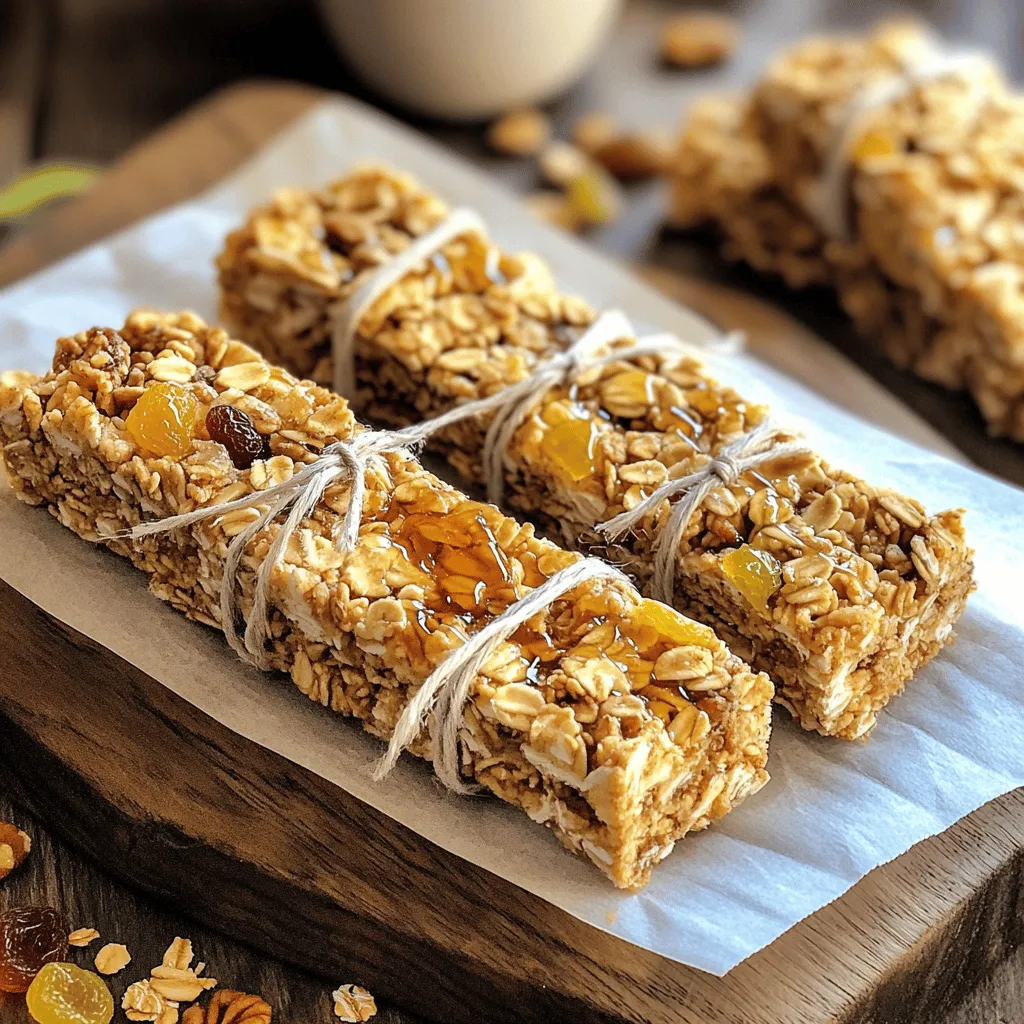 To make maple syrup granola bars, you need simple and wholesome ingredients. Here’s what you will use: - 2 cups rolled oats - 1/2 cup almond butter (or substitute with peanut butter) - 1/2 cup pure maple syrup - 1/2 cup mixed chopped nuts (walnuts, pecans, or your favorite) - 1/2 cup dried fruits (choose cranberries, apricots, or any dried fruit you prefer) - 1/4 cup seeds (pumpkin or sunflower seeds work well) - 1/2 teaspoon ground cinnamon - 1/4 teaspoon salt - 1/2 teaspoon vanilla extract These ingredients blend together to create a tasty and chewy snack. The oats form the base, giving you fiber. Nuts and seeds add healthy fats and crunch. Dried fruits bring sweetness and flavor. Maple syrup is not just sweet; it has health perks too. It is a natural sweetener, unlike refined sugar. It contains antioxidants that help fight free radicals in your body. These antioxidants may lower the risk of chronic diseases. Maple syrup also has vitamins and minerals. It offers manganese, zinc, and calcium, which support your body’s functions. Using maple syrup in your granola bars makes them a healthier choice than many store-bought snacks. You can customize this recipe based on your tastes or needs. If you have a nut allergy, try sunflower seed butter instead of almond butter. It has a similar texture and flavor. For the dried fruits, you can mix and match. Use raisins, dates, or figs to find your favorite combination. This flexibility makes the recipe personal and fun. You can even add chocolate chips for a treat! Just remember to keep the balance of wet and dry ingredients. This way, your bars will hold together well. For the full recipe, check out the complete instructions to make these delicious bars! First, I preheat my oven to 350°F (175°C). Next, I line an 8x8-inch baking dish with parchment paper. I leave some paper hanging over the sides. This makes it easy to lift the bars out later. In a large bowl, I mix together the dry ingredients. I add 2 cups of rolled oats, 1/2 cup of chopped nuts, 1/2 cup of dried fruits, and 1/4 cup of seeds. I sprinkle in 1/2 teaspoon of ground cinnamon and 1/4 teaspoon of salt. I stir everything until it is well mixed. In another bowl, I warm 1/2 cup of almond butter and 1/2 cup of maple syrup in the microwave. I heat it for about 30 seconds. Then, I stir until it is smooth. I add 1/2 teaspoon of vanilla extract and mix again. Now, I pour the warm almond butter and maple syrup mixture over the dry mix. I stir it all together until every piece of oat is coated. This step is key for flavor. I transfer this mixture to the lined baking dish. Using my hands or a spatula, I press the mixture down firmly. I want it to be even and flat. Then, I place the dish in the oven. I bake the bars for about 20-25 minutes. I look for the edges to turn golden brown. The smell in my kitchen is fantastic at this point! After baking, I take the dish out of the oven. I let it cool for about 10 minutes in the pan. Then, I use the parchment paper to lift the granola out. I place it on a cutting board and let it cool completely. Once cool, I cut the mixture into 12 bars. I find that a sharp knife works best for this. Each bar is now ready to enjoy! You can find the full recipe above for detailed steps. To make the best maple syrup granola bars, follow a few key tips. First, measure your ingredients carefully. Too much or too little of any ingredient can change the texture. Next, press the mixture firmly into the pan. A dense bar holds together better. Lastly, let the bars cool completely before cutting. This step helps them firm up nicely. Many people make common mistakes when making granola bars. One mistake is not mixing the wet and dry ingredients well. This can lead to uneven flavor. Another issue is overbaking. Keep an eye on the bars and remove them when they are golden brown. Lastly, don’t skip using parchment paper. It helps with easy removal and cleanup. For a beautiful presentation, wrap each bar in parchment paper. You can tie them with twine for a rustic look. This not only looks nice but also keeps the bars fresh. Alternatively, place the bars in a decorative container. This invites friends and family to grab a snack and enjoy. For more ideas, check out the full recipe for other ways to present your delicious bars! {{image_4}} If you want nut-free granola bars, just swap the almond butter. Use sunflower seed butter instead. This keeps the bars crunchy and tasty. You can also skip the mixed nuts. Add more seeds or puffed rice. These options give your bars great texture without nuts. You can spice up your maple syrup granola bars with flavors. For a chocolate twist, mix in dark chocolate chips. Just 1/2 cup will do. If coconut is your jam, fold in 1/2 cup of unsweetened shredded coconut. Both options make your bars more exciting and flavorful. To make these bars vegan, the current recipe is already perfect. Just use maple syrup and plant-based butter. For gluten-free granola bars, ensure your oats are labeled gluten-free. This way, you can enjoy a healthy snack without any worries. Feel free to adjust the mix-ins based on your dietary needs. For the full recipe, check the section above. To keep your maple syrup granola bars fresh, store them in an airtight container. This helps keep moisture out and prevents them from getting stale. You can place parchment paper between layers of bars to avoid sticking. Make sure to keep the container in a cool, dry place, like a pantry. These granola bars can last about one week at room temperature. If you store them in the fridge, they can last up to two weeks. The cooler air helps slow down spoilage. Always check for any signs of mold or unusual smells before eating. If you want to save some bars for later, freezing is a great choice. Wrap each bar in plastic wrap or foil. Then, place them in a freezer-safe bag or container. They can last for about three months in the freezer. When you’re ready to eat, just take them out and let them thaw at room temperature. Enjoy these tasty snacks anytime! You can find the full recipe to make more granola bars at home. You can make no-bake granola bars easily. Start with rolled oats and nut butter. Mix them with honey or maple syrup. Add nuts, seeds, and dried fruits for flavor. Press the mixture into a pan. Chill it in the fridge until firm. Cut into bars and enjoy! Yes, honey works well instead of maple syrup. It adds sweetness and flavor, just like maple syrup. Keep in mind honey has a different taste. Choose a light honey for a milder flavor. This swap may change the texture slightly, but the bars will still be tasty. You can find pre-made maple syrup granola bars at many grocery stores. Look in the snack aisle or the health food section. Brands like Nature Valley and KIND often have options. You can also shop online for a wider selection. Check for natural ingredients for the best taste. These bars are packed with nutrients. Each serving has about 200 calories. They provide healthy fats from nuts and protein from nut butter. You get fiber from oats and dried fruits. The bars contain natural sugars from maple syrup. They are great for a quick, healthy snack! In this post, we explored key ingredients for granola bars, highlighting maple syrup and alternatives. You learned the preparation steps, baking tips, and cooling techniques to create perfect bars. We discussed variations for different diets and gave storage advice for freshness. Granola bars can be easy and fun to make. With this guide, you can craft snacks that fit your taste and needs. Enjoy your homemade bars, and don’t be afraid to get creative!