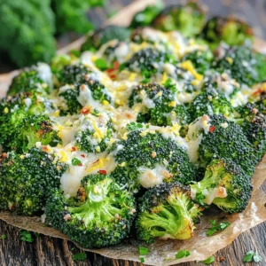 - Fresh broccoli florets - Minced garlic - Olive oil Garlic Parmesan Roasted Broccoli shines thanks to its simple yet fresh ingredients. The main star, fresh broccoli florets, brings bright green color and crunch. Minced garlic adds a rich, savory taste that pairs perfectly with the broccoli. To tie it all together, we use olive oil, which helps with roasting and adds a nice flavor. - Red pepper flakes - Parmesan cheese - Lemon zest and juice - Fresh parsley Seasonings and garnishes elevate this dish. Red pepper flakes add a hint of heat for those who like spice. Parmesan cheese gives a creamy, salty touch that melts beautifully. Lemon zest and juice brighten the dish, cutting through the richness. Finally, fresh parsley offers color and a fresh taste, making the dish look as good as it tastes. - Alternative oil options - Cheese alternatives - Vegetable variations If you need to change things up, you can easily swap some ingredients. For oil, use avocado or coconut oil instead of olive oil. If you want a dairy-free option, try nutritional yeast or a vegan cheese blend in place of Parmesan. You can also mix in different veggies like carrots or cauliflower for a twist. This flexibility makes Garlic Parmesan Roasted Broccoli a dish for everyone. For the full recipe, check out the details above. 1. Preheat the oven. Set it to 425°F (220°C). A hot oven gives the best roast. 2. Prepare the baking sheet. Use parchment paper or grease it lightly. This helps prevent sticking. 3. Mix the ingredients. In a large bowl, add the broccoli florets, minced garlic, and olive oil. 4. Season the mix. Add red pepper flakes if you want heat. Sprinkle in salt and pepper. 5. Toss well. Make sure each floret is coated with oil and seasoning. This step is key for flavor. 1. Spread the broccoli. Lay the mixture evenly on the baking sheet. Keep the florets spaced out. This allows for even roasting. 2. Start roasting. Place it in the oven for about 20 minutes. You want the broccoli tender but still crisp. Look for golden brown edges. 1. Add Parmesan cheese. Carefully take the baking sheet out. Sprinkle grated cheese over the hot broccoli. 2. Final roast. Return it to the oven for another 5 minutes. You want the cheese to melt and bubble. 3. Enhance flavors. After roasting, drizzle fresh lemon juice on top. Add lemon zest and chopped parsley for color and brightness. These steps make Garlic Parmesan Roasted Broccoli a simple yet tasty dish. For the full recipe, check out the details provided. To achieve the perfect roast texture, start with high heat. Preheat your oven to 425°F (220°C). This helps the broccoli get crispy edges while staying tender inside. Keep the broccoli florets spaced out on the baking sheet. If they touch, they will steam instead of roast, losing that nice crisp. Adjust cooking time based on your taste. If you like softer broccoli, roast for 25 minutes. For a crunchier bite, stick to around 20 minutes. Always watch for that lovely golden color on the edges to know when it's ready. For extra flavor, consider adding a pinch of smoked paprika or garlic powder. You can also toss in some lemon zest before roasting for a bright note. If you like heat, add more red pepper flakes. Pair this dish with grilled chicken or fish for a complete meal. It also works well alongside quinoa or rice. The rich flavor of the cheese complements many proteins. A sturdy baking sheet is key for roasting. I recommend using a heavy-duty, rimmed baking sheet. This helps prevent spills while roasting. For mixing, a large bowl with a non-slip base is best. It keeps the bowl steady while you toss the ingredients together. Use a spatula or wooden spoon to mix for even coating. {{image_4}} You can change this dish by adding different cheese types. Try using sharp cheddar or creamy gouda for a new taste. If you love spice, consider adding pepper jack cheese. Each cheese brings its own flavor, making the dish unique. You can also incorporate other vegetables. Carrots, bell peppers, or cauliflower all work well. Just cut them into bite-sized pieces. Mix them in with the broccoli for a colorful twist. Roasting different veggies gives you a fun way to enjoy this dish. For a vegan version, swap the Parmesan cheese for a plant-based alternative. Nutritional yeast is a great option. It adds a cheesy flavor without dairy. Use olive oil as the base to keep it vegan-friendly. If you need gluten-free adjustments, this recipe is already gluten-free. Just check your cheese to ensure it is free from gluten. Enjoy this dish without worry! There are many creative ways to enjoy Garlic Parmesan Roasted Broccoli. Serve it as a side dish with grilled chicken or fish. It also works well in a wrap with hummus and veggies. For a complete meal, pair it with quinoa or brown rice. This adds healthy grains and makes your plate colorful. Enjoy exploring the many ways to serve this tasty dish! For the full recipe, check out the details above. To keep your Garlic Parmesan Roasted Broccoli fresh, let it cool. Place it in an airtight container. This will stop moisture from making it soggy. You can store it in the fridge for up to three days. If you want to stack the broccoli, use parchment paper between layers. For storage containers, I recommend using glass containers with tight lids. They are safe and help keep the flavors intact. Or, use BPA-free plastic containers if you prefer lightweight options. When it comes to reheating, the best method is the oven. Preheat your oven to 350°F (175°C). Spread the broccoli on a baking sheet. Heat for about 10 minutes. This keeps the texture crisp and the cheese melty. If you’re short on time, you can use the microwave. Place the broccoli in a microwave-safe dish. Cover it with a damp paper towel to keep it moist. Heat for 1-2 minutes, but be careful not to overdo it. This method may soften the broccoli a bit. Yes, you can freeze Garlic Parmesan Roasted Broccoli. However, it’s best to freeze it before adding cheese. First, cool the broccoli completely. Then, spread it on a baking sheet and freeze for a few hours. Once frozen, transfer it to a freezer bag. To prepare for freezing, make sure to label the bag with the date. This helps you keep track of freshness. You can freeze it for up to three months. When ready to use, thaw it in the fridge overnight before reheating. This way, you can enjoy the flavors from the full recipe whenever you like! Can I make it ahead of time? Yes, you can prepare the broccoli ahead of time. Cut the broccoli and mix it with garlic, olive oil, and seasonings. Store it in the fridge for up to a day. When you're ready, roast it just before serving. This keeps the broccoli fresh and tasty. How to make it less garlicky? To reduce the garlic flavor, use fewer cloves. Start with just one or two and taste the mix. You can also roast the garlic lightly before adding it. This will give a milder flavor while still adding depth to the dish. Calories per serving Each serving of Garlic Parmesan Roasted Broccoli has about 150 calories. This makes it a light and healthy side dish for any meal. Nutritional benefits of broccoli Broccoli is packed with vitamins and minerals. It is high in vitamin C, vitamin K, and fiber. Eating broccoli can help support your immune system and improve digestion. Plus, it has antioxidants that are great for your health. Why is my broccoli soggy? Soggy broccoli usually means it was overcooked or crowded on the baking sheet. Make sure to roast it at a high temperature and give it space. This allows the hot air to circulate and keeps it crisp. How to avoid burnt cheese? To prevent burnt cheese, sprinkle it on during the last few minutes of roasting. Keep an eye on it as it melts. If it starts to brown too quickly, lower the oven temperature slightly to finish cooking without burning. Garlic Parmesan Roasted Broccoli is a simple dish packed with flavor. We explored its main ingredients, like fresh broccoli and garlic, and discussed helpful substitutes. You learned the step-by-step process to achieve perfect roasting. Our tips offered insights on texture and flavor. I shared variations to suit different diets and storage advice for leftovers. Overall, this dish is flexible and tasty, making it a great choice for any meal. Enjoy experimenting with this recipe to make it your own!
