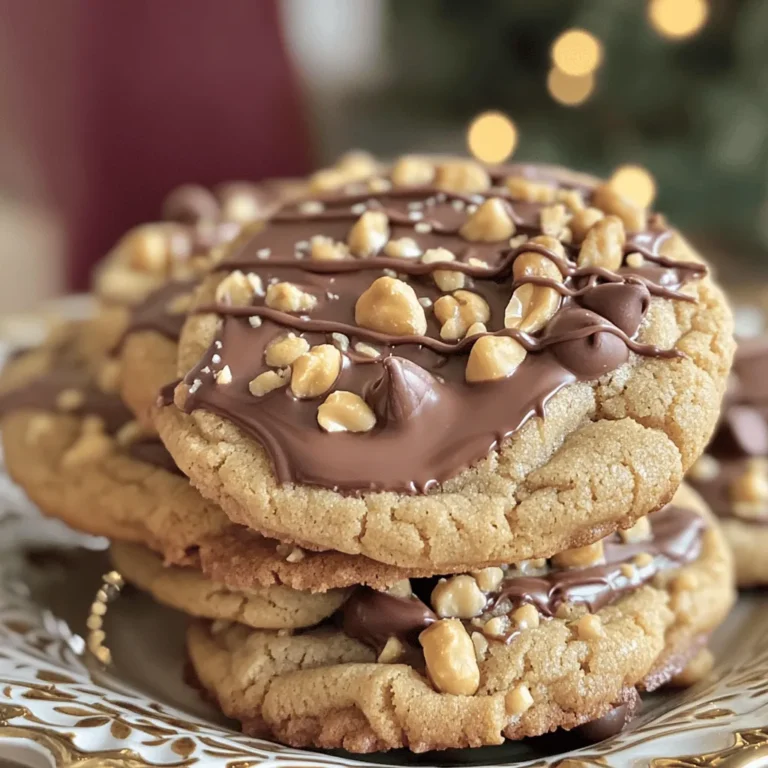 - 1 cup creamy peanut butter - 1/2 cup granulated sugar - 1/2 cup packed brown sugar - 1 large egg - 1 teaspoon pure vanilla extract - 1 teaspoon baking soda - 1/2 teaspoon sea salt - 1 cup semi-sweet chocolate chips - 1/4 cup chopped peanuts (optional) To create the best peanut butter chocolate chip cookies, you need quality ingredients. Each ingredient plays a role in the final taste and texture. - Choosing the right peanut butter: I prefer creamy peanut butter for smoothness. Crunchy adds texture but can change the cookie's feel. - Importance of freshness: Baking ingredients should be fresh. Old baking soda can make cookies flat. Fresh sugars bring out the best sweetness. - Recommended brands: For chocolate chips, I love Ghirardelli or Guittard. They melt well and taste great. Use Domino for granulated and brown sugar. Using these tips ensures your cookies will taste amazing. Check out the Full Recipe for all the steps and enjoy baking! 1. Preheat your oven to 350°F (175°C). This helps the cookies bake evenly. 2. Line a baking sheet with parchment paper. This prevents sticking and makes cleanup easy. 3. In a large bowl, mix the creamy peanut butter, granulated sugar, and brown sugar. Use a hand mixer or a wooden spoon for a smooth blend. 4. Add the egg and vanilla extract to the bowl. Beat them together until fluffy. 5. Now, sprinkle the baking soda and sea salt into the mixture. Mix just until combined to avoid overmixing. 1. Gently fold in the semi-sweet chocolate chips and optional chopped peanuts. This adds great crunch and flavor. 2. Use a tablespoon or cookie scoop to drop the dough onto the baking sheet. Space them at least 2 inches apart. 3. For a nice look, press extra chocolate chips and peanuts into the tops of the dough balls. 4. Bake the cookies for 10-12 minutes. They should have golden edges. The center may look soft, but they will firm up as they cool. 1. Once baked, take the cookies out of the oven and let them cool on the sheet for 5 minutes. 2. Move them to a wire rack to cool completely. This helps them set nicely. 3. For serving, arrange the cookies on a decorative plate. You can drizzle melted chocolate over them. A glass of cold milk pairs perfectly! To get the best texture in your cookies, avoid over-mixing the dough. When you mix too much, your cookies can become tough. Mix just until everything is combined. This way, your cookies stay soft and chewy. Chilling the dough can also help. If you have time, chill it for about 30 minutes. This makes the dough easier to shape and helps the cookies keep their form while baking. If you want a quicker option, you can skip chilling. Just remember that the cookies might spread a bit more. You can add a twist by using spices. A pinch of cinnamon or nutmeg can change the taste. It adds warmth and depth to your cookies. Experiment with flavors to find what you love! Using different types of chocolate is another fun option. Try dark chocolate chips instead of semi-sweet. You can even mix in white chocolate or butterscotch chips for a fun mix. Each type of chocolate gives your cookies a unique taste. {{image_4}} For a vegan twist, use flaxseed meal instead of an egg. Mix 1 tablespoon of flaxseed meal with 3 tablespoons of water. Let it sit for a few minutes until it thickens. You can also switch to maple syrup instead of sugar for a natural sweetener. Want it gluten-free? Use almond flour or gluten-free baking mix in place of regular flour. These swaps keep your cookies tasty without losing that classic flavor. Enhancing your cookies can be fun! Try adding chopped nuts like walnuts or pecans for a crunchy bite. Dried fruits like cranberries or raisins can add a sweet, chewy texture. For fun seasonal treats, think about adding pumpkin spice in the fall or crushed peppermint for a holiday touch. These creative ideas can take your cookie game to the next level! Each mix-in adds its own flair, making every batch unique. Want to explore more? Check out the Full Recipe for more tips and tricks! To keep your peanut butter chocolate chip cookies fresh, store them in an airtight container. This simple step helps prevent them from drying out or becoming stale. Layer parchment paper between the cookies to avoid sticking. If you want to extend their shelf life, freezing is a great option. Place the cookies in a single layer on a baking sheet. Freeze them until solid, then transfer to a freezer-safe bag. This way, you can enjoy baked cookies anytime. If you have leftover cookies, you can refresh them easily. For a quick fix, microwave one cookie for about 10-15 seconds. This warms it up and brings back some of its original softness. If you prefer using the oven, preheat it to 350°F (175°C). Place the cookies on a baking sheet and heat for 5-7 minutes. This method restores their texture nicely. Enjoy your cookies warm, just like fresh out of the oven! How long do Peanut Butter Chocolate Chip Cookies last? These cookies last up to one week in an airtight container. They stay soft and tasty. Can I make the dough ahead of time? Yes, you can make the dough and chill it for up to three days. This helps the flavors blend. What can I use instead of eggs in the recipe? You can use a flax egg or applesauce as a substitute. For a flax egg, mix one tablespoon of ground flaxseed with three tablespoons of water. How can I make my cookies softer or chewier? To make softer cookies, add an extra egg yolk. You can also reduce the baking time by one or two minutes. Why are my cookies spreading too much? Cookies may spread if your butter is too warm or if you add too much sugar. Use room temperature butter for best results. How to adjust baking time for high-altitude locations? At high altitudes, reduce sugar by one to two tablespoons and add a bit more flour. Bake for a few minutes longer if needed. Overview of calories and nutritional values per cookie Each cookie has about 120 calories. They contain 6 grams of fat, 2 grams of protein, and 15 grams of carbs. Healthier substitutions for a guilt-free treat You can use natural sweeteners like honey or maple syrup. Swap out chocolate chips for dark chocolate for added health benefits. For the full recipe, check out Peanut Butter Delight Cookies. This blog post covered how to make delicious Peanut Butter Chocolate Chip Cookies. You learned about the key ingredients and tips to choose the best ones. I provided clear steps for preparation, baking, and cooling. You got helpful tricks for texture and ideas for tasty variations. Remember, proper storage keeps cookies fresh, and reheating can bring back their warm goodness. Enjoy your baking adventure, and make these cookies your own!
