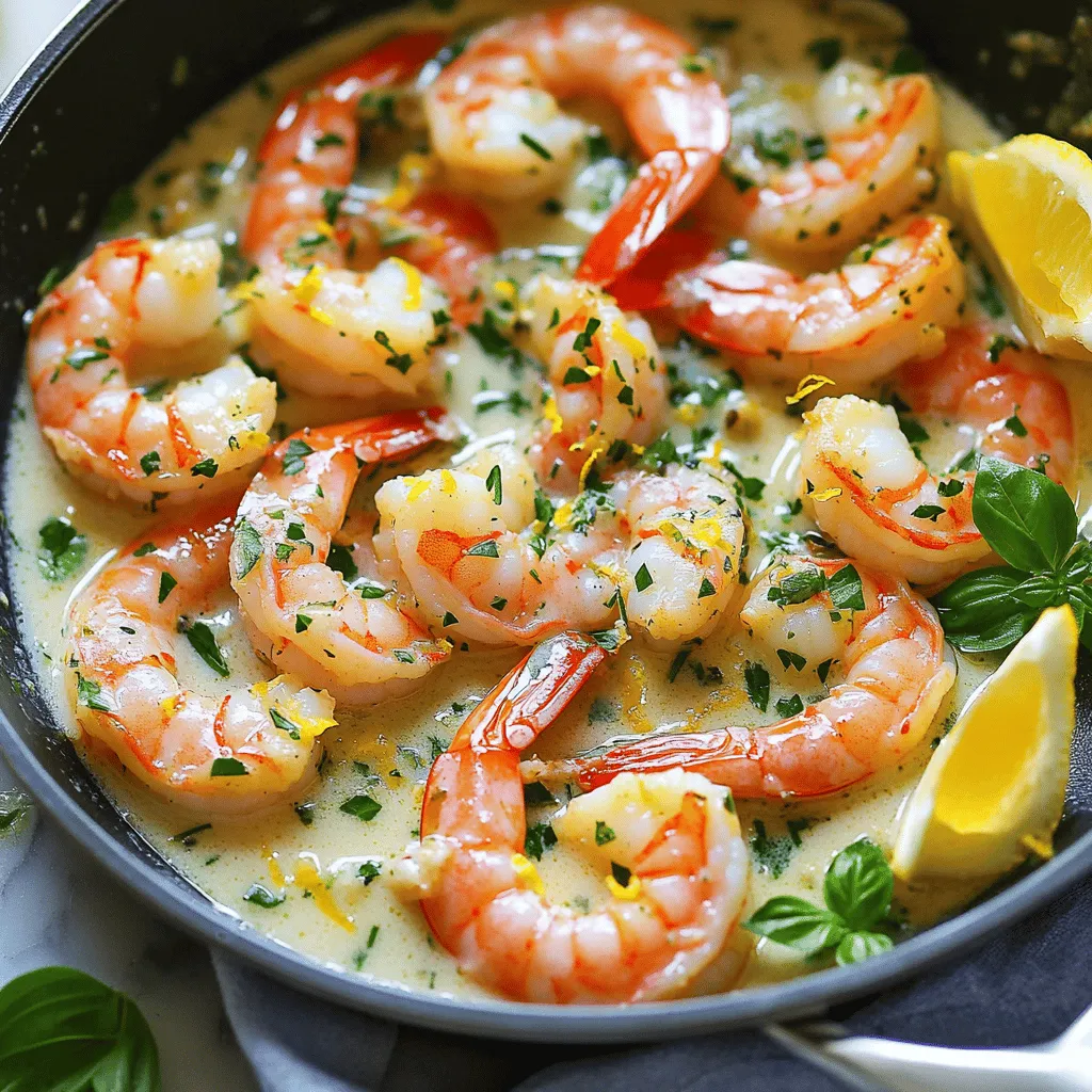 - 1 lb large shrimp, peeled and deveined - 4 tablespoons unsalted butter - 5 cloves garlic, finely minced - 1 teaspoon smoked paprika - 1 tablespoon fresh parsley, finely chopped - 1 tablespoon fresh basil, finely chopped - 1 tablespoon fresh thyme leaves - Zest of 1 lemon - Juice of 1/2 lemon - Salt and freshly ground black pepper to taste To make garlic butter herb shrimp, you need simple yet fresh ingredients. First, choose shrimp that are large and firm. This gives you a hearty bite. The unsalted butter adds richness. Garlic is key, so use fresh cloves for the best taste. The herbs bring a burst of flavor. Smoked paprika adds a warm, smoky touch. Fresh parsley, basil, and thyme enhance the dish with their bright tastes. Lastly, lemon zest and juice brighten everything up. As you gather these ingredients, think about how they work together. The butter and garlic create a base of flavor. The herbs and lemon add freshness. You can find the full recipe in the next section to guide you through the cooking process. - Melt the butter over medium heat: Start by placing your large skillet on the stove. Turn the heat to medium and add the unsalted butter. Allow it to melt, which should take about two minutes. Look for it to bubble and smell wonderful. - Sauté the garlic until fragrant: Once the butter is melted, add the finely minced garlic. Stir it around for one to two minutes. You want it to smell great but not brown. Stir often so it doesn’t burn. - Add paprika and shrimp to the skillet: Now, sprinkle the smoked paprika into the butter and garlic mix. Stir this well. Next, carefully add the peeled and deveined shrimp into the skillet. Season them with salt and freshly ground black pepper. Cook them for about two to three minutes on one side. They will start to turn a pretty pink. - Flip shrimp and add herbs and lemon juice: Using tongs, flip the shrimp over. Pour in the lemon zest and juice. Then, add the fresh herbs: parsley, basil, and thyme. Cook for another two to three minutes. The shrimp should be fully cooked and opaque. - Taste and adjust seasoning: Once the shrimp are done, remove the skillet from the heat. Take a moment to taste them. If they need more flavor, add more salt or pepper to suit your taste. - Serve and garnish with lemon wedges: Serve your garlic butter herb shrimp right away. Add fresh lemon wedges on the side for a bright pop of flavor. This dish looks and tastes amazing! For the full recipe, please refer to the earlier section. Use fresh herbs for the best taste. Fresh parsley, basil, and thyme add bright notes. Dried herbs lack the same punch. Adjust seasoning according to your preference. Taste as you go, and add salt or pepper as needed. Shrimp cook quickly. Aim for about 2-3 minutes on each side. They turn a lovely pink when done. Look for shrimp that are opaque in color. Avoid overcooking to keep them tender and juicy. Garnish your dish for a beautiful finish. Fresh lemon wedges add color and zest. You can also sprinkle extra herbs on top. Serve the shrimp with rice or crusty bread. This helps soak up that rich garlic butter sauce. For a complete meal, pair with a light salad or steamed veggies. Enjoy the feast! {{image_4}} You can boost the flavor of garlic butter herb shrimp easily. - Add red pepper flakes for a spicy kick. - Incorporate other herbs, like dill or cilantro, for fresh notes. These small changes make a big difference. Red pepper flakes add warmth and depth. If you love dill, it brings a bright flavor. Cilantro adds a fresh, herbal taste too. Try these and see how they change the dish! You can swap some ingredients for a new twist. - Use olive oil instead of butter for a lighter version. - Substitute shrimp with scallops or chicken for variety. Olive oil works well if you want a healthier dish. It gives a nice flavor and cuts down on fat. Scallops are sweet and tender, while chicken adds heartiness. Each swap can give you a different meal experience. There are easy ways to adapt this dish for your diet. - You can make it gluten-free by checking all labels. - For low-carb options, serve with zucchini noodles instead of rice. Gluten-free shrimp is simple! Just choose safe sauces and sides. Zucchini noodles are a tasty swap for pasta. They keep the meal light and healthy. These changes let everyone enjoy this dish! For the full recipe, check the details above. Enjoy creating your own version of this garlic butter herb shrimp! To store leftover garlic butter herb shrimp, place it in an airtight container. Make sure it cools down before sealing. This helps keep it fresh. In the fridge, it lasts about 2-3 days. If you want to freeze it, first let the shrimp cool completely. Then, put it in a freezer-safe container or bag. Squeeze out as much air as you can. This will help prevent freezer burn. Garlic butter herb shrimp can stay good for about 2 months in the freezer. For the best taste, thaw it in the fridge overnight before using. To reheat without losing flavor, use a skillet on low heat. Add a little butter or oil to prevent sticking. Heat for about 5-7 minutes, stirring gently. You can also microwave it in short bursts of 30 seconds. Check often to avoid overcooking. The shrimp should be warm, not hot, to keep its juicy texture. It takes about 10 minutes to prep. Cooking takes another 5 minutes. In total, you need just 15 minutes to make garlic butter herb shrimp. This quick dish is perfect for busy nights. Yes, you can use frozen shrimp. Just make sure to thaw them first. The best way to do this is to leave them in the fridge overnight. If you are short on time, place them in cold water for about 15-20 minutes. Pat them dry before cooking. This helps them cook evenly. This dish pairs well with several sides. Here are some tasty options: - Steamed rice - Crusty bread - Garlic bread - Roasted vegetables - Pasta with olive oil These sides soak up the tasty garlic butter sauce, making every bite delicious. For the full recipe, check out the provided link. This garlic butter herb shrimp recipe combines simple ingredients for big flavor. You learned how to prepare the shrimp, season it right, and present it beautifully. Remember to use fresh herbs for the best taste. For a twist, try adding red pepper flakes or swapping shrimp for chicken. With proper storage, your leftovers can still be tasty. Enjoy experimenting with variations and impressing your guests with an easy, delicious dish! Dive into your cooking adventure with confidence!