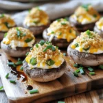 Here’s what you need to make Jalapeño Popper Stuffed Mushrooms: - 12 large cremini or portobello mushrooms - 4 oz cream cheese, softened - 1/2 cup sharp cheddar cheese, shredded - 1/4 cup mozzarella cheese, shredded - 2 fresh jalapeños, finely chopped - 1/4 cup breadcrumbs - 2 tablespoons fresh chives, finely chopped - 1 tablespoon garlic powder - 1 teaspoon smoked paprika - Salt and black pepper - Olive oil for drizzling These ingredients come together to create a rich, cheesy filling. The heat from the jalapeños adds a nice kick. The mushrooms serve as a great base, holding everything together. You can use either cremini or portobello mushrooms, depending on what you find fresh. Make sure your cream cheese is soft. This helps it blend smoothly with the other cheeses. I love using sharp cheddar for its bold flavor. Mozzarella adds that gooey stretch we all enjoy. Feel free to adjust the jalapeños! If you want a spicier dish, leave some seeds in. If you prefer a milder flavor, remove them completely. The breadcrumbs add texture, so I recommend panko for extra crunch. Gather these ingredients, and you’re ready to start making this irresistible appetizer! For the complete preparation steps, check the Full Recipe. 1. First, preheat your oven to 375°F (190°C). This helps cook the mushrooms evenly. 2. Prepare a baking sheet by lightly greasing it with cooking spray or a drizzle of olive oil. This step stops the mushrooms from sticking. 3. In a mixing bowl, combine the softened cream cheese, sharp cheddar, and mozzarella. Mix until smooth and creamy. 4. Next, fold in the finely chopped jalapeños, breadcrumbs, chives, garlic powder, smoked paprika, and a pinch of salt and pepper. Make sure everything blends well. 1. Grab a spoon or small scoop for filling. Carefully fill each mushroom cap with the cheesy mixture. 2. Press gently to pack the filling snugly, but avoid overflowing. This keeps the filling inside while baking. 1. Arrange the stuffed mushrooms closely together on the greased baking sheet. This helps them cook evenly. 2. Drizzle a little olive oil over the tops of each mushroom. It adds flavor and moisture. 3. Bake them in the preheated oven for 20-25 minutes. You know they’re ready when the mushrooms are tender and the cheese is bubbly with a golden-brown crust. 4. Once done, take them out and let them cool for a few minutes before serving. For the full recipe, check out the complete instructions. Enjoy these tasty bites! For a tasty twist, try different cheese combinations. You can use pepper jack for extra heat or goat cheese for creaminess. Mixing cheeses adds depth to the flavor. Fresh herbs can also make a big difference. Chives add a mild onion taste. You can use cilantro or parsley for a fresh kick. Experiment with flavors you enjoy. Baking and broiling both work well for these mushrooms. Baking cooks them evenly, while broiling gives them a nice brown top. If you choose to broil, watch them closely to avoid burning. If you use smaller mushrooms, adjust the cooking time. They will cook faster, so start checking them after 15 minutes. You want them tender but not mushy. Serving your stuffed mushrooms on a beautiful platter makes a great impression. A rustic wooden board adds charm. For an eye-catching finish, garnish with extra chopped chives. A light drizzle of balsamic glaze can add a pop of color. This makes your dish look just as good as it tastes. For a full recipe, refer to the detailed preparation steps provided earlier. {{image_4}} To make these Jalapeño Popper Stuffed Mushrooms even spicier, add more jalapeños. You can also mix in some hot sauce for an extra kick. Just a few drops of your favorite hot sauce can change the game. I suggest tasting the filling as you adjust the heat. You want it spicy, but still tasty. If you want a vegetarian twist, swap the filling for spinach or artichokes. These options add unique flavors and textures. Mix in some feta cheese for a tangy taste. You can also use a blend of cheeses for extra creaminess. This makes for a rich and satisfying bite without the meat. For a gluten-free option, use gluten-free breadcrumbs. There are many brands that offer great alternatives. They provide the same crunch without the gluten. Just make sure to check the label. This way, everyone can enjoy these delicious stuffed mushrooms without worry. For the full recipe, visit the detailed preparation steps. To store leftover Jalapeño Popper Stuffed Mushrooms, place them in an airtight container. They stay fresh for about three days in the fridge. Make sure the mushrooms are completely cool before sealing them. This prevents moisture buildup and keeps them from getting soggy. If you want to enjoy them later, try not to stack them too much. You can freeze stuffed mushrooms for up to three months. First, let them cool completely. Place them in a freezer-safe container, separating layers with parchment paper. This helps to keep them from sticking together. When you’re ready to eat, thaw them overnight in the fridge before reheating. To reheat stuffed mushrooms, use an oven for best results. Preheat it to 350°F (175°C). Place the mushrooms on a baking sheet. Heat them for about 10-15 minutes until warm. This method keeps the texture nice and firm. If you’re in a hurry, you can use a microwave. Heat them in 30-second bursts, but this may make them a bit soggy. For the best flavor, stick to the oven! Stuffed mushrooms can last about 3 to 5 days in the fridge. Store them in an airtight container. This keeps them fresh and safe to eat. Always check for any signs of spoilage before you enjoy them. Yes, you can make these stuffed mushrooms ahead of time. Prepare them and store them in the fridge before baking. You can bake them right before serving. This makes them easy for parties or gatherings. These stuffed mushrooms pair well with many dishes. You can serve them with: - Fresh veggie sticks - Dips like ranch or salsa - A light salad These options add color and flavor to your meal. Yes, you can use other vegetables for stuffing. Some great options include: - Spinach - Artichokes - Zucchini Feel free to get creative with your fillings! To prevent sogginess, follow these tips: - Choose fresh mushrooms that are firm. - Clean them gently with a damp cloth, not water. - Bake at a high temperature to help draw out moisture. These steps keep your mushrooms tender and tasty. For the full recipe and step-by-step instructions, check out the Full Recipe section. It gives you all the details you need to make these tasty Jalapeño Popper Stuffed Mushrooms! In this post, we explored how to make delicious Jalapeño Popper Stuffed Mushrooms. We covered ingredients, preparation steps, and tips for flavor and presentation. Consider trying different fillings or cooking methods to suit your taste. These mushrooms are great for parties or a tasty snack. Remember to store any leftovers correctly to keep them fresh. Enjoy making these savory bites and impress your friends and family with your cooking skills!