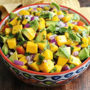 To make a fresh and tasty Mango Avocado Salsa, you’ll need a few simple ingredients. Here’s a list to get you started: - 1 ripe mango, peeled and diced into small cubes - 2 avocados, halved, pitted, and diced into bite-sized pieces - 1 small red onion, finely chopped - 1 small red bell pepper, diced - 1 jalapeño, seeds removed and minced - 2 tablespoons fresh cilantro, chopped finely - Juice of 2 fresh limes - 1 tablespoon honey (or agave syrup) - Salt and freshly ground black pepper to taste Each ingredient brings its own flavor to the salsa. The mango adds sweetness, while the avocado gives creaminess. The red onion and bell pepper add crunch and color. The jalapeño gives a little kick, and the lime juice brightens it all up. Honey or agave syrup adds a touch of sweetness, balancing the flavors. Using fresh cilantro enhances the taste and gives a nice herbal note. You can adjust the salt and pepper to fit your taste. This simple mix creates a salsa that is fresh, flavorful, and perfect for any occasion. For the full recipe, check out the details above! - Preparing the mango and avocados Start by peeling your ripe mango. Cut it into small, even cubes. Next, take two ripe avocados. Halve them, remove the pit, and dice the flesh into bite-sized pieces. Be gentle to keep the pieces intact. - Chopping the onion, bell pepper, and jalapeño Now, finely chop the red onion until you have a small, tidy pile. Dice the red bell pepper into small cubes. For the jalapeño, slice it in half, remove the seeds for less heat, and then mince it finely. This will add just the right kick. - Mixing ingredients in a bowl In a large mixing bowl, combine the diced mango, avocado pieces, finely chopped red onion, diced red bell pepper, and minced jalapeño. Use a large spoon and mix gently. You want everything to blend well without mashing the avocados. - Whisking together lime juice and honey In a small bowl, whisk together the fresh lime juice and honey. This mixture will create a bright dressing. Make sure it blends fully for the best flavor. - Tossing the salsa gently Carefully pour the lime dressing over the fruit and vegetable mix in your large bowl. Using a large spoon, toss all the ingredients together gently. This coats everything in the dressing without breaking apart the avocado too much. - Adjusting seasoning to taste Season your salsa with salt and freshly ground black pepper. Taste it and adjust the seasoning as needed. This step enhances all the flavors, making your salsa truly pop. After following these steps, let the salsa sit for about 10-15 minutes. This resting time allows the flavors to meld together beautifully. Enjoy your fresh and flavorful Mango Avocado Salsa! For the complete instructions, check out the Full Recipe. - Choosing ripe fruits: Select a mango that gives slightly when pressed. It should smell sweet. For avocados, look for a dark skin and gentle squeeze. They should feel soft but not mushy. - Mixing techniques to avoid mashing avocados: Use a large spoon or spatula to gently fold in the avocados. This helps keep them intact. Avoid stirring too hard; you want chunks, not mush. - Flavor enhancements: Add a pinch of cumin or a splash of orange juice for extra zest. You can also try adding diced mango for more sweetness. - Best pairings: Serve this salsa with crispy tortilla chips for a classic snack. It also goes well on grilled chicken or fish. The fresh taste brightens any dish. - Presentation tips for an appealing display: Use a colorful bowl to showcase the salsa. Add a sprig of cilantro on top for a touch of green. This makes your dish look vibrant and fresh. For the full recipe, check out the detailed steps above. Enjoy your cooking! {{image_4}} To make this salsa fit your needs, consider these swaps: - Low-Carb Adjustments: Instead of mango, use diced cucumber for a crunch. This keeps the carbs low while still offering freshness. - Vegan Alternatives for Honey: If you want a vegan option, swap honey for agave syrup. It adds sweetness without any animal products. - Other Herbs to Consider: Try using mint or basil instead of cilantro. These herbs bring a unique twist to your salsa. Want to shake things up? Here are some fun ideas: - Adding Different Chilies for Heat: Use serrano or habanero peppers if you like more spice. Adjust the amount to your heat level. - Incorporating Fruits Like Pineapple or Kiwi: Toss in diced pineapple or kiwi for a sweet surprise. These fruits add a juicy burst and balance the flavors. - Experimenting with Spices: Add a pinch of cumin or smoked paprika for depth. These spices can enhance the overall taste in a delightful way. For a full recipe, check out the [Full Recipe]. To keep your mango avocado salsa fresh, use an airtight container. Glass or plastic containers work well. Seal it tightly to keep out air and moisture. Store the salsa in the fridge to keep it cool. Avoid leaving it out at room temperature for too long, as this can cause spoilage. You can keep the salsa in the fridge for about 2 to 3 days. After that, the avocados may brown and lose their taste. Look for signs of spoilage, like an off smell or a slimy texture. If you see any brown spots on the avocados, it's best to toss the salsa. Always trust your senses—if it smells or looks off, don't eat it. For the full recipe, check out the details above. Can I make this salsa in advance? Yes, you can make this salsa ahead of time. I suggest preparing it no more than two hours in advance. This keeps the avocado fresh and green. If you make it too early, the avocado can turn brown. To avoid this, add lime juice to slow browning. What can I substitute for lime juice? You can use lemon juice instead of lime juice. It adds a nice tangy flavor too. Vinegar is another option, but it will change the taste a bit. I prefer lime juice for its bright taste. Is this salsa spicy? The spice level depends on the jalapeño. If you remove the seeds, it will be milder. If you like more heat, keep some seeds in. You can also add more jalapeño or use a hotter chili. Can I freeze Mango Avocado Salsa? I do not recommend freezing this salsa. The texture of the avocado changes when frozen. It may become mushy after thawing. However, you can freeze just the mango and add fresh avocado later. This keeps the flavors fresh. In this blog post, I shared how to make a delicious Mango Avocado Salsa. You learned about the ingredients, preparation steps, and tips to perfect your salsa. I also provided ways to customize your recipe and how to store it properly. Remember, fresh ingredients and careful mixing ensure great taste. Experiment with flavors and enjoy the vibrant dishes you create. This salsa is easy to make and packed with taste. Enjoy it with friends or at a gathering!