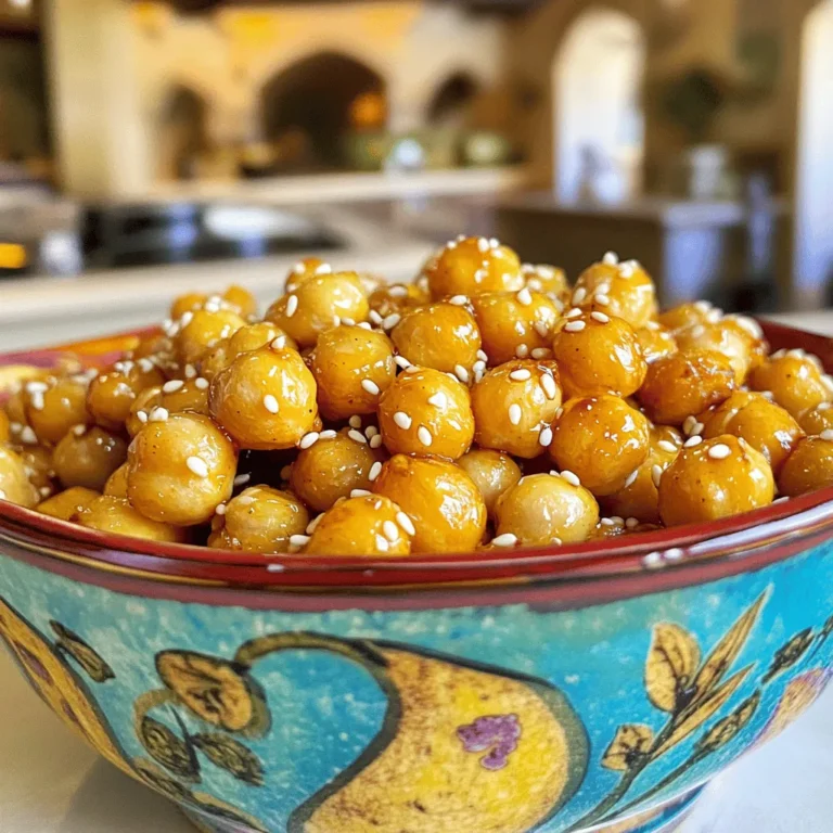 - 1 can (15 oz) chickpeas - 2 tablespoons extra virgin olive oil - 2 tablespoons honey - 2 tablespoons Sriracha sauce - 1 teaspoon garlic powder - 1 teaspoon smoked paprika - 1/2 teaspoon sea salt - 1/4 teaspoon freshly ground black pepper You can swap honey for maple syrup or agave nectar. Both add sweetness. If you want a different heat level, try different types of Sriracha sauce. You can use mild or hot versions based on your taste. For spices, consider cumin or chili powder for extra flavor. They can add a new twist to your roasted chickpeas. Each serving has about 150 calories. Chickpeas are rich in fiber and protein. They help keep you full and satisfied. Plus, they contain vitamins and minerals like iron and magnesium. These nutrients are great for your health. Enjoy this snack knowing it is both tasty and good for you! - Preheat the oven to 400°F (200°C). - Line a baking sheet with parchment paper. This helps with easy cleanup. - Rinse and drain the chickpeas well. - Pat them dry using a clean towel. Drying is key for a crunchy snack. - In a large bowl, whisk the olive oil, honey, Sriracha, garlic powder, smoked paprika, sea salt, and black pepper. - Mix until everything blends well. This ensures each chickpea gets a tasty coat. - Place the coated chickpeas on the baking sheet in a single layer. - Roast for 25-30 minutes. Stir them halfway through to keep them from burning. - Once they are golden and crispy, take them out. Let them cool a bit. They will get crunchier as they cool. For the full recipe, check out the details above. Enjoy your Sriracha Honey Roasted Chickpeas! To get that ideal crunch, drying chickpeas is key. After rinsing, use a clean towel to pat them dry. Any moisture will make them soggy. You want them as dry as possible. Position your oven rack in the middle. This helps heat circulate evenly. An even roasting will lead to a better crunch. You can tweak Sriracha for your taste. If you want less heat, use less Sriracha. You can also mix in some honey for a sweeter kick. Want more depth? Try adding cumin or chili powder. These spices can brighten the flavor profile. For serving, use a bright bowl that shows off the colors. You can also use small dishes for individual portions. A drizzle of honey on top makes it look festive. Sprinkle sesame seeds for a little extra crunch. This snack is perfect on its own or as a salad topper. For the full recipe, check out the detailed instructions above. {{image_4}} You can easily change the flavor of Sriracha Honey Roasted Chickpeas. Try adding spices like cumin or chili powder. Cumin gives a warm, earthy taste. Chili powder adds more heat. Adjust the Sriracha amount based on how spicy you want it. For a sweeter touch, increase the honey a bit. Balancing sweet and spicy creates a unique snack. If you want vegan modifications, this recipe is already vegan-friendly. Just keep the honey or swap it for maple syrup. For gluten-free options, rest easy. This dish is naturally gluten-free. Always check labels to ensure your ingredients are gluten-free. This way, everyone can enjoy this crunchy delight! Sriracha Honey Roasted Chickpeas make a great snack on their own. Pair them with drinks for a fun treat. You can also sprinkle them on salads for added crunch. Mix them into grain bowls for a tasty meal. They add flavor and texture wherever you use them. For the full recipe, check out the complete guide. Enjoy these crunchy bites in many ways! To keep your Sriracha honey roasted chickpeas fresh, use airtight containers. Glass jars or plastic containers work well. Avoid leaving them in their original baking sheet, as that can lead to sogginess. Store them in a cool, dry place, like a pantry or cupboard. These crunchy snacks can last up to a week when stored properly. After that, they might lose their crispness. Signs of spoilage include a rancid smell or a soft texture. If they feel chewy, it's time to toss them. To bring back the crunch, you can reheat them. Use the oven for the best results. Spread them on a baking sheet and heat at 350°F (175°C) for about 10 minutes. If you're in a hurry, you can use the microwave, but the crunch might not return fully. Enjoy them fresh for the best taste! Making Sriracha Honey Roasted Chickpeas takes about 40 minutes. You will spend around 10 minutes preparing the ingredients. Roasting the chickpeas in the oven takes about 25 to 30 minutes. This means you can enjoy a tasty snack without a long wait! Yes, you can prepare these chickpeas ahead of time. Make a batch and store them in an airtight container. They stay fresh for about five days. Just let them cool before storing. For the best crunch, reheat them in the oven for a few minutes before serving. You can find pre-made Sriracha Honey Roasted Chickpeas at many grocery stores. Check brands like Biena or The Good Bean. They often offer tasty, crunchy snacks. You might also find them in health food stores or online. If you prefer homemade flavor, try the Full Recipe! This article covered how to make Sriracha Honey Roasted Chickpeas. We detailed the ingredients, including easy swaps. Nutritional info showed how healthy chickpeas are. I shared tips for perfect crunch and flavor adjustments. You can serve them in many ways. Proper storage will keep them fresh longer. Whether you enjoy them as snacks or meal toppings, you’ll love their taste. Take these tips and enjoy baking delicious, roasted chickpeas!