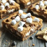 To make S'mores Cookie Bars, gather these ingredients: - 1 cup unsalted butter, softened to room temperature - 1 cup brown sugar, packed firmly - 1/2 cup granulated sugar - 2 large eggs, at room temperature - 2 teaspoons pure vanilla extract - 2 1/2 cups all-purpose flour - 1 teaspoon baking soda - 1/2 teaspoon fine sea salt - 1 cup graham cracker crumbs (about 8 full sheets, crushed finely) - 1 cup semi-sweet chocolate chips - 1 cup mini marshmallows - Additional chocolate chips and mini marshmallows for topping If you need a substitution, you can use coconut oil instead of butter. For gluten-free bars, replace all-purpose flour with a 1:1 gluten-free blend. To make these cookie bars, you will need: - A 9x13 inch baking pan (metal or glass works well) - Mixing bowls (one large and one medium) - A spatula for spreading the dough - An electric mixer for creaming butter and sugars - Measuring cups and spoons for precise measurements Having these tools ready will make your baking experience smooth and fun! First, preheat your oven to 350°F (175°C). This is key for even baking. Next, prepare a 9x13 inch baking pan. You can grease it lightly or line it with parchment paper. The parchment paper helps you lift the bars out later with ease. To cream butter and sugars, take a large mixing bowl. Add 1 cup of softened unsalted butter, 1 cup of packed brown sugar, and 1/2 cup of granulated sugar. Use an electric mixer on medium speed. Mix until it becomes light and fluffy, which takes about 2-3 minutes. This step adds air and helps with the texture. Now it’s time to add the eggs and vanilla. Add 2 large eggs, one at a time, to the sugar mixture. Mix well after each egg. Then, pour in 2 teaspoons of pure vanilla extract. Blend until smooth. This mix creates a nice base for your bars. In a separate bowl, whisk together the dry ingredients. Combine 2 1/2 cups of all-purpose flour, 1 teaspoon of baking soda, 1/2 teaspoon of fine sea salt, and 1 cup of graham cracker crumbs. Make sure everything is well mixed. This step ensures even flavor throughout the bars. Next, gradually add the dry mixture to the wet ingredients. Stir gently until just combined. Be careful not to overmix; some flour streaks are okay. Finally, fold in 1 cup of semi-sweet chocolate chips and 1 cup of mini marshmallows. Reserve a few for later. Transfer the cookie dough to the prepared baking pan. Use a spatula to spread it evenly across the pan. Press it down lightly to smooth the surface. Now, sprinkle the reserved chocolate chips and mini marshmallows on top. Press them in slightly so they stick while baking. Place the pan in your preheated oven. Bake for 25-30 minutes. You want the edges to turn golden brown. To check if they are done, insert a toothpick into the center. It should come out clean or have a few moist crumbs. After baking, remove the pan from the oven. Let the cookie bars cool completely in the pan on a wire rack. Once cooled, cut into generous squares. Enjoy your S'mores Cookie Bars warm or at room temperature! To make the best S'mores Cookie Bars, mixing is key. When you cream the butter and sugars, blend until light and fluffy. Use medium speed for about 2-3 minutes. This helps create a soft texture. When adding the dry ingredients, mix just until combined. Overmixing can make the bars tough. A few flour streaks are fine. This keeps your bars chewy and soft. These cookie bars shine when served warm. The chocolate melts, and the marshmallows are gooey. If you want a chilled treat, let them cool completely. They are still tasty cold! Pair these bars with a glass of milk or a hot cocoa. Both drinks enhance the sweet, chocolatey flavors. You can even serve them with graham crackers for a fun twist! Enjoy these treats with friends and family for the best experience. For the complete recipe, check out the Full Recipe link. {{image_4}} You can make S'mores Cookie Bars even more fun by changing up the flavors. Here are some ideas: - Add-ins: Try mixing in chopped nuts, like walnuts or pecans, for a nice crunch. You can also stir in some creamy peanut butter for a rich twist. - Chocolate types: Instead of semi-sweet chocolate chips, use dark chocolate for a richer taste. Or, if you like sweet flavors, white chocolate will add a creamy touch. If you have dietary needs, you can still enjoy these bars. - Gluten-free alternatives: Swap the all-purpose flour with a gluten-free blend. Make sure it has a good binding agent for the best texture. - Vegan substitutions: For a vegan version, use plant-based butter and flax eggs instead of regular eggs. You can find many easy recipes online to make flax eggs by mixing ground flaxseed with water. These variations let you personalize your S'mores Cookie Bars while keeping them delicious. For the full recipe, check out the details above. To keep your S'mores Cookie Bars fresh, store them in an airtight container. This helps keep them soft and tasty. You can place a piece of parchment paper between layers to prevent sticking. If you want to store them longer, you can refrigerate them. Just wrap them tightly in plastic wrap before putting them in the fridge. For even longer storage, freeze the bars. Wrap each piece in plastic, then place them in a freezer-safe bag. This way, you can enjoy them later. When stored properly, these bars stay fresh for about a week at room temperature. If refrigerated, they can last up to two weeks. In the freezer, they stay good for three months. Always check for signs of spoilage. If the bars look dry or hard, they may not taste great anymore. You should also check for any unusual smells. If they smell off, it's best to toss them out. Enjoy your S'mores Cookie Bars at their best! Can I freeze S'mores Cookie Bars? Yes, you can freeze S'mores Cookie Bars. First, let them cool completely. Then, cut them into squares. Wrap each square in plastic wrap. Place the wrapped bars in a freezer bag. They will stay fresh for up to three months. When you want to eat them, just thaw at room temperature. What can I do if my bars are too dry? If your bars are too dry, check the baking time next time. You may have baked them too long. To fix dry bars now, you can serve them with a scoop of ice cream. This adds moisture and flavor. You can also drizzle melted chocolate over the top for extra richness. How do I adjust baking time for a different pan size? To adjust baking time, keep the thickness of the batter in mind. A larger pan makes thinner bars, so they bake faster. Start checking for doneness five minutes early. If using a smaller pan, the bars will be thicker. They may need a few extra minutes. Use a toothpick to check for doneness. Can I make S'mores Cookie Bars ahead of time? Absolutely! You can make these bars a day or two in advance. Just bake and cool them. Store them in an airtight container at room temperature. For best results, wait to add any toppings until you are ready to serve. How to tell when they are fully baked? You can tell when they are fully baked by looking at the edges. They should be golden brown. Insert a toothpick in the center. If it comes out clean or with a few moist crumbs, they are done. If it has wet batter, give them a few more minutes. Are there any variations for health-conscious eaters? Yes, you can make S'mores Cookie Bars healthier. Use whole wheat flour instead of all-purpose flour. Swap coconut oil for butter. You can also use dark chocolate chips for less sugar. For a vegan option, replace eggs with flax eggs. These changes can make your bars lighter while still being tasty. In this blog post, we covered the essential ingredients and tools to make S'mores Cookie Bars. We provided step-by-step instructions from preparation to baking, along with helpful tips for the best results. You also learned about variations, storage, and common questions. Enjoying these bars can be simple and fun. Whether you share them or savor them alone, these treats can bring joy to any occasion. Happy baking!