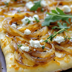 To make the Caramelized Onion and Goat Cheese Flatbread, gather these items: - 1 pre-made flatbread or pizza dough - 2 large onions, thinly sliced - 2 tablespoons olive oil - 1 tablespoon balsamic vinegar - 4 ounces goat cheese, crumbled - 1 tablespoon fresh thyme leaves (or 1 teaspoon dried thyme) - Salt and freshly ground black pepper, to taste - Optional: 1/4 cup fresh arugula for topping Quality Goat Cheese: Look for soft, creamy goat cheese. It should have a fresh smell and a slight tang. A good goat cheese enhances the flatbread's taste. Fresh Thyme: Fresh thyme brings a lovely aroma. It's bright and herbal. If fresh is not available, dried thyme works too, but use less as it is stronger. If you need to make swaps, here are some ideas: - Flatbread: You can substitute with pita bread or naan for a different texture. - Onions: Shallots or leeks can also work well. - Goat Cheese: Feta cheese or ricotta can provide a similar creamy texture. - Arugula: Spinach or mixed greens can replace arugula for a fresh topping. These options help you customize your flatbread to your taste and what you have on hand. Enjoy the cooking process, and don't hesitate to experiment! For the full recipe, refer to the section above. To start, heat 2 tablespoons of olive oil in a large skillet. Use medium heat for best results. Next, thinly slice 2 large onions. Add the onions to the skillet along with a pinch of salt. The salt helps to draw out moisture, making them soft. Stir the onions often for about 15-20 minutes. You want them to turn golden-brown. If they start to stick, reduce the heat. Once the onions are nicely caramelized, add 1 tablespoon of balsamic vinegar. Stir the mix well and let it cook for another 2-3 minutes. The vinegar will glaze the onions and add a sweet flavor. After that, remove the skillet from heat and let the mixture cool a bit. Now, preheat your oven to 450°F (232°C). If you are using pizza dough, roll it out to your desired shape. Aim for 1/4 inch thick for a crispy texture. If you are using pre-made flatbread, just lay it out on a baking sheet or pizza stone. Make sure the surface is lightly floured to prevent sticking. This step is important for getting a nice, crispy bottom on your flatbread. It’s time to put it all together! Place the rolled-out dough on your baking sheet. Use a spoon to spread the caramelized onion mixture over the top. Make sure to cover the dough evenly. Next, sprinkle 4 ounces of crumbled goat cheese over the onions. For added freshness, add 1 tablespoon of fresh thyme leaves or 1 teaspoon of dried thyme. Season with salt and freshly ground black pepper to taste. Carefully transfer the flatbread to the oven. Bake it for about 10-12 minutes. You want the edges to be crispy and the goat cheese slightly melted. When it’s done, take it out of the oven. If you like, add some fresh arugula on top for a peppery flavor. Slice the flatbread into equal pieces and serve warm. Enjoy your delicious Caramelized Onion and Goat Cheese Flatbread! For the complete recipe, check out the Full Recipe. Caramelizing onions takes time, but it’s worth it. Start with medium heat and use a good pan. I prefer cast iron for even cooking. Add a pinch of salt to help the onions release moisture. Stir them often, but not too much. This way, they develop that nice golden color. If they start to stick, lower the heat. Keep cooking for 15-20 minutes. The longer you cook, the sweeter they get. Think about fresh herbs to enhance the flatbread. Thyme pairs well with goat cheese. You can also try rosemary or oregano for a different twist. For sauces, a drizzle of balsamic glaze adds sweetness. If you like heat, a touch of red pepper flakes can wake up the flavors. Consider adding arugula for a fresh bite. How you serve matters! Use a wooden cutting board for a rustic look. Drizzle olive oil over the flatbread before serving. A sprinkle of fresh thyme on top adds color. Slice it into even pieces for easy sharing. You can also add a small bowl of extra balsamic for dipping. This makes your dish look inviting and tasty. For the full recipe, check out the details above. {{image_4}} You can easily make this dish vegetarian. Just keep the flatbread as it is. The sweet caramelized onions and tangy goat cheese shine on their own. You can add more veggies too. Try bell peppers, mushrooms, or spinach. They bring extra flavor and texture. Roasted veggies work well too. This way, you keep it colorful and nutritious! Want to make it heartier? Add some protein! Grilled chicken is a great choice. Just slice it thin and layer it over the caramelized onions. Prosciutto is another tasty option. Its salty flavor pairs nicely with the sweet onions and creamy cheese. Just tear it into pieces and sprinkle it on top before baking. These proteins elevate the dish to a new level! If you need a gluten-free option, don’t worry! You can use a gluten-free flatbread or pizza crust. Many stores sell pre-made options now. You can also make your own using almond flour or cauliflower. Just follow a simple gluten-free dough recipe. This way, you can still enjoy the delicious flavors of caramelized onion and goat cheese flatbread without gluten. For the full recipe, check out the detailed instructions above. After enjoying your flatbread, let it cool down. Place any leftover flatbread in an airtight container. This keeps it fresh and tasty. You can also wrap it in foil or plastic wrap. Store it in the fridge for up to three days. Be sure to keep it away from strong-smelling foods. This helps maintain its flavor. To reheat the flatbread, preheat your oven to 350°F (175°C). Place the flatbread on a baking sheet. Heat it for about 10 minutes. This will help restore its crispness. If you want it even crispier, broil it for 1-2 minutes. Keep a close eye on it to avoid burning. You can also use a microwave, but this may make it chewy instead of crispy. If you want to save your flatbread for later, freezing is a great option. Wrap the cooled flatbread tightly in plastic wrap. Then, place it in a freezer-safe bag or container. This helps prevent freezer burn. You can freeze it for up to three months. When ready to eat, let it thaw in the fridge overnight. Then, reheat it using the instructions above. Enjoy the flavors just like when it was fresh! For the full recipe, check out the complete details above. To caramelize onions well, heat olive oil in a large skillet over medium heat. Add thinly sliced onions with a pinch of salt. Stir them often for about 15-20 minutes. The goal is to get them soft and golden brown. If they stick, lower the heat a bit. This slow cooking brings out their sweet flavor. Yes, you can replace goat cheese with other options. Feta cheese gives a nice tang. Mozzarella melts well and creates a gooey texture. Ricotta adds creaminess, while aged cheddar offers a sharp taste. Each cheese will change the flatbread's flavor, so feel free to experiment. Caramelized onion flatbread lasts about 3-4 days in the fridge. To keep it fresh, wrap it tightly in plastic wrap or store it in an airtight container. This helps prevent it from drying out or absorbing odors from other foods. Enjoy it cold or reheat in the oven for a crispy texture. For the full recipe, check out the detailed instructions above. This article covered the essential ingredients and step-by-step instructions for making delicious caramelized onion flatbread. You learned tips to enhance flavor and presentation and options for variations. Remember, caramelizing onions takes patience, but the sweet, rich flavor is worth it. Feel free to try substitutions and variations to suit your taste. Enjoy every bite of your tasty flatbread creation!