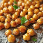 To make crispy roasted chickpeas, gather these simple items: - 1 can (15 oz) chickpeas, thoroughly drained and rinsed - 2 tablespoons extra virgin olive oil - 1 teaspoon garlic powder - 1 teaspoon smoked paprika - ½ teaspoon ground cumin - ½ teaspoon chili powder - Sea salt, to taste - Fresh parsley, finely chopped (for garnish) These ingredients combine to create a flavorful and crunchy snack. You can easily swap some ingredients if needed: - Instead of canned chickpeas, use dried chickpeas. Just soak and cook them first. - Use any oil you like, such as sunflower or avocado oil. - If you don’t have smoked paprika, regular paprika works well too. - You can skip garlic powder and use fresh garlic instead. These changes still keep the recipe tasty! Chickpeas are a great source of protein and fiber. They help keep you full. Olive oil is healthy and adds nice flavor. Garlic powder can boost your immune system. Spices like cumin and paprika also add antioxidants. This snack is not only tasty but also packed with nutrients. You can enjoy it guilt-free! Check the Full Recipe for more details. To start, preheat your oven to 400°F (200°C). This ensures a hot environment for roasting. While the oven heats, take your can of chickpeas. Drain and rinse them well. This removes excess salt and helps with flavor. Next, spread the chickpeas on a clean kitchen towel. Pat them dry to get rid of moisture. This step is key to making them crispy. In a large bowl, add the dry chickpeas. Pour in 2 tablespoons of extra virgin olive oil. Then add 1 teaspoon of garlic powder, 1 teaspoon of smoked paprika, ½ teaspoon of ground cumin, and ½ teaspoon of chili powder. Finally, sprinkle in some sea salt. Toss the chickpeas until all are coated with the oil and spices. Prepare a baking sheet by lining it with parchment paper. This helps with cleanup and stops sticking. Spread the chickpeas in an even layer on the sheet. Make sure they are not crowded. Place the baking sheet in the preheated oven. Roast the chickpeas for 25 to 30 minutes. Halfway through, gently shake the pan. This helps them crisp evenly. Keep an eye on them to avoid burning. You want a golden-brown finish. Once the chickpeas look golden and crispy, take the baking sheet out. Let them cool for a few minutes before handling. For the best results, make sure the chickpeas are dry before adding oil. The oil helps them crisp up. Also, don’t overcrowd the baking sheet. This allows hot air to circulate around each chickpea. If you want even more flavor, feel free to adjust the spices. Add more chili powder for heat or some herbs for freshness. And remember to check for doneness; ovens can vary. For a detailed guide, refer to the Full Recipe. Roasting chickpeas is easy if you follow a few key steps. Start by drying the chickpeas well. Any moisture will stop them from getting crispy. Use a clean towel to pat them down. Next, make sure to coat the chickpeas evenly with oil and spices. This helps them roast nicely. Spread the chickpeas in a single layer on the baking sheet. This ensures they cook evenly. Lastly, shake the pan halfway through cooking. This helps them crisp up on all sides. Many people make simple mistakes with roasted chickpeas. One common error is not drying them enough. If they are wet, they will steam instead of roast. Another mistake is overcrowding the baking sheet. This can cause them to become soggy. Also, be careful not to burn them. Keep an eye on the oven, so they turn golden and not dark brown. You can boost the flavor of your roasted chickpeas in many ways. Try adding fresh herbs or citrus zest after roasting. A squeeze of lemon juice adds brightness. You can also experiment with different spices. For example, add some curry powder for a warm twist. For a spicy kick, try cayenne pepper. The key is to mix and match to find your favorite flavors. Check out the full recipe for more ideas on seasoning. {{image_4}} You can make roasted chickpeas with many different flavors. Try adding different spices to change the taste. For a spicy kick, mix in cayenne pepper or red pepper flakes. If you like sweet, toss in a bit of cinnamon and sugar for a sweet treat. You can also use Italian herbs like oregano, basil, and thyme for a Mediterranean twist. Each flavor combination brings a new experience to the snack. Roasted chickpeas are naturally vegan and gluten-free. Use this recipe as your base. You can swap the spices for any that fit your diet. For a cheesy flavor, sprinkle nutritional yeast over the chickpeas before roasting. It adds a nice taste without dairy. This way, everyone can enjoy a tasty and healthy snack. These roasted chickpeas work well in many dishes. Serve them as a crunchy topping on salads or soups. They add great texture and flavor! You can also pair them with dips like hummus or guacamole for a fun snack platter. Try mixing them with popcorn for a unique twist on movie night. They are perfect for sharing or enjoying alone. For more details, check the Full Recipe. To keep your roasted chickpeas fresh, store them in an airtight container. This helps maintain their crunch. You can use a glass jar or a plastic container. Make sure they are completely cool before sealing. If they are warm, they will get soggy. If you have leftovers, you can reheat roasted chickpeas. Spread them on a baking sheet. Preheat your oven to 350°F (175°C). Bake for about 10 minutes. This will help restore their crispiness. You can also use an air fryer for quick reheating. Roasted chickpeas last about 4 to 5 days when stored properly. For the best taste, eat them within the first few days. If you notice any softening or change in texture, they may not taste as good. To enjoy them longer, consider making smaller batches. For more details, check the full recipe. To make roasted chickpeas crispy, start by drying them well. After draining and rinsing, use a towel to pat them dry. This step is key. Less moisture means more crunch. Coat the dried chickpeas with oil and spices. Spread them in a single layer on a baking sheet. Roast them at 400°F (200°C) for 25 to 30 minutes. Shake the pan halfway through for even cooking. Keep an eye on them to avoid burning. Enjoy that golden, crispy texture! You can use dried chickpeas, but it requires extra steps. First, soak the dried chickpeas overnight in water. This softens them. Then, cook them until tender, about 1-2 hours. Once cooked, follow the same steps as canned chickpeas. Dry them well, season, and roast. This method gives you a fresh taste, but it takes more time. You can mix and match spices to suit your taste. Try using curry powder for a warm flavor. For a spicy kick, use cayenne pepper. Italian herbs like oregano and basil also work well. You can even try a sweet version with cinnamon and sugar. Be creative! The Full Recipe offers a great base, but feel free to adjust to your liking. In this post, we explored ingredients, steps, and tips for perfect roasted chickpeas. I shared ingredient substitutions, benefits, and ways to enhance flavor. Plus, you now know how to store them and avoid common mistakes. Roasted chickpeas can be versatile and fun. Try different flavors or pair them creatively. For detailed steps and the full recipe, refer back to the start. Enjoy creating your tasty snack!