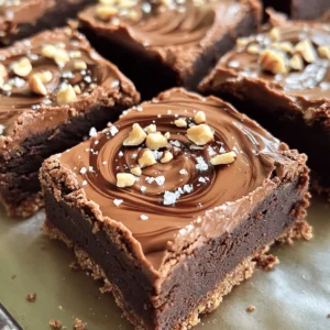 To make these tasty chocolate hazelnut swirl brownies, you will need: - 1 cup unsalted butter - 2 cups granulated sugar - 1 teaspoon pure vanilla extract - 4 large eggs, at room temperature - 1 cup all-purpose flour, spooned and leveled - 1 cup unsweetened cocoa powder - 1/2 teaspoon baking powder - 1/2 teaspoon fine sea salt - 1/2 cup chocolate hazelnut spread (such as Nutella) - 1/2 cup chopped hazelnuts (optional, for added crunch) - Pinch of flaky sea salt for garnish If you want to switch things up, try these options: - Use coconut oil instead of butter for a dairy-free option. - Replace granulated sugar with brown sugar for deeper flavor. - Swap all-purpose flour with almond flour for a gluten-free treat. - Use a dark chocolate spread for a richer taste. To make the process smooth, gather these tools: - Medium saucepan for melting butter - Whisk for mixing the batter - 9x13 inch baking pan for the brownies - Parchment paper or butter for greasing - Spatula for spreading batter and swirling the spread - Toothpick or knife for checking doneness and swirling With these ingredients and tools, you’re ready to create a batch of delicious brownies from the full recipe. Enjoy! Start by gathering all your ingredients. You will need: - 1 cup unsalted butter - 2 cups granulated sugar - 1 teaspoon pure vanilla extract - 4 large eggs, at room temperature - 1 cup all-purpose flour, spooned and leveled - 1 cup unsweetened cocoa powder - 1/2 teaspoon baking powder - 1/2 teaspoon fine sea salt - 1/2 cup chocolate hazelnut spread (such as Nutella) - 1/2 cup chopped hazelnuts (optional, for added crunch) - Pinch of flaky sea salt for garnish Next, preheat your oven to 350°F (175°C). Prepare a 9x13 inch baking pan. You can grease it with butter or line it with parchment paper. This helps the brownies come out easily later. Now, melt the unsalted butter in a medium saucepan over low heat. Stir it occasionally until it’s fully melted. Once melted, remove the pan from heat. Gradually add the granulated sugar, stirring until smooth. Then, mix in the pure vanilla extract. Add the eggs one at a time. Whisk well after each egg until the mixture looks shiny and combined. In another bowl, sift together the all-purpose flour, unsweetened cocoa powder, baking powder, and fine sea salt. Slowly fold this dry mix into the wet ingredients. Mix until just combined. Be careful not to overmix, or your brownies will be dense. Pour half of the brownie batter into your prepared baking pan. Spread it evenly with a spatula to create a smooth base. Now, dollop the chocolate hazelnut spread over this layer. Take a knife or wooden skewer and swirl it gently into the batter. Aim for a nice marbled look without overdoing it. Next, pour the rest of the brownie batter over the hazelnut layer. Again, swirl in any leftover chocolate hazelnut spread on top. If you like, sprinkle the chopped hazelnuts over the brownies. Finish with a light pinch of flaky sea salt. Now, bake the brownies in the preheated oven for about 25-30 minutes. They are done when a toothpick inserted in the center comes out with a few moist crumbs on it. You want to avoid wet batter. Once baked, let the brownies cool in the pan for at least 10 minutes. After that, lift them out carefully and transfer them to a wire rack. Let them cool completely. For serving, cut the brownies into neat squares. You can use a decorative platter to display them. To make them even more special, drizzle extra chocolate hazelnut spread on top before serving. Enjoy! To get that perfect brownie texture, keep these tips in mind: - Use room temperature eggs. They mix better and create a creamy batter. - Do not overmix the batter. Stir just until combined for a soft, fudgy result. - Bake until a toothpick shows a few moist crumbs. This ensures a gooey inside. Creating beautiful swirls is an art! - Place dollops of chocolate hazelnut spread evenly. This helps with the swirling. - Use a knife or skewer to swirl gently. Too much mixing hides the pattern. - Aim for thick ribbons of hazelnut spread throughout the batter. This adds flavor and looks stunning. Presentation makes your brownies shine! - Cut them into neat squares for a clean look. - Serve on a decorative platter for an inviting display. - Drizzle extra chocolate hazelnut spread on top. It adds a special touch and enhances flavor. These tips will help you master the art of making Chocolate Hazelnut Swirl Brownies. You can find the full recipe above for more details! {{image_4}} You can easily change up the flavor of these brownies. Try adding mint extract for a fresh twist. A teaspoon of espresso powder can enhance the chocolate flavor. For a fruity touch, mix in fresh raspberries or cherries. These fruits pair well with hazelnuts. You can also swap the chocolate hazelnut spread for almond or peanut butter for a new taste. You can make these brownies gluten-free by using almond flour or a gluten-free flour blend. Make sure to check the labels for hidden gluten. If you want vegan brownies, replace eggs with flax eggs. To make a flax egg, mix one tablespoon of ground flaxseed with three tablespoons of water. Let it sit for five minutes to thicken. Use a plant-based butter and choose a vegan chocolate hazelnut spread. Add-ins can take your brownies to the next level. Try mixing in chocolate chips for extra gooeyness. You can also add nuts, like walnuts or pecans, for crunch. Dried fruit like cranberries or apricots adds a nice chewiness. For a spice kick, consider adding a pinch of cinnamon or a splash of chili powder. These small changes can make the brownies even more exciting. For the full recipe, check out the complete details. To store leftover brownies, first let them cool completely. Cut them into squares. Place the brownies in an airtight container. You can also use plastic wrap to cover them. Store them at room temperature for up to four days. For longer freshness, keep them in the fridge. They will last about a week this way. If you want to freeze brownies, wrap each square tightly in plastic wrap. Then place them in a freezer-safe bag or container. This helps to keep them fresh. You can freeze brownies for up to three months. To enjoy, let them thaw in the fridge overnight. You can also warm them in the microwave for a few seconds. The shelf life of these brownies varies based on storage. At room temperature, they last about four days. In the fridge, they can stay fresh for a week. If frozen, use them within three months. Always check for signs of spoilage, like a dry texture or off smell. Enjoy your Chocolate Hazelnut Swirl Brownies from the Full Recipe whenever you crave a treat! These brownies are fudgy due to the high fat content from butter and chocolate hazelnut spread. Using less flour and more sugar also helps create that rich texture. The key is to mix just enough to combine the ingredients. Overmixing can make them dense instead of soft. Yes, you can swap some ingredients. Use coconut oil instead of butter for a dairy-free option. You can also replace granulated sugar with brown sugar for a deeper flavor. If you need a gluten-free option, try almond flour. These changes can still yield tasty brownies. Check brownies at the 25-minute mark. Insert a toothpick in the center. If it comes out with a few moist crumbs, they are done. If it comes out clean, they might be overbaked. Remember, they will continue to cook a bit while cooling. To make eggless brownies, use applesauce or mashed banana as an egg substitute. Replace each egg with 1/4 cup of applesauce. This adds moisture and sweetness, keeping the brownies soft. You can also use flaxseed meal mixed with water for a similar effect. Yes, you can use milk chocolate hazelnut spread. It will give a sweeter flavor and creamier texture. Just remember, it may alter the balance of sweetness in the brownies. If you like a rich chocolate flavor, consider adding a bit more cocoa powder. For the complete recipe, check the Full Recipe section. This blog post has all you need for baking delicious brownies. We covered ingredients, step-by-step instructions, and helpful tips. You learned about variations, storage options, and answers to common questions. These insights will help you bake your best batch yet. Remember, the right tools and ingredients matter. Enjoy using these tips to create tasty brownies that impress. Happy baking!