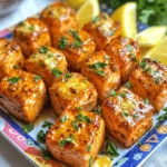 - 1 lb salmon fillet, skinless - 3 tablespoons unsalted butter - 4 cloves garlic - Spices: smoked paprika, chili powder, cayenne pepper - Salt and pepper, to taste - Fresh lemon juice - Fresh parsley - Lemon wedges for serving Gathering the right ingredients is key to making Air Fryer Spicy Garlic Butter Salmon Bites. Start with fresh salmon fillet, which is rich in flavor and healthy fats. You need one pound, skinless, and cut into bite-sized cubes. This size helps it cook evenly and makes it easy to eat. Next, you’ll need unsalted butter. Three tablespoons will melt nicely and add richness. Garlic is a star in this dish, so use four cloves, minced finely for maximum flavor. For the spices, use smoked paprika, chili powder, and cayenne pepper. They give a nice kick and depth. Adjust the cayenne to match your spice level. You will also need salt and pepper. These basic seasonings really enhance the dish. A splash of fresh lemon juice brightens everything up. Lastly, garnish with chopped fresh parsley for color and freshness. Don’t forget the lemon wedges! They add a zesty twist when serving. These simple ingredients come together to create a dish that delights the senses. Start by melting the butter in a small bowl. Add the minced garlic, smoked paprika, chili powder, cayenne pepper, salt, and pepper. Pour in the fresh lemon juice. Whisk all the ingredients together until they blend well. This spicy garlic butter will give the salmon great flavor. In a large bowl, place the salmon cubes. Pour the spicy garlic butter mixture over the salmon. Gently toss the cubes until each piece is fully coated. This step is key for getting the flavor into every bite. Preheat your air fryer to 400°F (200°C) for about five minutes. This makes sure your salmon cooks evenly. Once hot, place the salmon bites in a single layer in the air fryer basket. Make sure the pieces do not touch. Cook them for 8 to 10 minutes. At five minutes, check them for doneness. They should look golden brown and be fully cooked. When done, use tongs to remove the salmon bites. Place them on a serving platter and enjoy! Check for doneness at the 5-minute mark. Salmon cooks quickly in the air fryer. At this point, the bites should be golden brown. If they look pale, give them more time. Cooking salmon bites evenly is key. Spacing salmon bites in the air fryer matters too. Place them in a single layer. If they overlap, they will not cook well. Good airflow helps them crisp up nicely. You can adjust spice levels to your taste. If you like it spicier, add more cayenne pepper. For a milder version, reduce the chili powder. Don’t be afraid to experiment! Consider adding herbs for extra flavor. Fresh dill or thyme pairs well with salmon. A touch of basil can also bring a nice twist. Serve the salmon bites on a bright platter. This makes the dish pop and looks inviting. A sprinkle of parsley adds freshness and color. Place lemon wedges on the side for a zesty touch. Using toothpicks for appetizer-style serving is fun. It makes it easy for guests to grab a bite. This way, everyone can enjoy these tasty treats at gatherings. {{image_4}} You can change up the spice mix for different heat levels. Try adding more cayenne if you love heat. For a milder option, use just smoked paprika. You can also use other spices like cumin or coriander for unique flavors. Mixing in herbs like oregano or thyme can add a nice twist, too. If you want to swap salmon, try shrimp or chicken. Shrimp cooks fast and gets crispy. Chicken can be cut into bite-sized pieces and marinated like the salmon. Tofu is a great choice for a plant-based option. Just be sure to press it first to remove excess moisture. Transform these salmon bites into a full meal. Serve them over rice or a fresh salad. You can create a delicious bowl with quinoa, veggies, and bites on top. For dips, try creamy ranch, tangy tzatziki, or spicy sriracha mayo. Each dip adds a new flavor experience. To keep your leftover salmon bites fresh, place them in an airtight container. Make sure the container is sealed tight. This helps to keep moisture in and air out. Store the container in the fridge. The salmon bites will be good for up to three days. Before eating, check for any odd smells or changes in color. The best way to reheat salmon bites is in the air fryer. Preheat your air fryer to 350°F (175°C). Place the salmon bites in the basket. Heat them for about 4-5 minutes. This keeps them crispy and tasty. You can also use an oven. Preheat it to 350°F (175°C) and bake for about 10 minutes. You can freeze salmon bites if you want to store them longer. Place them in a freezer-safe bag or container. Make sure to remove as much air as possible. Label the bag with the date. The salmon bites will stay fresh for up to three months. To use them, thaw them in the fridge overnight. Reheat them in the air fryer for the best texture. I love serving these salmon bites with fresh sides. Here are some tasty ideas: - Steamed broccoli: It adds great color and nutrition. - Garlic mashed potatoes: Creamy and rich, they pair perfectly. - Quinoa salad: A light, healthy option that adds crunch. - Roasted asparagus: Its earthy flavor complements the salmon well. - Cauliflower rice: A low-carb choice that soaks up flavor. These sides not only taste great but also enhance the meal's look! Yes, you can use frozen salmon, but thaw it first. Thawing helps it cook evenly. You can do this in the fridge overnight or in cold water for quicker results. Once thawed, follow the same steps as fresh salmon. The flavor will still shine through! To check if your salmon is done, look for a few signs: - Color: It should be opaque and light pink throughout. - Flake test: Use a fork to gently flake the salmon. It should break apart easily. - Temperature: The internal temp should reach 145°F (63°C). Keep an eye on the salmon while cooking. It only takes about 8-10 minutes in the air fryer for a perfect bite! This recipe gives you a simple way to make tasty Air Fryer Spicy Garlic Butter Salmon Bites. You learned about the key ingredients, like garlic, spices, and fresh lemon juice, that boost flavor. Following step-by-step instructions, you can easily prepare and cook the salmon in the air fryer. Remember to adjust spices for your taste. Finally, keep these tips in mind for perfect results. With practice, you’ll impress friends and family with your cooking skills. Enjoy every delicious bite!