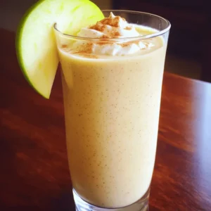 - 1 medium sweet apple - 1 ripe banana (frozen) - 1 cup almond milk (unsweetened) - 1/2 teaspoon ground cinnamon - 1 tablespoon pure maple syrup - 1/4 cup rolled oats - 1 tablespoon almond butter (optional) - Ice cubes (optional) For this smoothie, I love using a medium sweet apple, like a Fuji or Honeycrisp. They add a nice sweetness and flavor. The frozen banana gives a rich, creamy texture. Almond milk is my go-to for a lighter base, but you can use any milk you like. Ground cinnamon makes it taste like a warm, cozy dessert. You can also add maple syrup for sweetness. Rolled oats give it a nice thickness. If you want a richer taste, add almond butter. Ice cubes are optional, but they make the drink cold and refreshing. - Whipped cream or yogurt - Slices of apple for garnish - Additional cinnamon for topping Garnishing can take your smoothie up a notch. Whipped cream or yogurt adds creaminess. Slices of fresh apple look great on the rim of your glass. A sprinkle of cinnamon on top makes it extra special. Each ingredient works together to create a blend that feels like dessert but is still healthy. Enjoy making this delicious smoothie! - Add chopped apple and frozen banana to blender. - Pour in almond milk. Start with a medium sweet apple. Fuji or Honeycrisp works well. Chop it into small pieces. The frozen banana adds creaminess. It gives your smoothie a smooth texture. Pour in one cup of unsweetened almond milk. This adds a nice base for blending. - Incorporate ground cinnamon, nutmeg, maple syrup, rolled oats, and almond butter. - Blend thoroughly. Next, it's time to spice things up. Add 1/2 teaspoon of ground cinnamon. This will give your smoothie that warm, cozy flavor. Add 1/4 teaspoon of nutmeg for a little extra depth. Then, pour in 1 tablespoon of pure maple syrup. Adjust it to your taste! Add 1/4 cup of rolled oats for texture. If you like, add 1 tablespoon of almond butter. It adds richness and a nutty flavor. Blend everything on high until smooth and creamy. - Adjust thickness with almond milk or ice cubes. - Taste and adjust sweetness as needed. After blending, check your smoothie’s thickness. If it's too thick, add a splash of almond milk. Blend again. If you want a colder smoothie, toss in a few ice cubes. Blend until it’s smooth again. Take a sip to see if it’s sweet enough. If not, add more maple syrup and blend one last time. Enjoy your delicious, healthy Cinnamon Apple Pie Smoothie! To make your smoothie even better, try different apples. Fuji or Honeycrisp work great, but you can also use Granny Smith for a tart twist. Each apple brings its own taste. If you want more sweetness, add more maple syrup. Start with one tablespoon and taste. Adjust until it feels just right for you. Using a frozen banana is key. It makes your smoothie thick and creamy. If you don’t have frozen bananas, peel and slice a ripe one, then freeze it overnight. Almond butter adds richness. It helps your smoothie feel smooth and nice. Just one tablespoon creates a great texture. For a pretty presentation, serve your smoothie in tall glasses. A slice of apple on the rim adds charm. Sprinkle a pinch of cinnamon on top for a nice look and taste. You can pair this smoothie with snacks, like whole grain toast or yogurt, for a filling breakfast. {{image_4}} You can easily swap almond milk for oat milk or dairy milk. Both options work well. If you want to reduce sugar, use honey instead of maple syrup. Honey adds sweetness and pairs nicely with the spices. For a fun twist, add cocoa powder for a chocolatey flavor. This makes the smoothie richer and more indulgent. You can also introduce vanilla extract for extra depth. A splash of vanilla brings warmth and enhances the overall taste. To make a thicker smoothie bowl, use less almond milk during blending. You want it to be creamy and spoonable. After blending, pour it into a bowl and add toppings. Granola, nuts, and sliced fruit make great additions. They give texture and a nice crunch to each bite. After making your Cinnamon Apple Pie Smoothie, you may have leftovers. To keep it fresh, pour any extra smoothie into a container. Use an airtight jar or bottle to prevent air from getting in. Store it in the fridge for up to 24 hours. Shake or stir it well before drinking, as it may separate. If you want to save it for later, freezing is a great option. Pour the smoothie into ice cube trays or freezer-safe bags. This way, you can blend a few cubes with fresh milk later. Just remember to leave some space in the container for expansion. You might wonder how to revive a smoothie after storing it. If you find it too thick, add a splash of almond milk and blend again. This will help bring back its creamy texture. You can also use a straw to stir it up if you don't want to blend again. When choosing storage containers, opt for glass jars or BPA-free plastic. These materials keep your smoothie fresh and safe. Remember to label the containers with the date so you know when to use them. Apples are rich in fiber and vitamin C. They help keep your heart healthy. Bananas provide potassium and energy. They also add creaminess to smoothies. Oats are full of fiber, too, and they help you feel full. They can lower cholesterol and support digestion. Together, these ingredients make a balanced, nutritious drink. Yes, you can make this smoothie vegan. Use almond milk or any plant-based milk. Instead of maple syrup, use agave nectar or coconut sugar. Almond butter is already vegan. This way, everyone can enjoy the smoothie. This smoothie takes about 10 minutes to prepare. You blend all the ingredients for another 10 minutes. It serves two, so you can share it with a friend or enjoy it later. You can swap out the apple or banana for other fruits. Try using pears, peaches, or berries. Each fruit will give a different taste and texture. Mix and match to find your favorite blend. Yes, you can easily increase the servings. Just multiply each ingredient by the number of servings you want. Blend in batches if your blender is small. This way, you can serve a crowd at breakfast or a party. This blog post guides you through making a delicious Cinnamon Apple Pie Smoothie. We covered the main ingredients, step-by-step instructions for blending, and tips for flavor and texture. You learned about fun variations and how to store leftovers. Experiment with this recipe to find your perfect blend. Enjoy the sweet taste and health benefits that come with every sip. Trust me, this smoothie will leave you wanting more!