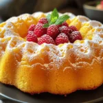 When making a Lemon Raspberry Bundt Cake, you need fresh and simple ingredients. Here is the list you'll need: - 2 cups all-purpose flour - 1 ½ teaspoons baking powder - ½ teaspoon baking soda - ½ teaspoon salt - ¾ cup unsalted butter, softened to room temperature - 1 ½ cups granulated sugar - 3 large eggs, at room temperature - 1 tablespoon freshly grated lemon zest - 1 teaspoon pure vanilla extract - 1 cup buttermilk, at room temperature - 1 cup fresh raspberries, rinsed and patted dry - 1 tablespoon fresh lemon juice Each ingredient plays a key role in creating a moist and tasty cake. The butter adds richness, while the sugar brings sweetness. The lemon zest and juice give that bright flavor. The raspberries add a burst of tartness and color. Using fresh ingredients, especially the raspberries, makes a big difference. Make sure your butter and eggs are at room temperature. This helps them blend better. The buttermilk adds a nice tang and keeps the cake moist. You can easily find all these ingredients at your local store. With everything ready, you're set for a wonderful baking adventure! 1. Preheat your oven to 350°F (175°C). This step is key for even baking. 2. Grease and flour a 10-cup Bundt pan. This helps the cake slide out easily. 3. In a medium bowl, whisk together the dry ingredients. Combine 2 cups of flour, 1 ½ teaspoons of baking powder, ½ teaspoon of baking soda, and ½ teaspoon of salt. This mixture sets the base for your cake. 1. In a large bowl, beat ¾ cup of softened butter and 1 ½ cups of sugar. Use an electric mixer on medium speed. Mix until fluffy, about 3-4 minutes. 2. Add 3 large eggs, one at a time, to the butter mixture. Mix after each egg. Next, stir in 1 tablespoon of lemon zest and 1 teaspoon of pure vanilla extract. This adds flavor and a nice aroma. 3. Gradually mix in the flour mixture and 1 cup of buttermilk. Start with one-third of the flour, then half of the buttermilk. Repeat until all ingredients are combined. Remember, stop mixing when you see a few flour streaks. 4. Gently fold in 1 cup of fresh raspberries and 1 tablespoon of lemon juice. Be careful not to break the raspberries; we want them whole in the cake. 5. Pour the batter into your prepared Bundt pan. Spread it evenly and tap the pan to release air bubbles. 6. Bake for 45-50 minutes. Check with a toothpick; it should come out clean when the cake is done. 1. Let the cake cool in the Bundt pan for 10-15 minutes. This helps it firm up. 2. Carefully invert the pan onto a wire rack. Let the cake cool completely. This step is vital for a perfect shape. 3. Once cool, dust the top lightly with powdered sugar. For a pop of color, add fresh raspberries and a sprig of mint. This makes your cake look great and taste even better! - For a good rise, use room temperature ingredients. - Grease and flour the Bundt pan well. This stops sticking. - To stop raspberries from sinking, toss them in flour before folding. - Try adding orange or lime zest for more citrus flavor. - Use black raspberries or golden raspberries for a twist. - Do not overmix the batter; mix until just combined. - Test doneness by using a toothpick. It should come out clean. {{image_4}} I love to play with flavors. Here are two fun options: - Lemon Blueberry Bundt Cake: Swap fresh raspberries for blueberries. Use the same amount. The sweet blueberries mix well with the tart lemon. It’s a crowd-pleaser! - Vanilla Almond Raspberry Bundt Cake: Add 1 teaspoon of almond extract instead of vanilla. This gives a nice twist. The almond flavor pairs well with the raspberries. You’ll enjoy this unique blend. You can adjust this recipe for special diets: - Gluten-free version of Lemon Raspberry Bundt Cake: Use a gluten-free flour blend. Make sure it includes xanthan gum. This will help your cake rise and stay fluffy. - Vegan substitutes for eggs and dairy: For eggs, replace each with ¼ cup unsweetened applesauce or a flax egg. For buttermilk, use almond milk mixed with vinegar. This will keep your cake moist. Serving ideas make your cake even better: - Pairing with whipped cream or ice cream: A dollop of whipped cream or a scoop of vanilla ice cream works great. It adds richness and balance to the tartness. - Serving with a lemon glaze: A simple lemon glaze can elevate your cake. Mix powdered sugar with lemon juice until smooth. Drizzle it over the cooled cake for a zesty finish. To keep your Lemon Raspberry Bundt Cake fresh, store it at room temperature. Place it in a cake dome or on a plate. Cover it with plastic wrap or a clean kitchen towel to prevent drying. This keeps it soft and moist for about three days. If you have leftover cake, freezing is a great option. Wrap the Bundt cake tightly in plastic wrap and then in aluminum foil. This helps avoid freezer burn. You can freeze it for up to three months. To enjoy it later, let the cake thaw in the fridge overnight. If you want to serve it warm, pop it in the oven at 350°F (175°C) for about 10-15 minutes. To tell if your cake has gone bad, check for mold or an off smell. If it feels dry or hard, it’s time to toss it. To maintain flavor and texture, keep it covered when not in use. Enjoy your cake while it’s fresh for the best taste! To check if your cake is ready, use a toothpick. Insert it into the center of the cake. If it comes out clean, the cake is done. You can also look for a golden-brown color on the top and sides. The cake should spring back when you gently press it. If it leaves an imprint, it needs more time to bake. Yes, you can use frozen raspberries. Just make sure to thaw and drain them first. This helps avoid extra moisture in your cake. Frozen berries may break apart more easily than fresh ones. Gently fold them into the batter to keep their shape. If you use fresh raspberries, wash and pat them dry to ensure they stay intact. Making a simple lemon glaze is easy. Mix 1 cup of powdered sugar with 2 tablespoons of fresh lemon juice. Stir until smooth. If it's too thick, add a bit more lemon juice. Drizzle the glaze over the cooled cake for a nice finish. Use a spoon or a small pitcher for even coverage. It adds a sweet and tangy flavor that pairs perfectly with the cake. In this guide, we explored how to make a Lemon Raspberry Bundt Cake. You learned the ingredients you need, the steps to prepare the batter, and tips to avoid common mistakes. We also discussed various flavor options, storage methods, and answers to frequently asked questions. Baking can be fun and rewarding. With these tips and tricks, you can create a delicious cake that impresses everyone. Enjoy the process and share your tasty results with family and friends.