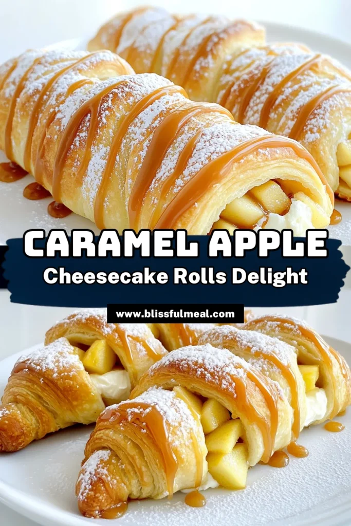 Indulge in the sweet delight of Caramel Apple Cheesecake Crescent Rolls with this easy recipe! These flaky rolls filled with cream cheese, sweet apples, and gooey caramel are perfect for dessert or a special treat. Ready in just 30 minutes, they're sure to impress your family and friends. Click to explore this delicious recipe and bring a taste of autumn to your kitchen! #DessertRecipes #CaramelApple #CheesecakeDelight #BakingIdeas