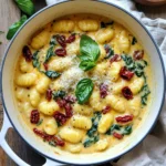 - 1 package (16 oz) potato gnocchi - 1 cup sun-dried tomatoes in oil, drained and finely chopped - 1 cup heavy cream - 1 cup vegetable broth - 1 cup fresh spinach, roughly chopped - 1/2 cup grated Parmesan cheese - 2 cloves garlic, minced - 1 teaspoon dried oregano - 1 teaspoon red pepper flakes (optional, adjust for heat preference) - Salt and freshly cracked pepper to taste - Fresh basil leaves for garnish Gather these ingredients to create a creamy sun-dried tomato gnocchi dish. The potato gnocchi serves as the base, giving the meal a fluffy texture. Sun-dried tomatoes add a burst of flavor. Heavy cream enriches the sauce, while vegetable broth provides depth. Fresh spinach adds color and nutrients, making the dish healthier. Parmesan cheese melts into the sauce, creating a rich finish. Garlic and oregano bring warmth and aroma. Red pepper flakes can add heat, but adjust this to your taste. Finally, salt and pepper enhance all the flavors. Don’t forget fresh basil leaves for the perfect garnish! First, heat a large pot over medium heat. Add the finely chopped sun-dried tomatoes and minced garlic. Cook them for about 2-3 minutes. You want the garlic to become fragrant. This step builds a tasty base for your dish. Next, pour in 1 cup of vegetable broth. Increase the heat to bring the mix to a gentle simmer. Once bubbling, it’s time to add the potato gnocchi. Cook for about 3-4 minutes. Stir gently until the gnocchi float to the top. This means they are done cooking. Now, lower the heat to medium-low. Gradually stir in 1 cup of heavy cream. Make sure it mixes well into the broth. This creates a creamy sauce. After that, add 1 cup of roughly chopped fresh spinach, along with 1 teaspoon of dried oregano and red pepper flakes if you like some heat. Cook for another 3-4 minutes. Stir often until the spinach wilts down. Lastly, stir in 1/2 cup of grated Parmesan cheese. This adds an extra layer of creaminess to the dish. Season with salt and freshly cracked pepper. Taste your dish and adjust the seasoning as needed. Let it rest for a few minutes. This helps the sauce thicken for a richer texture. To get that velvety texture, start with the right heat. Use medium-low heat when adding cream. This keeps it from curdling. Stir it well to blend it into the broth. Keep mixing until the sauce feels rich and smooth. Allow the sauce to thicken by letting it sit off the heat for a few minutes before serving. This helps all the flavors come together nicely. For a beautiful look, serve the gnocchi in deep bowls. This makes it easier to scoop up every bit. Add a fresh basil leaf on top of each bowl. It brightens the dish and adds color. A sprinkle of extra grated Parmesan cheese also enhances the visual appeal. The contrast of the creamy sauce with green basil and white cheese makes it inviting. Gnocchi types can vary, so adjust cooking times accordingly. If you use fresh gnocchi, it cooks faster than dried. Cook it only until it floats to the surface. This shows it's done. Stir gently to promote even cooking. This way, every gnocchi piece gets coated in that creamy sauce, ensuring a delicious bite every time. {{image_4}} You can easily change up the flavors in this dish. Adding proteins like chicken or shrimp boosts the taste and makes it heartier. Simply cook the protein first, then follow the recipe. For a veggie twist, add colorful vegetables like bell peppers, zucchini, or mushrooms. This not only enhances the flavor but also adds nutrition. Want to make it vegetarian or vegan? Swap heavy cream with coconut cream and use nutritional yeast instead of cheese. For gluten-free options, choose gluten-free gnocchi. Many brands offer great alternatives that taste just as good. You can mix it up with sauce choices as well. Try using different cheese types like mozzarella or goat cheese for unique tastes. If you want a lighter sauce, adjust the cream to milk ratios. Using half milk and half cream gives you a rich flavor without being too heavy. To keep your creamy sun-dried tomato gnocchi fresh, store it in the fridge. Place the leftover gnocchi in an airtight container. This helps prevent moisture build-up and keeps it tasty. Use a glass or plastic container with a tight lid. Avoid metal containers, as they can alter flavors. When you’re ready to enjoy leftovers, reheating is key. Heat the gnocchi in a pan over low heat. Add a splash of cream or broth to keep it creamy. Stir often to ensure even heating. You can also use a microwave, but cover the dish to trap steam. This helps retain moisture and flavor. If you want to save some for later, freezing works well. Portion the gnocchi into smaller containers. Leave some space for expansion as it freezes. To thaw, move it to the fridge overnight. You can reheat it directly from the freezer, but expect a bit longer cooking time. This dish takes about 20 minutes to make. You spend 10 minutes prepping the ingredients. Cooking the gnocchi and sauce takes another 10 minutes. It’s quick and easy! Yes, you can make it ahead. Store it in the fridge for up to three days. Use an airtight container to keep it fresh. To reheat, warm it on the stove over low heat. Add a splash of cream to keep it creamy. If you don’t have gnocchi, try other pasta types. Small shapes like penne or fusilli work well. Cook them according to the package. They will soak up the creamy sauce nicely. Yes, this recipe is great for meal prep. The dish lasts in the fridge for three days. You can also freeze it for up to a month. Just reheat slowly to maintain the creamy texture. This post guides you through making creamy sun-dried tomato gnocchi. You learned about key ingredients like gnocchi, cream, and spinach. I shared step-by-step instructions so you can create a rich, tasty dish. Plus, I included tips for perfecting your sauce and variations to suit diets. Remember, cooking is about exploring flavors. Don’t hesitate to make it your own. Enjoy the cooking process and share your delicious results!