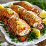 - 4 lobster tails - 1/2 cup unsalted butter, melted - 4 cloves garlic, finely minced - 2 tablespoons fresh parsley, finely chopped - 1 tablespoon freshly squeezed lemon juice - 1 teaspoon smoked paprika - Salt and freshly cracked black pepper to taste - Lemon wedges for serving Using fresh ingredients makes a big difference in taste. Fresh lobster tails will have a sweet, tender flavor. Fresh garlic adds a strong aroma and depth to the dish. Fresh parsley gives a bright pop of color and taste. The lemon juice should always be freshly squeezed for the best zing. Overall, fresh ingredients help create a rich and enjoyable meal that makes you feel good. If you cannot find lobster tails, consider these options: - Shrimp: They cook quickly and have a sweet taste. - Crab: Fresh crab meat can offer a nice alternative. - Fish: Firm fish like cod or halibut can work well in this recipe. Each substitute can provide a different flavor while still keeping the dish delightful. Adjust cooking times based on the substitute you choose. First, I set my oven to 425°F (220°C). This high heat helps cook the lobster tails evenly. Next, I take my kitchen shears and cut the top shell of each lobster tail. I start at the base and move toward the tail fin. I am careful not to cut all the way through. I gently pry open the shell to show off the juicy lobster meat. In a small bowl, I mix 1/2 cup of melted unsalted butter with four finely minced garlic cloves. I add two tablespoons of chopped fresh parsley and one tablespoon of lemon juice. Then, I sprinkle in one teaspoon of smoked paprika and a pinch of salt and pepper. I whisk it all together until I get a fragrant garlic butter blend. I place the lobster tails on a baking sheet, shell side down. This allows the meat to rest above the shell. I brush the garlic butter mixture generously over the exposed meat. I save a little butter for basting later. I put the baking sheet in the oven and bake for 12 to 15 minutes. The lobster meat turns opaque and tender. Halfway through, I baste the lobster tails with the reserved butter. When done, I take the baking sheet out and let the tails rest for a minute. This helps the juices settle. When cooking lobster tails, a few tips can make your dish shine. Always start with fresh lobster tails. This ensures the best flavor and texture. If you choose frozen, thaw them fully before cooking. To make cutting easier, use sharp kitchen shears. Cut down the top shell gently, stopping before the tail fin. This helps keep the meat intact and allows for even cooking. To check if lobster is ready, look for color and texture. The meat should turn opaque and firm. You can also use a meat thermometer. The internal temperature should reach 140°F (60°C). If you see any translucent areas, give it more time. Remember, overcooked lobster can become tough, so check often. Serving lobster tails is a fun part of the meal. Place them on a large platter for a stunning display. Drizzle any leftover garlic butter over the tails for extra flavor. Garnish with fresh parsley and lemon wedges. This adds color and a bright taste. Pair the dish with a light salad or crusty bread to soak up the butter. Enjoy your meal with a chilled glass of white wine for a perfect finish! {{image_4}} You can easily add heat to your garlic butter lobster tails. Just mix in some red pepper flakes or a dash of hot sauce. The spice complements the garlic and enhances the flavor of the lobster. I love using a teaspoon of sriracha in the garlic butter. It makes each bite exciting and full of flavor. Adjust the spice level to your taste. For a fresh twist, try herb butter. Simply mix fresh herbs like dill, thyme, or basil into the melted butter. This adds a lovely aroma and taste. I recommend a tablespoon of each herb for a fragrant touch. Brush the herb butter on the lobster meat before baking. The herbs bring a garden-fresh flavor that pairs well with the lobster's sweetness. You don't have to bake lobster tails if you want a different taste. Grilling adds a smoky flavor. Just preheat your grill and place the lobster tails shell side down. Brush them with garlic butter. Grill for about 6-8 minutes. Basting occasionally keeps them moist. Broiling is another option. Set your oven broiler to high and place the tails on a baking sheet. Broil for 8-10 minutes, watching closely. Both methods give you delicious, juicy lobster tails in no time! To keep leftover lobster tails fresh, place them in an airtight container. Make sure the tails are cool before sealing the container. Store them in the fridge. They should last for 2-3 days. If you plan to eat them later, keep the garlic butter separate. This will help maintain the flavor. When you're ready to enjoy the leftovers, reheating is easy. Preheat your oven to 350°F (175°C). Place the lobster tails in a baking dish. Brush them lightly with the reserved garlic butter for added flavor. Cover the dish with foil to keep moisture in. Heat for about 10 minutes or until warm. Avoid microwaving, as this can make the lobster tough. If you want to save lobster tails for later, freezing is a great option. First, ensure they are cooked and cooled. Wrap each tail tightly in plastic wrap, then place in a freezer bag. Remove as much air as possible before sealing. Frozen lobster tails can last for up to 3 months. When you’re ready to use them, thaw in the fridge overnight before reheating. You can tell lobster tails are cooked when the meat turns opaque. The flesh should be firm to the touch. If it feels soft or jelly-like, it needs more time. Aim for a bright white color, with some hints of pink. Cooking times may vary, but 12-15 minutes at 425°F usually works well. Yes, you can use frozen lobster tails! Just thaw them in the fridge overnight before cooking. If you're short on time, you can run them under cold water for about 30 minutes. Ensure they are fully thawed for even cooking. This way, you still get that lovely, fresh taste. Garlic butter lobster tails pair well with many sides. Here are some great options: - Steamed asparagus - Garlic mashed potatoes - Fresh garden salad - Rice pilaf - Grilled corn on the cob These sides will enhance the lovely flavors of the lobster tails and make your meal feel extra special. This blog post covered the key ingredients and steps to make tasty lobster tails. We explored using fresh ingredients and possible substitutions. I shared tips to ensure perfect cooking and delicious serving ideas. You also learned about fun variations and proper storage methods for leftovers. For the best results, enjoy experimenting with flavors and methods. Cooking lobster tails can be simple and rewarding, so don’t hesitate to try it! Advanced techniques can impress your guests, so have fun in the kitchen.