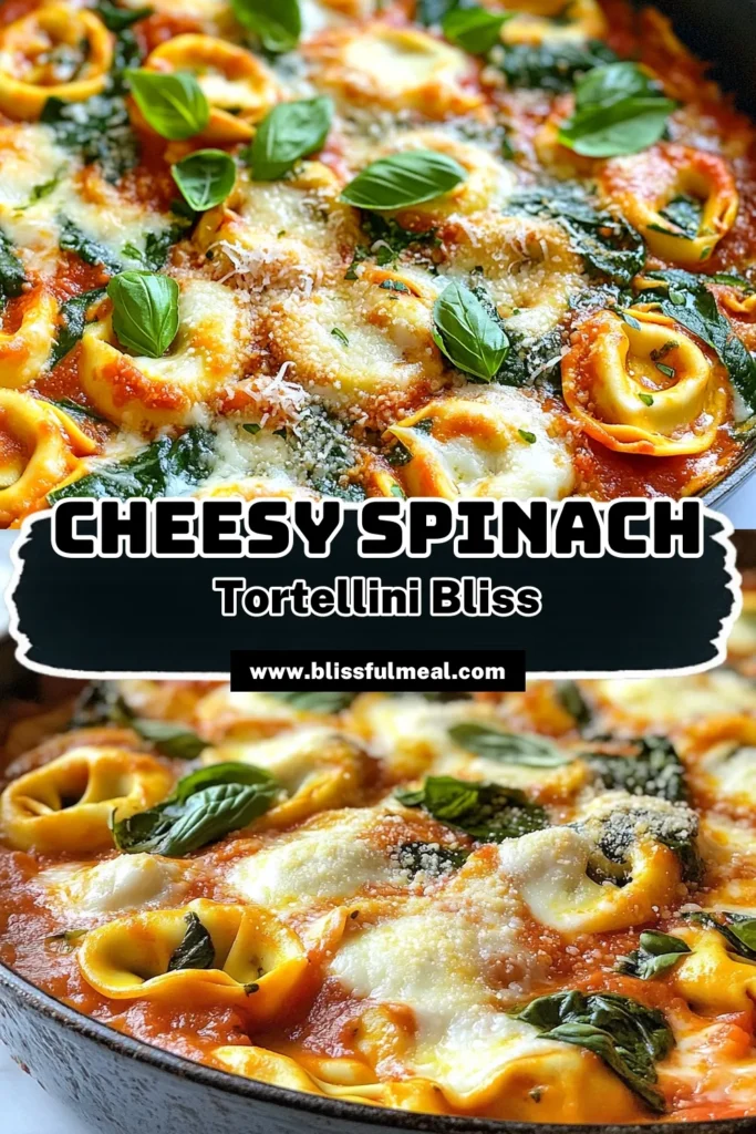 Indulge in this cheesy spinach stuffed tortellini skillet dish that’s both easy to make and packed with flavor! This stuffed tortellini recipe combines cheese-filled tortellini with creamy ricotta and fresh spinach for a delicious meal. Perfect for busy weeknights, this easy cheese tortellini skillet meal will impress your family and friends. Save this recipe and add it to your dinner rotation today! #CheesySpinachTortellini #StuffedTortelliniRecipe #SkilletTortelliniDish #EasyCheeseTortellini