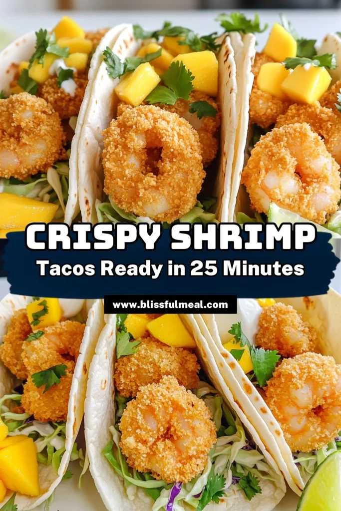 Savor the flavors of summer with these Crispy Air Fryer Shrimp Tacos! Perfectly seasoned shrimp are coated in crunchy panko and cooked to golden perfection, making this a quick and delicious meal. Assemble them with fresh cabbage, juicy mango, and a squeeze of lime for an unforgettable taste. Ready to impress at your next gathering? Click to discover this easy recipe and enjoy your taco night! #AirFryerRecipes #ShrimpTacos #EasyDinners #TacoTuesday