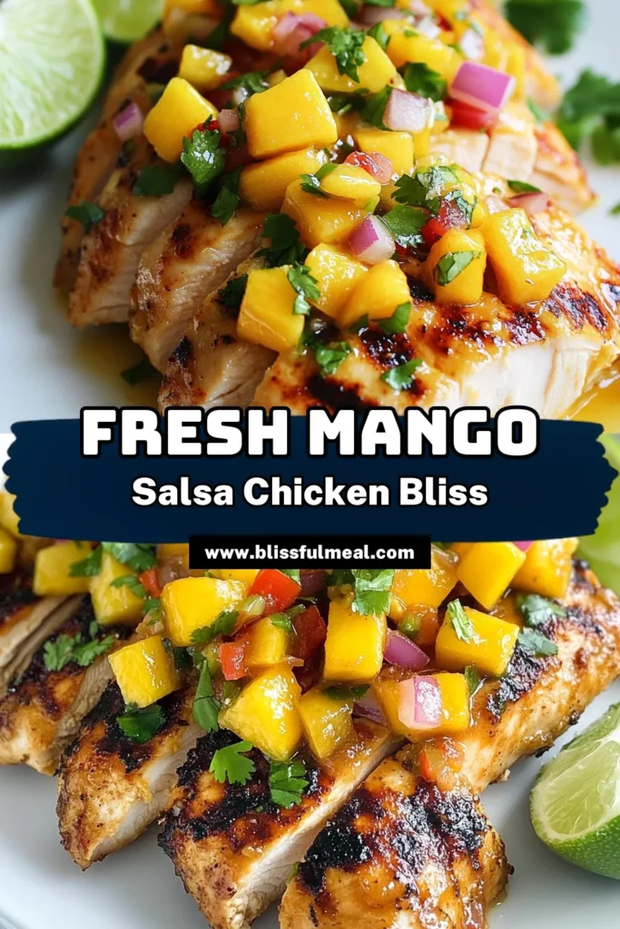 Discover the vibrant flavors of Mango Salsa Chicken, a delightful twist on your typical chicken dish! This easy mango chicken recipe features succulent chicken with mango salsa, made from fresh ingredients for a quick chicken dinner recipe. Perfect for busy nights, this dish is not only simple to prepare but bursts with fresh flavors. Try it today and bring a taste of the tropics to your dinner table! Save this recipe! #MangoSalsaChicken #EasyMangoChickenRecipe #QuickDinner #FreshMangoSalsa