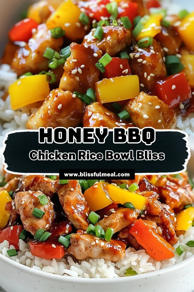 Looking for a delicious, easy BBQ chicken dinner? Try this Honey BBQ chicken recipe with tender honey glazed chicken thighs and fluffy jasmine rice. This skillet chicken and rice dish combines savory marinated chicken with vibrant bell peppers for a flavorful meal. Perfect for weeknight dinners! Click to save and get cooking now! #HoneyBBQChicken #SkilletChickenAndRice #EasyDinner #JasmineRiceChickenDish