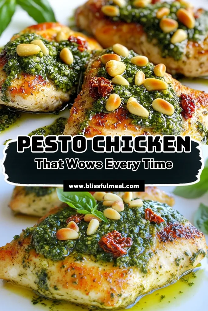 Discover the irresistible flavors of Sun-Dried Tomato Pesto Chicken, a perfect blend of juicy chicken breast and a delicious easy pesto recipe. This healthy chicken dinner is an ideal Italian chicken dish for any night of the week. With just a few simple ingredients, this recipe transforms your chicken breasts into a flavorful meal in under an hour. Try it tonight! Save this recipe and enjoy cooking! #SunDriedTomatoPestoChicken #HealthyDinner #EasyPestoRecipe #ItalianRecipes