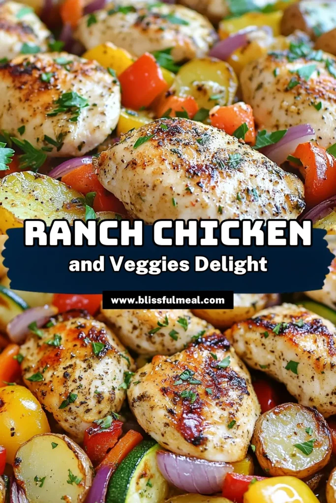 Looking for an easy weeknight meal? Try this delicious Ranch chicken recipe featuring juicy chicken breasts paired with oven roasted veggies for a healthy chicken dinner. With just one pan, you’ll create a flavorful one pan chicken dish that the whole family will love. Quick to prep and packed with taste, this sheet pan meal is a must-save! Click for the full recipe! #RanchChicken #HealthyDinner #SheetPanMeals #EasyRecipes