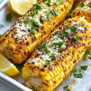 - 4 fresh ears of corn, husked and cleaned - 1/2 cup unsalted butter, melted - 4 cloves garlic, minced - 1/2 cup finely grated Parmesan cheese - 2 tablespoons fresh flat-leaf parsley, finely chopped - 1 teaspoon smoked paprika - Salt and freshly ground black pepper, to taste - Lemon wedges, for serving I love using fresh corn for this recipe. The sweetness of fresh corn shines when grilled. You want to husk and clean your corn well. This way, you get rid of all the silk and dirt. Unsalted butter is the base for my garlic butter. It allows me to control the saltiness of the dish. I melt the butter, and it combines well with the garlic. Mince the garlic finely. This step ensures that the garlic flavor spreads evenly. Parmesan cheese adds a rich taste. I recommend finely grating it so it sticks well to the corn. Fresh parsley gives color and a fresh taste. Smoked paprika adds warmth and a slight kick. You can adjust the salt and pepper to your liking. Lastly, lemon wedges add a zesty touch when you squeeze them over the corn. This simple list of ingredients creates a delightful dish that everyone will enjoy. {{ingredient_image_2}} Start by preheating your grill to medium-high. This step is key for great flavor. A hot grill gives the corn those nice char marks. It also cooks the corn evenly. To check, hold your hand above the grill. If you can&rsquo;t keep it there for more than 3 seconds, it's hot enough. In a small bowl, mix melted butter, minced garlic, smoked paprika, salt, and pepper. Stir well until all the flavors blend together. This garlic butter is the heart of the dish. It makes the corn taste rich and savory. Add more garlic if you love that flavor. Take each ear of corn and brush it with the garlic butter. Make sure to coat all sides. This step ensures every bite is full of flavor. Then, wrap each ear tightly in aluminum foil. This keeps the steam inside, helping the corn cook perfectly. Place the wrapped corn on the hot grill. Cook for about 15-20 minutes. Turn the corn every few minutes to avoid burning. You&rsquo;ll know it&rsquo;s done when it smells amazing and feels tender. Be careful when unwrapping; hot steam will escape! Once the corn is off the grill, brush on extra garlic butter. This adds another layer of flavor. Sprinkle the grated Parmesan cheese on top while it&rsquo;s warm. Finally, sprinkle fresh parsley for color. Serve with lemon wedges for a zesty touch. Enjoy your delightful corn on the cob! For great flavor, consider using herbed butter instead of garlic butter. You can mix in rosemary or thyme for a fresh twist. If you want a spicy kick, add some crushed red pepper flakes. For cheese, Parmesan shines here, but you can try feta or crumbled goat cheese. These cheeses bring a unique taste to your corn. Each option adds its own special flavor while keeping the dish delicious. Managing your grill heat is key. Start with a medium-high heat, but adjust as needed. Too hot can burn your corn. Keep an eye on it and turn the corn every few minutes. This helps it cook evenly without charring. To avoid burning, wrap the corn well in foil. This traps steam and keeps the corn moist. If you notice any areas getting too brown, move them to a cooler part of the grill. This corn pairs well with grilled meats like chicken or steak. The smoky flavors of the grill complement each other perfectly. You can also serve it alongside a fresh salad for a light meal. For a fun twist, serve the corn on a platter with toppings. Let guests sprinkle on extra cheese or herbs. You could even set out flavored butters for them to try. This adds a fun, interactive element to your meal. Pro Tips Use Fresh Corn: Fresh corn on the cob will give you the sweetest flavor. Look for bright green husks and plump kernels for the best results. Customize Your Garlic Butter: Feel free to experiment with different herbs and spices in your garlic butter. Adding a bit of crushed red pepper can give it a nice kick! Grill Timing: Keep an eye on the corn while grilling. Cooking times may vary based on the size of the corn and the heat of your grill, so check for tenderness. Serve with Flavor: Besides lemon wedges, consider serving with lime or even a sprinkle of chili powder for an extra layer of flavor that complements the corn beautifully. {{image_4}} To spice up your garlic butter Parmesan corn, try using different spices. You can swap smoked paprika for regular paprika or even chili powder. Chili powder adds a nice kick. Just start small, then add more if you like heat. You can also mix in herbs like oregano or thyme for added flavor. Each spice offers a unique twist that keeps your corn exciting. If grilling isn&rsquo;t an option, you can bake or boil your corn. For baking, preheat your oven to 400&deg;F (200&deg;C). Brush the corn with the garlic butter mixture, wrap it in foil, and bake for about 25 minutes. Boiling is another quick way. Simply bring water to a boil, add the corn, and cook for 5-7 minutes. Both methods keep the corn juicy and tasty. Seasonal herbs can take your corn to the next level. In spring, try adding fresh basil or chives. In summer, dill or cilantro work wonders. You can also use sweet corn when it&rsquo;s in season for extra sweetness. This corn pairs well with fresh veggies from your garden, making it a perfect seasonal dish. Explore these variations to find your favorite! To keep your Garlic Butter Parmesan Corn on the Cob fresh, follow these steps: - Refrigeration: After serving, let the corn cool for a bit. Wrap it tightly in plastic wrap or foil. Store it in an airtight container in your fridge. - Shelf Life: It will stay good for up to 3 days. Make sure to eat it within this time for the best flavor. When it comes to reheating, you have two good options: - Microwave: Place the corn on a plate. Cover it with a damp paper towel. Heat it for about 1-2 minutes. Check to see if it's hot all the way through. - Grill: If you want that grilled taste again, wrap the corn in foil. Heat it on the grill for about 5-10 minutes. This keeps the flavor intact. Tips for Maintaining Flavor: - Add a little extra garlic butter when reheating. - Squeeze some fresh lemon juice on top to brighten the taste. Enjoy your delicious corn! You will know the corn is done when it is tender. The kernels should be bright yellow and juicy. A good sign is when the corn starts to smell sweet while cooking. This usually takes about 15-20 minutes on the grill. You can also poke a kernel with a fork to check for softness. Yes, you can use frozen corn, but fresh corn tastes best. Fresh corn has a crisp texture and sweeter flavor. Frozen corn is convenient and still tasty. If you use frozen, make sure to thaw it first for even cooking. If you want a dairy-free option, try nutritional yeast. It gives a cheesy flavor without dairy. You can also use vegan cheese or a mix of breadcrumbs and herbs. These options keep your dish tasty while meeting dietary needs. To add heat, sprinkle cayenne pepper or red pepper flakes over the corn. You can also mix some hot sauce into the garlic butter. For a smoky kick, try adding chipotle powder. Adjust the spice level to your liking for the perfect kick. Yes, this recipe is great for meal prep. You can grill the corn ahead of time and store it in the fridge. Just reheat it on the grill or in the oven when ready to eat. Brush on fresh garlic butter and sprinkle cheese right before serving for best flavor. We explored a delicious corn grilling recipe today. You learned the best ingredients, grilling techniques, and tips for flavor. Remember to preheat your grill for even cooking and to use fresh spices for extra flair. Whether you choose garlic butter or a spicy twist, the options are endless. Store any leftovers properly to enjoy later. This recipe not only impresses but also allows room for your creativity. Grab those fresh ingredients and fire up your grill!