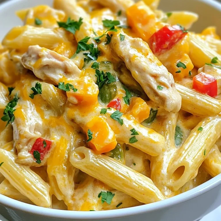 - 1 tablespoon olive oil - 1 onion, finely diced - 3 cloves garlic, minced - 1 red bell pepper, finely diced - 1 green bell pepper, finely diced - 1 pound chicken breast, cut into bite-sized pieces - 2 tablespoons Cajun seasoning - 1 teaspoon smoked paprika - 3 cups chicken broth - 12 ounces penne pasta - 1 cup heavy cream - 1 cup shredded cheddar cheese - Salt and freshly ground black pepper to taste - Fresh parsley, chopped (for garnish) To make the Instant Pot creamy Cajun pasta, you need these ingredients. Each one adds flavor and texture. The olive oil helps sauté the veggies and chicken. The onion and garlic build a strong base for the dish. The colorful bell peppers add crunch and sweetness. For the protein, chicken breast works best. Cajun seasoning and smoked paprika give the dish its bold flavor. Chicken broth helps cook the pasta perfectly. Penne pasta is ideal because it holds the sauce well. Heavy cream and cheddar cheese make the dish creamy and rich. Finally, salt and black pepper enhance all the flavors. Fresh parsley adds a nice touch and color. If you want to swap ingredients, here are some ideas. Use vegetable broth instead of chicken broth for a lighter flavor. You can replace chicken with shrimp or tofu for a different protein option. If you need a dairy-free version, try coconut cream and a dairy-free cheese. For the best taste, I recommend using high-quality olive oil, like California Olive Ranch. For Cajun seasoning, look for brands like Tony Chachere’s or Slap Ya Mama. These brands pack a punch and enhance the dish’s flavor. {{ingredient_image_2}} Start by setting your Instant Pot to Sauté mode. Add one tablespoon of olive oil. Toss in one finely diced onion. Sauté for about 2-3 minutes. The onion should get soft and clear. Next, add three minced garlic cloves. Cook for one more minute. The garlic will smell great. Now, add one pound of diced chicken breast to the pot. Sprinkle in two tablespoons of Cajun seasoning and one teaspoon of smoked paprika. Stir everything well. Cook for about 5-7 minutes. The chicken should turn brown on all sides. Once the chicken is ready, add one diced red bell pepper and one diced green bell pepper. Pour in three cups of chicken broth. Mix it all together so everything is combined well. Now, add 12 ounces of penne pasta. Make sure the pasta is fully covered by the broth. Secure the lid on the Instant Pot. Set the valve to sealing. Choose the Manual or Pressure Cook function. Set the time for 5 minutes. When the timer goes off, do a quick release of pressure. Carefully move the valve to venting. Step back as steam escapes. It can be hot. After all the pressure is released, open the lid. Stir in one cup of heavy cream and one cup of shredded cheddar cheese. Mix until it all blends together and is creamy. Taste the pasta. Add salt and ground black pepper if needed. To cook pasta perfectly in the Instant Pot, follow these steps: 1. Use Enough Liquid: Always use enough broth. I recommend three cups for 12 ounces of penne pasta. 2. Submerge the Pasta: Ensure the pasta is fully covered by the broth to cook evenly. 3. Pressure Cooking Time: Set the timer for 5 minutes. The pasta cooks fast in the Instant Pot. 4. Quick Release: After cooking, do a quick release. This helps prevent overcooking. Cooking pasta in the Instant Pot is quick and easy. You can achieve a great texture with just a few simple steps. Storing leftovers is simple and helps save time later. Here’s how: - Cool Before Storing: Let the pasta cool to room temperature. - Use Airtight Containers: Place the pasta in airtight containers to keep it fresh. - Refrigerate: Store in the fridge for up to three days. If you want to keep it longer, you can freeze it. Just make sure to use freezer-safe containers. Avoid these common mistakes for the best results: - Not Enough Liquid: Always use the right amount of chicken broth. Too little will cause burning. - Skipping the Quick Release: Don’t skip the quick release. It prevents mushy pasta. - Overcooking Chicken: Watch the chicken closely. Cook until it’s just done. By steering clear of these mistakes, you’ll enjoy a creamy, flavorful Cajun pasta every time. Pro Tips Adjust the Spice Level: If you prefer a milder dish, reduce the amount of Cajun seasoning or use a mild version. You can always add more spice later if desired. Use Fresh Ingredients: For the best flavor, opt for fresh bell peppers and garlic. Fresh ingredients can enhance the overall taste of the dish. Let It Rest: After cooking, let the pasta sit for a few minutes before serving. This allows the sauce to thicken and the flavors to meld beautifully. Experiment with Proteins: Feel free to switch out the chicken for shrimp or sausage. Just adjust the cooking times accordingly for different proteins. {{image_4}} You can make this dish vegetarian by swapping the chicken for veggies. Use mushrooms, zucchini, or eggplant. These veggies add great flavor and texture. You can also use canned chickpeas or lentils for protein. They will give the dish a hearty feel. Just sauté the veggies until soft, then follow the same steps in the recipe. If you like spice, add more Cajun seasoning. A pinch of cayenne pepper can boost the heat. You can also toss in sliced jalapeños before cooking. This gives the dish a nice kick. Adjust the spice level based on your taste. Enjoy the warmth and flavor they bring to your meal. Cheddar is tasty, but feel free to try other cheeses. Cream cheese can add a rich creaminess. Parmesan gives a salty twist and pairs well with Cajun flavors. You can also use pepper jack for a spicy cheesy bite. Mix and match your favorites to find the perfect blend for your creamy pasta. After you enjoy your meal, store leftovers in a sealed container. Let it cool before sealing. This helps keep flavors fresh. You can keep it in the fridge for about 3 to 5 days. Make sure to label your container with the date. This way, you can enjoy it later. To reheat your creamy Cajun pasta, use a microwave or stovetop. If using a microwave, place it in a bowl and cover it with a damp paper towel. Heat in short bursts, stirring often. This prevents it from drying out. If you use the stovetop, add a splash of chicken broth or cream. Stir gently over low heat until warm. This keeps the dish creamy and tasty. You can freeze creamy Cajun pasta for later meals. Place it in a freezer-safe container. Leave some space at the top for expansion. It can last for about 2 to 3 months in the freezer. When you're ready to eat, thaw it in the fridge overnight. Reheat as mentioned above for the best taste and texture. Yes, you can use other pasta shapes. Try fusilli, farfalle, or even spaghetti. Just keep in mind that cooking times may change. For example, thin pasta cooks faster than penne. Always check the package for cooking times. Adjust the liquid if needed. More pasta requires more broth for the right texture. To make this dish dairy-free, swap heavy cream for coconut milk or almond milk. Use dairy-free cheese for a creamy finish. Nutritional yeast can add a cheesy flavor as well. Make sure to check the labels for hidden dairy ingredients. This way, you keep the dish rich and tasty without dairy. Cajun pasta pairs well with a fresh salad. A side of garlic bread complements the flavors too. You might also enjoy steamed veggies or a simple coleslaw. These sides balance the creamy pasta and add freshness to your meal. Feel free to mix and match to suit your taste. This blog post shared how to make creamy Cajun pasta in the Instant Pot. We covered each ingredient, including tasty substitutions for different diets. You learned vital cooking steps and tips to avoid common mistakes. Variations offer options like vegetarian and spicy mixes. Lastly, we explored storage tips to keep your meals fresh. Enjoy making this dish and feel free to add your twist. Happy cooking!