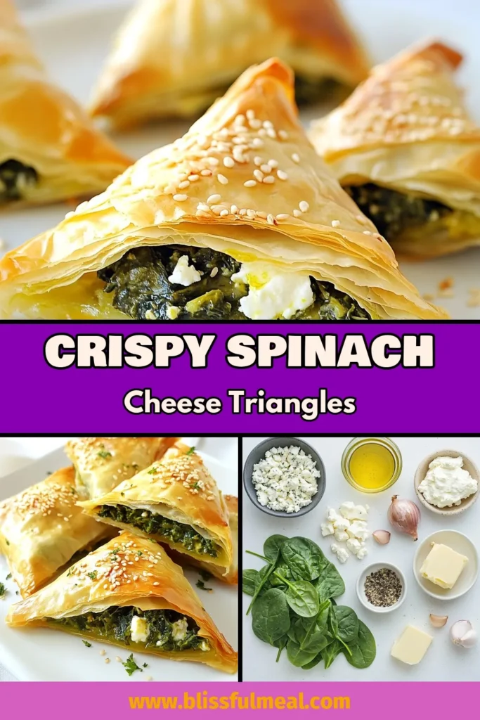 Savor the deliciousness of this Greek spanakopita recipe with homemade spinach feta triangles! These phyllo pastry appetizers are perfect for gatherings or a cozy night in. Learn how to make easy Greek appetizers with fresh spinach, creamy cheeses, and crispy phyllo. Perfectly golden and flaky, they're a must-try for fans of Mediterranean cuisine. Save this recipe for perfect spanakopita triangles! #Spanakopita #GreekAppetizers #PhylloDough #ComfortFood