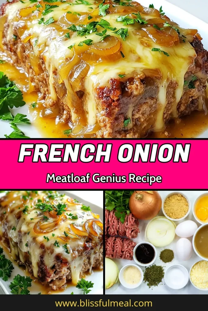 Looking for a comforting and delicious meal? Try this savory French onion meatloaf recipe! Combining ground beef and turkey with caramelized onions and smothered in melted Gruyère cheese, it's a delightful twist on a classic dish. Perfect for family dinners, this ground beef and turkey meatloaf is sure to impress. Click for the full recipe and elevate your dinner game! #FrenchOnionMeatloaf #SavoryMeatloafRecipe #GruyèreCheeseMeatloaf #ComfortFood