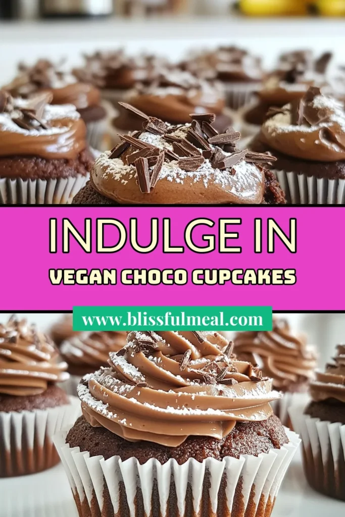 Indulge in these vegan chocolate cupcakes, a perfect dairy-free dessert recipe for any occasion! Enjoy the rich flavor of eggless chocolate cupcakes made with wholesome ingredients, showcasing healthy vegan baking at its finest. This simple plant-based cupcake recipe is easy to make and sure to impress. Try it today and satisfy your sweet tooth guilt-free! Save this recipe for a delicious treat! #VeganDesserts #HealthyBaking #CupcakeRecipe #DairyFreeDelights