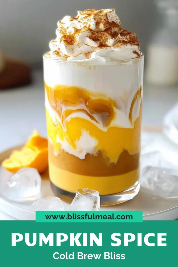 Savor the flavors of fall with this delicious Pumpkin Cream Cold Brew, a dreamy take on pumpkin spice cold brew. This cold brew coffee recipe combines velvety pumpkin puree and maple syrup for a creamy pumpkin coffee treat you'll love. Perfect as a pumpkin latte cold brew option for cozy evenings! Try this easy fall drink recipe and indulge in autumn bliss. Save this recipe for your next coffee craving! #PumpkinSpice #ColdBrew #CoffeeLovers #FallDrinks