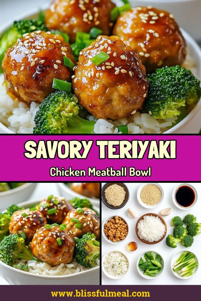 Savor the flavors of Teriyaki Chicken Meatball Bowls, a fantastic easy teriyaki recipe perfect for a healthy chicken dinner! These juicy chicken meatballs are baked to perfection and served over a fluffy jasmine rice bowl. Packed with nutrients from steamed broccoli, this recipe is a family favorite. Ready to elevate your weeknight meals? Try this delicious chicken meatball bowl recipe today! #TeriyakiChickenMeatballs #EasyDinner #HealthyEating #JasmineRiceBowls