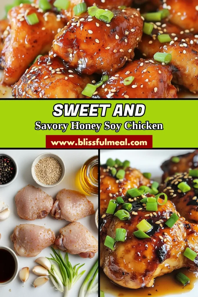 Discover the irresistible Sticky Honey Soy Chicken, an easy chicken thigh recipe that’s sure to impress! This marinated chicken oven bake is perfect for quick dinner ideas and brings authentic Asian flavors to your table. With simple ingredients and hassle-free preparation, you’ll enjoy a delicious meal in under an hour. Don’t forget to save this recipe for your next family dinner! #StickyHoneySoyChicken #EasyChickenThighRecipe #QuickDinnerIdeas #AsianChickenRecipes