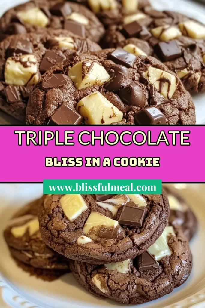Indulge in the ultimate treat with these triple chocolate brownie cookies! This chewy brownie cookies recipe combines rich chocolate flavors and an easy cookie recipe to satisfy your sweet cravings. Perfect as a chocolate chip cookie dessert, these homemade brownie cookies are a hit for any occasion. Bake a batch today and enjoy the gooey goodness! Don't forget to save this recipe for later! #TripleChocolateBrownieCookies #HomemadeCookies #DessertLovers #BakingJoy