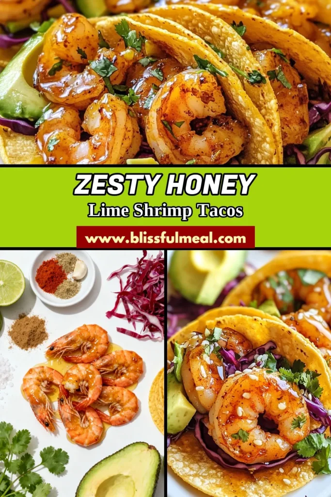Discover the perfect dish with these Honey Lime Shrimp Tacos! This easy shrimp taco recipe combines tender shrimp marinated in a zesty honey lime sauce, served in soft corn tortillas. Packed with flavor and freshness, these healthy taco recipes are a must-try for taco night. Elevate your culinary game and impress your family with this delightful meal. Click to save this simple and delicious recipe now! #ShrimpTacoRecipe #EasyShrimpTacos #HealthyTacoRecipes #LimeShrimpTacos