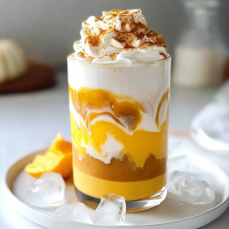 - 1 cup cold brew coffee - 1/2 cup milk of your choice - 1/4 cup pumpkin puree - 2 tablespoons maple syrup - 1/2 teaspoon pumpkin pie spice - Whipped cream (optional) - Ice cubes To make the Pumpkin Cream Cold Brew, gather all your ingredients. Cold brew coffee is key. It gives a smooth and rich flavor. You can choose any milk you like. Almond, oat, or dairy milk all work well. Pumpkin puree is next. You can use canned or fresh, depending on what you have. Maple syrup adds sweetness. Adjust it to suit your taste. The pumpkin pie spice brings warmth and depth to the drink. Whipped cream is optional but highly recommended. It adds a nice touch on top. Don't forget the ice cubes; they keep your drink cold and refreshing. With all these ingredients ready, you're set to create a delicious seasonal treat! {{ingredient_image_2}} - In a medium bowl, combine 1/4 cup pumpkin puree, 2 tablespoons maple syrup, and 1/2 teaspoon pumpkin pie spice. - Use a whisk or spoon to mix until smooth and free of lumps. This pumpkin mixture brings rich flavor to your drink. Make sure it is well-blended to avoid any clumps. You want a creamy texture for the best taste. - Fill a tall glass with ice cubes. - Pour in 1 cup of cold brew coffee over the ice. The ice keeps your drink cold and refreshing. Cold brew coffee adds a smooth taste that pairs well with pumpkin flavors. - Stir in 1/2 cup milk of your choice into the glass. - Incorporate the pumpkin mixture and blend thoroughly. Mix well to combine all flavors. Taste your drink and adjust sweetness with more maple syrup if needed. Enjoy the creamy, spiced goodness! To get the best cold brew flavor, use coarsely ground coffee. This helps the coffee steep well. Let the coffee steep in cold water for 12 to 24 hours. A longer steep gives a bolder flavor. You can adjust sweetness levels with maple syrup. Start with two tablespoons. Taste it and add more if you want it sweeter. Maple syrup adds a nice flavor and natural sweetness. For a great look, use a tall glass. The layers of your drink will show beautifully. You can add a straw for sipping. This drink is best on a warm fall day. Enjoy it as an afternoon treat or a morning pick-me-up. The flavors of pumpkin and spice make it a cozy choice anytime. Pro Tips Use Fresh Pumpkin: For an even richer flavor, consider using fresh pumpkin puree instead of canned. Roast and blend your pumpkin for a vibrant taste. Adjust Sweetness: Everyone has different preferences for sweetness. Start with the recommended amount of maple syrup and adjust to your liking! Experiment with Milk: Try different types of milk such as coconut or cashew for unique flavors and creaminess that can complement the pumpkin spice. Chill Your Glass: For an extra refreshing drink, chill your glass in the freezer for a few minutes before assembling your cold brew. {{image_4}} You can use different types of milk in your drink. Dairy milk gives a rich, creamy taste. Non-dairy options like almond or oat milk are lighter. Each choice adds a unique flavor. Almond milk adds a nutty taste, while oat milk gives a smooth, sweet finish. If you want a thicker drink, try using whole milk. For a lighter option, go for skim or non-dairy milk. You can swap maple syrup for honey or agave syrup. Each sweetener changes the flavor. Honey adds a floral note, while agave syrup is mild and light. Adjust the sweetness according to your taste. Start with a little and add more if you want it sweeter. You can also change the spice levels. If you love a strong flavor, add more pumpkin pie spice. For a milder taste, use less. Feel free to make this drink your own! To keep your pumpkin puree fresh, store it in an airtight container. Place it in the fridge for up to one week. You can also freeze pumpkin puree in ice cube trays. This way, you can use it later without waste. For cold brew coffee, store it in a sealed jar or bottle. It stays good for about a week in the fridge. Just remember, the longer it sits, the more bitter it can taste. You can prep your ingredients ahead of time. Mix the pumpkin puree with maple syrup and pumpkin pie spice a day before. Store it in the fridge. This saves time when you're ready to make your drink. You can also brew your cold brew coffee in advance. Just pour it into a jar and chill it. Having these ingredients ready makes your drink quick to assemble. This way, you can enjoy your Pumpkin Cream Cold Brew anytime! Cold brew coffee is made by steeping coffee grounds in cold water. This method takes about 12 to 24 hours. The cold brew has a smooth, less acidic taste than hot brewed coffee. Traditional brewing uses hot water and is quick, usually taking only a few minutes. Cold brew needs patience but rewards you with a rich flavor. You can easily make this drink dairy-free by choosing plant-based milk. Almond milk, oat milk, or coconut milk work well. Replace the dairy milk in the recipe with your preferred option. This change keeps the drink creamy while making it vegan-friendly. Just ensure that your milk choice complements the pumpkin flavor. Yes, you can make a larger batch! Simply multiply the ingredients by the number of servings you want. For example, for four servings, use 4 cups of cold brew, 2 cups of milk, and 1 cup of pumpkin puree. Mix in a large pitcher. This way, you can enjoy this tasty drink with friends or family without extra effort. In this post, I covered how to create a tasty pumpkin cold brew. We explored the ingredients you'll need, like cold brew coffee and pumpkin puree. I shared easy steps for mixing and assembling your drink, plus tips to enhance flavor. With plenty of variations, you can customize your drink to suit your taste. Remember to store any leftovers properly for future enjoyment. Enjoy this seasonal treat any time of year!