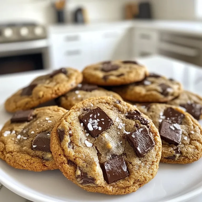 To make the best espresso chocolate chip cookies, you need these key ingredients: - 1 cup unsalted butter - 3/4 cup packed brown sugar - 3/4 cup granulated sugar - 2 large eggs - 2 teaspoons pure vanilla extract - 2 1/4 cups all-purpose flour - 1 teaspoon baking soda - 1/2 teaspoon fine sea salt - 1 tablespoon instant espresso powder - 1 cup semi-sweet chocolate chips - 1/2 cup dark chocolate chunks - Flaky sea salt for finishing Each ingredient plays a role in flavor and texture. The unsalted butter gives a rich base. The brown sugar adds moisture and a deep flavor. Granulated sugar helps the cookies spread and brown nicely. Eggs bind everything together and add lift. Vanilla brings warmth and sweetness, while flour gives structure. Baking soda helps the cookies rise, making them soft. The fine sea salt enhances all the flavors. Instant espresso powder adds a coffee kick, making the cookies unique. Semi-sweet chocolate chips provide sweetness, and dark chocolate chunks add depth. Finally, the flaky sea salt on top balances the sweetness and brings out the chocolate. With these ingredients, you’ll create cookies that are not just tasty but also beautifully textured. {{ingredient_image_2}} First, preheat your oven to 350°F (175°C). This step is key for even baking. Line your baking sheet with parchment paper. This keeps the cookies from sticking and makes clean-up a breeze. In a large bowl, add the softened unsalted butter, brown sugar, and granulated sugar. Use an electric mixer on medium speed. Mix until the mixture becomes light and fluffy, which takes about 3 to 5 minutes. This step adds air, making your cookies soft and chewy. Next, add the two large eggs one at a time. Mix well after each egg to ensure they blend fully. Stir in 2 teaspoons of pure vanilla extract. This adds a lovely aroma and flavor to your cookies. In a separate bowl, whisk together 2 1/4 cups of all-purpose flour, 1 teaspoon of baking soda, 1/2 teaspoon of fine sea salt, and 1 tablespoon of instant espresso powder. Whisking helps avoid clumps and ensures even distribution of the espresso flavor. Gradually mix the dry ingredients into the wet mixture. Use low speed on your mixer just until combined. Don't overmix! A few streaks of flour are fine. This keeps your cookies tender and light. Now, gently fold in 1 cup of semi-sweet chocolate chips and 1/2 cup of dark chocolate chunks. Use a spatula for this step. Make sure the chocolate is evenly spread throughout the dough for rich flavor in every bite. Using a tablespoon or cookie scoop, portion the dough into balls. Place them on the prepared baking sheet, spacing them about 2 inches apart. This helps them spread evenly while baking. Sprinkle a small pinch of flaky sea salt on each dough ball before baking. It enhances the sweetness and chocolate flavor. Bake in your preheated oven for 10 to 12 minutes. Look for lightly golden edges and slightly soft centers. Once baked, remove the cookies and cool them on the baking sheet for about 5 minutes. This helps improve their texture. Then, transfer them to a wire rack to cool completely. Serve them on a decorative plate with a sprinkle of flaky sea salt on top. Enjoy with a cup of coffee or espresso for a perfect match! To bring out the best espresso taste, use high-quality instant espresso powder. I like to add a full tablespoon for a bold flavor. If you want a milder taste, start with a teaspoon and adjust to your liking. Mixing the espresso powder with dry ingredients helps it dissolve better. This also ensures every bite has a rich coffee kick. For soft and chewy cookies, do not overmix the dough. Once you add the dry ingredients, mix just until combined. Overmixing makes cookies tough. Another tip is to bake them until the edges are golden but the centers look soft. They will firm up as they cool. This gives you a perfect balance of texture—crispy on the outside and gooey on the inside. Store your cookies in an airtight container. This keeps them soft and fresh for days. If you want to keep them longer, freeze them. Wrap each cookie in plastic wrap and place them in a freezer bag. You can enjoy fresh cookies anytime by thawing them at room temperature. Serve these cookies warm with a glass of milk or a cup of coffee. The warmth enhances the chocolate and espresso flavors. You can also pair them with vanilla ice cream for a delightful treat. For a fancy touch, sprinkle a little extra flaky sea salt on top before serving. This adds a nice contrast to the sweet chocolate. Pro Tips Chill the Dough: For even better flavor and texture, chill the cookie dough for at least 30 minutes before baking. This allows the flavors to meld and results in a chewier cookie. Use Quality Chocolate: Opt for high-quality chocolate chips and chunks to elevate the taste of your cookies. The better the chocolate, the more delicious your cookies will be! Measure Flour Accurately: To prevent overly dry cookies, spoon and level the flour instead of scooping directly from the bag. This helps ensure the right amount of flour is used. Experiment with Espresso: Adjust the amount of instant espresso powder to suit your taste. For a stronger coffee flavor, feel free to add an extra teaspoon! {{image_4}} You can add nuts to your cookies for a tasty twist. Chopped walnuts or pecans work great. They add crunch and flavor. Just fold in 1 cup of your choice when you mix in the chocolate. The nuts bring a nice balance to the rich chocolate and espresso. It’s a fun way to switch up the texture and taste of your cookies. If you need a gluten-free option, don’t worry! You can easily switch the flour. Use a gluten-free all-purpose flour blend instead. Make sure it has xanthan gum for the best results. This swap keeps the cookies soft and chewy without gluten. You won’t miss the regular flour at all. Just follow the same steps in the recipe, and you’ll have delicious cookies. Want to make these cookies vegan? It’s simple! Replace the butter with coconut oil or vegan butter. For the eggs, use flax eggs. Mix 1 tablespoon of flaxseed meal with 2.5 tablespoons of water. Let it sit for 5 minutes to thicken. This substitution works well and keeps the cookies moist. With these changes, you’ll enjoy a tasty treat that fits your diet. To keep your espresso chocolate chip cookies fresh, store them in an airtight container. This keeps moisture out and helps maintain their soft texture. Place parchment paper between layers of cookies to prevent sticking. Keep your cookies at room temperature for about a week. If you want them to last longer, consider freezing. Freezing unbaked cookie dough is easy and great for later baking. After you mix the dough, scoop it into balls. Place the balls on a baking sheet and freeze until firm. Once frozen, transfer the dough balls to a freezer bag. This way, you can bake fresh cookies anytime. Just remember to add a couple of extra minutes to the baking time when you bake directly from the freezer. To reheat your cookies, preheat your oven to 350°F (175°C). Place the cookies on a baking sheet and warm them for 5-7 minutes. This brings back their soft texture and melts the chocolate slightly. You can also use a microwave for quick reheating, but do it in short bursts to avoid drying them out. Enjoy your cookies warm for the best flavor! To change the espresso strength, you can add more or less espresso powder. If you want a stronger flavor, try adding 1.5 tablespoons instead of 1. This makes the cookies richer. If you prefer a milder taste, use only 1/2 tablespoon. Adjusting the sugar can also help balance the flavor. Yes, you can swap some ingredients to fit dietary needs. For dairy-free cookies, use vegan butter. Substitute eggs with flaxseed meal or applesauce. If you have a gluten allergy, use a gluten-free flour blend. Always check labels to ensure safety. These cookies pair well with coffee or milk. You might enjoy them with a scoop of vanilla ice cream. Try serving them warm for a cozy treat. A glass of cold milk complements their sweetness nicely. To make chewy cookies, bake them for a shorter time. Aim for 10 minutes so they stay soft inside. For crunchier cookies, let them bake a little longer, around 12 minutes. Using more brown sugar can also help create that chewy texture. This blog post guides you through making delicious espresso chocolate chip cookies. We covered the key ingredients, clear steps, and helpful tips for perfect cookies. I shared ways to store and enjoy them, plus fun variations. You can customize these cookies to suit your taste. Whether you prefer them chewy or crunchy, this recipe fits all. I hope you try this fun baking adventure. You’ll enjoy every bite!