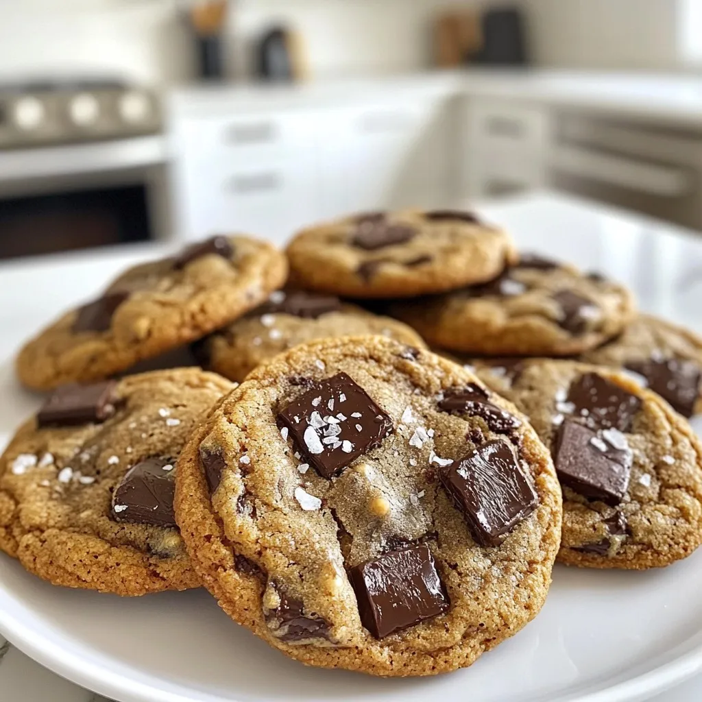 To make the best espresso chocolate chip cookies, you need these key ingredients: - 1 cup unsalted butter - 3/4 cup packed brown sugar - 3/4 cup granulated sugar - 2 large eggs - 2 teaspoons pure vanilla extract - 2 1/4 cups all-purpose flour - 1 teaspoon baking soda - 1/2 teaspoon fine sea salt - 1 tablespoon instant espresso powder - 1 cup semi-sweet chocolate chips - 1/2 cup dark chocolate chunks - Flaky sea salt for finishing Each ingredient plays a role in flavor and texture. The unsalted butter gives a rich base. The brown sugar adds moisture and a deep flavor. Granulated sugar helps the cookies spread and brown nicely. Eggs bind everything together and add lift. Vanilla brings warmth and sweetness, while flour gives structure. Baking soda helps the cookies rise, making them soft. The fine sea salt enhances all the flavors. Instant espresso powder adds a coffee kick, making the cookies unique. Semi-sweet chocolate chips provide sweetness, and dark chocolate chunks add depth. Finally, the flaky sea salt on top balances the sweetness and brings out the chocolate. With these ingredients, you’ll create cookies that are not just tasty but also beautifully textured. {{ingredient_image_2}} First, preheat your oven to 350°F (175°C). This step is key for even baking. Line your baking sheet with parchment paper. This keeps the cookies from sticking and makes clean-up a breeze. In a large bowl, add the softened unsalted butter, brown sugar, and granulated sugar. Use an electric mixer on medium speed. Mix until the mixture becomes light and fluffy, which takes about 3 to 5 minutes. This step adds air, making your cookies soft and chewy. Next, add the two large eggs one at a time. Mix well after each egg to ensure they blend fully. Stir in 2 teaspoons of pure vanilla extract. This adds a lovely aroma and flavor to your cookies. In a separate bowl, whisk together 2 1/4 cups of all-purpose flour, 1 teaspoon of baking soda, 1/2 teaspoon of fine sea salt, and 1 tablespoon of instant espresso powder. Whisking helps avoid clumps and ensures even distribution of the espresso flavor. Gradually mix the dry ingredients into the wet mixture. Use low speed on your mixer just until combined. Don't overmix! A few streaks of flour are fine. This keeps your cookies tender and light. Now, gently fold in 1 cup of semi-sweet chocolate chips and 1/2 cup of dark chocolate chunks. Use a spatula for this step. Make sure the chocolate is evenly spread throughout the dough for rich flavor in every bite. Using a tablespoon or cookie scoop, portion the dough into balls. Place them on the prepared baking sheet, spacing them about 2 inches apart. This helps them spread evenly while baking. Sprinkle a small pinch of flaky sea salt on each dough ball before baking. It enhances the sweetness and chocolate flavor. Bake in your preheated oven for 10 to 12 minutes. Look for lightly golden edges and slightly soft centers. Once baked, remove the cookies and cool them on the baking sheet for about 5 minutes. This helps improve their texture. Then, transfer them to a wire rack to cool completely. Serve them on a decorative plate with a sprinkle of flaky sea salt on top. Enjoy with a cup of coffee or espresso for a perfect match! To bring out the best espresso taste, use high-quality instant espresso powder. I like to add a full tablespoon for a bold flavor. If you want a milder taste, start with a teaspoon and adjust to your liking. Mixing the espresso powder with dry ingredients helps it dissolve better. This also ensures every bite has a rich coffee kick. For soft and chewy cookies, do not overmix the dough. Once you add the dry ingredients, mix just until combined. Overmixing makes cookies tough. Another tip is to bake them until the edges are golden but the centers look soft. They will firm up as they cool. This gives you a perfect balance of texture—crispy on the outside and gooey on the inside. Store your cookies in an airtight container. This keeps them soft and fresh for days. If you want to keep them longer, freeze them. Wrap each cookie in plastic wrap and place them in a freezer bag. You can enjoy fresh cookies anytime by thawing them at room temperature. Serve these cookies warm with a glass of milk or a cup of coffee. The warmth enhances the chocolate and espresso flavors. You can also pair them with vanilla ice cream for a delightful treat. For a fancy touch, sprinkle a little extra flaky sea salt on top before serving. This adds a nice contrast to the sweet chocolate. Pro Tips Chill the Dough: For even better flavor and texture, chill the cookie dough for at least 30 minutes before baking. This allows the flavors to meld and results in a chewier cookie. Use Quality Chocolate: Opt for high-quality chocolate chips and chunks to elevate the taste of your cookies. The better the chocolate, the more delicious your cookies will be! Measure Flour Accurately: To prevent overly dry cookies, spoon and level the flour instead of scooping directly from the bag. This helps ensure the right amount of flour is used. Experiment with Espresso: Adjust the amount of instant espresso powder to suit your taste. For a stronger coffee flavor, feel free to add an extra teaspoon! {{image_4}} You can add nuts to your cookies for a tasty twist. Chopped walnuts or pecans work great. They add crunch and flavor. Just fold in 1 cup of your choice when you mix in the chocolate. The nuts bring a nice balance to the rich chocolate and espresso. It’s a fun way to switch up the texture and taste of your cookies. If you need a gluten-free option, don’t worry! You can easily switch the flour. Use a gluten-free all-purpose flour blend instead. Make sure it has xanthan gum for the best results. This swap keeps the cookies soft and chewy without gluten. You won’t miss the regular flour at all. Just follow the same steps in the recipe, and you’ll have delicious cookies. Want to make these cookies vegan? It’s simple! Replace the butter with coconut oil or vegan butter. For the eggs, use flax eggs. Mix 1 tablespoon of flaxseed meal with 2.5 tablespoons of water. Let it sit for 5 minutes to thicken. This substitution works well and keeps the cookies moist. With these changes, you’ll enjoy a tasty treat that fits your diet. To keep your espresso chocolate chip cookies fresh, store them in an airtight container. This keeps moisture out and helps maintain their soft texture. Place parchment paper between layers of cookies to prevent sticking. Keep your cookies at room temperature for about a week. If you want them to last longer, consider freezing. Freezing unbaked cookie dough is easy and great for later baking. After you mix the dough, scoop it into balls. Place the balls on a baking sheet and freeze until firm. Once frozen, transfer the dough balls to a freezer bag. This way, you can bake fresh cookies anytime. Just remember to add a couple of extra minutes to the baking time when you bake directly from the freezer. To reheat your cookies, preheat your oven to 350°F (175°C). Place the cookies on a baking sheet and warm them for 5-7 minutes. This brings back their soft texture and melts the chocolate slightly. You can also use a microwave for quick reheating, but do it in short bursts to avoid drying them out. Enjoy your cookies warm for the best flavor! To change the espresso strength, you can add more or less espresso powder. If you want a stronger flavor, try adding 1.5 tablespoons instead of 1. This makes the cookies richer. If you prefer a milder taste, use only 1/2 tablespoon. Adjusting the sugar can also help balance the flavor. Yes, you can swap some ingredients to fit dietary needs. For dairy-free cookies, use vegan butter. Substitute eggs with flaxseed meal or applesauce. If you have a gluten allergy, use a gluten-free flour blend. Always check labels to ensure safety. These cookies pair well with coffee or milk. You might enjoy them with a scoop of vanilla ice cream. Try serving them warm for a cozy treat. A glass of cold milk complements their sweetness nicely. To make chewy cookies, bake them for a shorter time. Aim for 10 minutes so they stay soft inside. For crunchier cookies, let them bake a little longer, around 12 minutes. Using more brown sugar can also help create that chewy texture. This blog post guides you through making delicious espresso chocolate chip cookies. We covered the key ingredients, clear steps, and helpful tips for perfect cookies. I shared ways to store and enjoy them, plus fun variations. You can customize these cookies to suit your taste. Whether you prefer them chewy or crunchy, this recipe fits all. I hope you try this fun baking adventure. You’ll enjoy every bite!