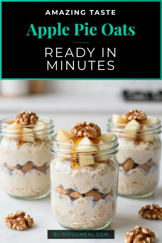 Start your day with this delicious Apple Pie Overnight Oats, a healthy overnight oats recipe that combines rolled oats, diced apples, and warm spices for that comforting apple pie flavor. This easy overnight oats dish is packed with nutrients, thanks to chia seeds and Greek yogurt. Perfect for busy mornings! Try it now and enjoy a satisfying breakfast oats with apples any day of the week. Save this recipe! #HealthyBreakfast #OvernightOats #ApplePieOats #ChiaSeedOats