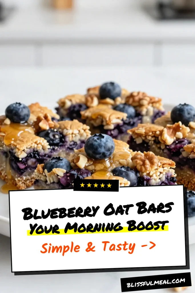 Looking for a healthy breakfast bars recipe? Try these blueberry oat breakfast bars! Packed with nutrition, they're perfect for busy mornings. Homemade oatmeal bars are easy to make and great as gluten-free snack bars. Enjoy the burst of flavor from fresh blueberries in this easy blueberry recipe. Bake a batch today for a delicious and satisfying treat! Save this recipe for later! #BlueberryOatBars #HealthyRecipes #GlutenFreeSnacks #EasyBreakfastIdeas