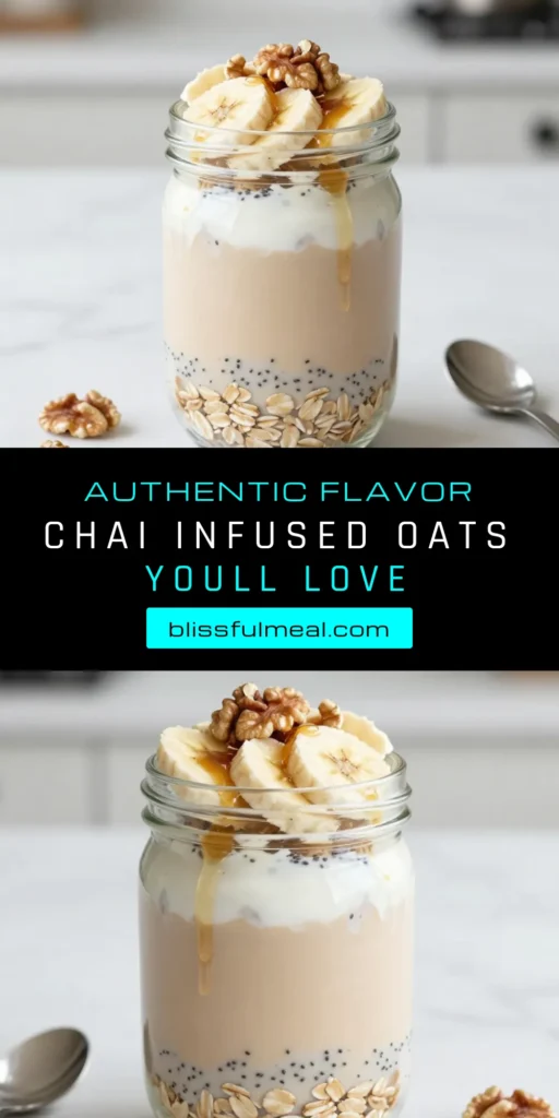 Start your mornings right with these Vanilla Chai Latte Overnight Oats! This healthy overnight oats recipe combines rolled oats, almond milk, and Greek yogurt for a delicious, creamy texture. Perfect for easy breakfast ideas, it’s packed with spices for a delightful twist. Simply prepare it the night before and enjoy a flavor-packed meal in the morning! Try it today and discover your new breakfast favorite. #OvernightOats #HealthyBreakfast #ChaiLatte #EasyRecipes