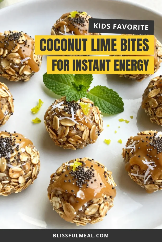 Looking for a delicious and nutritious snack? Try these Coconut Lime Energy Bites! This healthy energy bite recipe is perfect for a quick pick-me-up and features gluten-free energy snacks that are simple to make. These no-bake energy bites combine rolled oats, almond butter, and zesty lime for a refreshing treat. Perfect for on-the-go! Save this recipe for coconut almond bites and enjoy a tasty boost anytime. #HealthySnacks #NoBake #EnergyBites #GlutenFree