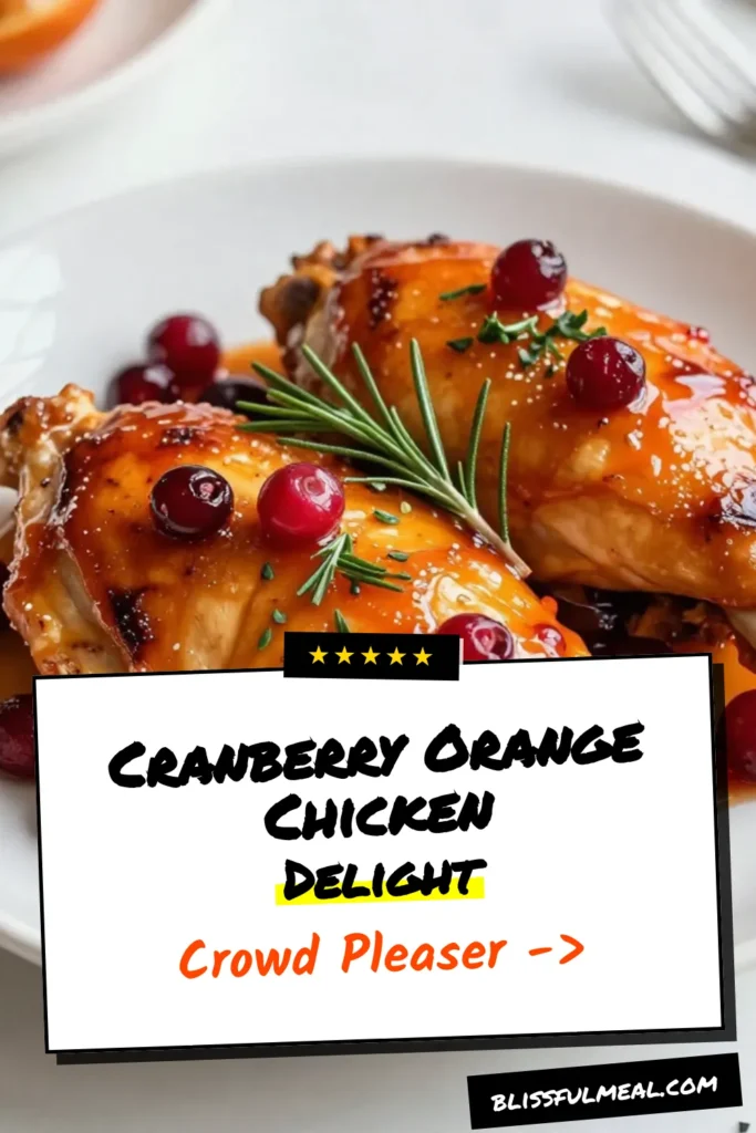 Discover the delightful Cranberry Orange Chicken Recipe that's perfect for a cozy dinner! This Glazed Chicken with Cranberries features juicy chicken breasts coated in a zesty orange sauce, making it an Easy Chicken Dinner option for any night. With its vibrant flavors, this Citrus Glazed Chicken Recipe is also a Healthy Chicken Breast Meal. Ready in just 50 minutes, your family will love it! Save this recipe for your next meal! #CranberryOrangeChicken #EasyDinnerRecipes #HealthyEating #CitrusFlavors