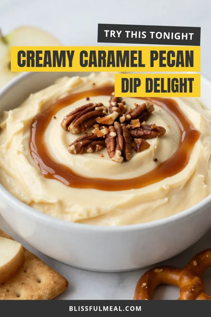 Indulge in this delightful Caramel Pecan Cheesecake Dip that's perfect for any gathering! This easy dessert dip combines cream cheese, whipped topping, and rich caramel sauce for a creamy texture that everyone will love. It's a no-bake cheesecake dip that's a hit with assorted dippers like apple slices and graham crackers. Impress your guests with this simple cream cheese dip recipe. Save this recipe for your next party! #CaramelPecanCheesecakeDip #CreamCheeseDipRecipe #EasyDessertDip #PecanDessertIdeas