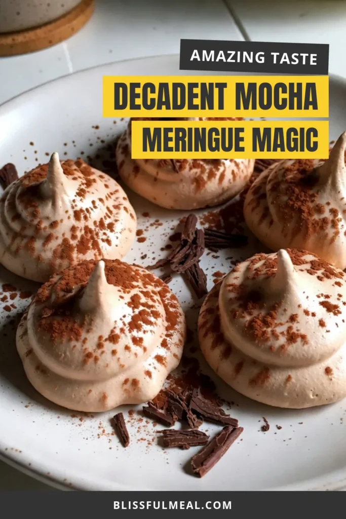 Indulge in the delightful taste of mocha meringue cookies with this easy homemade meringue recipe. These coffee-flavored meringues are perfect for chocolate lovers, offering a light and crispy treat. Impress your guests with these delicious chocolate meringue cookies that are sure to satisfy your sweet cravings. Get the full recipe now and elevate your dessert game! Don’t forget to save this for later! #MeringueCookies #DessertRecipes #MochaTreats #CoffeeLovers